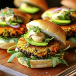 To make Spicy Black Bean Burger Sliders, gather these items: - 1 can (15 oz) black beans, drained and rinsed - 1/2 cup breadcrumbs (preferably whole wheat) - 1/4 cup grated carrots - 1/4 cup finely chopped red onion - 1 garlic clove, minced - 1 tablespoon chili powder - 1 teaspoon cumin - 1/2 teaspoon paprika - 1/4 teaspoon cayenne pepper (or to taste) - Salt and pepper to taste - 1 tablespoon olive oil (for cooking) - Slider buns (mini burger buns) - Toppings: sliced avocado, arugula, spicy mayo (mix mayo with a dash of sriracha) For the best flavor, I recommend using high-quality brands for your spices. If you can’t find whole wheat breadcrumbs, regular ones work just fine. You can also swap in black bean varieties, such as pinto beans, for a twist on this recipe. These sliders shine with tasty toppings. Here are my favorites: - Sliced avocado: Adds creaminess and healthy fats. - Arugula: Gives a peppery kick and fresh crunch. - Spicy mayo: A simple mix of mayo and sriracha adds heat. For sides, serve your sliders with sweet potato fries or a crisp salad. A cold drink like iced tea or a light beer pairs perfectly. For a non-alcoholic option, try sparkling water with a squeeze of lime. You can find the Full Recipe for these sliders at the end of this article. Enjoy making this easy and delicious treat! To make the black bean mixture, start with one can of black beans. Drain and rinse them well. Then, use a fork to mash the beans in a large bowl. Aim for a mostly smooth texture, but keep some chunks for a nice bite. Next, add in your other ingredients. - Mix in 1/2 cup of breadcrumbs, preferably whole wheat. - Stir in 1/4 cup of grated carrots. - Add 1/4 cup of finely chopped red onion. - Toss in 1 minced garlic clove. - Sprinkle in 1 tablespoon of chili powder, 1 teaspoon of cumin, 1/2 teaspoon of paprika, and 1/4 teaspoon of cayenne pepper. Adjust this to your spice level. - Season with salt and pepper to taste. Mix everything until it is well combined. To form the patties, take a handful of the mixture. Shape it into small patties that match the size of your slider buns. You should be able to make about 8 sliders. To get the right texture, make sure not to over-mash the beans. The chunks add a nice bite and help hold the patties together. You can cook the sliders on the stovetop or in the oven. If you choose the stovetop, heat 1 tablespoon of olive oil in a non-stick skillet over medium heat. Once the oil is hot, add the patties. Cook them for about 4-5 minutes on each side. Look for a golden brown color to know they are done. If you prefer using the oven, preheat it to 375°F (190°C). Place the patties on a baking sheet lined with parchment paper. Bake for about 20 minutes, flipping them halfway through. For time management, start preparing your toppings while the patties cook. This way, everything is ready when the sliders are done. Enjoy the process! When making Spicy Black Bean Burger Sliders, avoid common pitfalls. One mistake is over-mashing the beans. You want some texture, so leave some chunks. Another issue is not letting the patties rest. This helps them hold together better during cooking. To achieve a crispy outside, heat your skillet properly. A medium heat works best. Use enough olive oil to coat the bottom of the pan. This will help the sliders brown nicely. Avoid flipping them too soon. Wait until they are golden brown on one side before turning. You can add extra spices to enhance flavor. Consider adding a pinch of smoked paprika for a deeper taste. You can also mix in some corn for sweetness and crunch. If you want more heat, add chopped jalapeños or more cayenne pepper. Adjusting heat levels is easy. Start with a small amount of cayenne and taste as you go. For a milder slider, skip the cayenne entirely. Instead, use sweet paprika for flavor without heat. You can also swap spicy mayo for regular mayo to tone it down. For the full recipe, check out the details above. {{image_2}} To make these sliders vegan, skip the spicy mayo or use plant-based mayo. You can also add a bit of hot sauce for kick without the eggs. Instead of whole wheat breadcrumbs, use ground oats or almond flour for a gluten-free option. This keeps the texture while meeting dietary needs. For those with nut allergies, ensure that any alternative ingredients don’t contain nuts. You can also replace the black beans with lentils for a different flavor and texture. Lentils cook faster and provide a good protein source. You can change the flavor by adding different spices. Try smoked paprika for a deeper taste or fresh cilantro for a burst of freshness. If you want a more regional twist, mix in some taco seasoning for a Mexican flair. For a Mediterranean touch, add chopped olives and feta cheese to the mixture. This gives a unique flavor profile that surprises your taste buds. You can swap the toppings, too. Instead of avocado, try a slice of grilled pineapple for a sweet contrast. You can also add pickled jalapeños for extra heat. Experimenting with these variations lets you create sliders that fit your mood and taste. For the complete recipe, check the Full Recipe section. To keep your spicy black bean burger sliders fresh, store them in an airtight container. Place a paper towel inside to absorb moisture. Refrigerate them for up to three days. If you want to store them longer, freeze the sliders. Wrap each slider in plastic wrap, then place them in a freezer bag. They can last for up to three months in the freezer. When you are ready to eat the leftovers, reheat them gently. For the best results, use an oven or toaster oven. Preheat to 350°F (175°C) and bake the sliders for about 10-15 minutes. This method keeps them crispy and delicious. These spicy black bean sliders can stay fresh in the fridge for about three days. In the freezer, they can last up to three months. To know if they are bad, check for any off smells or changes in texture. If they look dry or have mold, it's best to toss them. Always trust your senses for safety! To lower the heat, skip the cayenne pepper. You can also add more breadcrumbs. Mixing in extra grated carrots or even some diced bell peppers can help. They add sweetness and balance the spice. If you want, serve the sliders with a cooling dip like yogurt or sour cream. This will calm the heat even more. Yes, you can prep the sliders ahead of time. Form the patties and store them in the fridge for up to 24 hours. Place parchment paper between the patties to avoid sticking. If you want to store them longer, freeze the uncooked patties in a single layer. Then, transfer them to a bag. They can last in the freezer for about three months. Just thaw them before cooking for the best taste. Sliders pair well with many sides. Here are some ideas: - Sweet potato fries - Classic coleslaw - Fresh garden salad - Corn on the cob - Potato wedges These sides add color and flavor to your meal. You might also enjoy a light dipping sauce or a tangy pickle on the side. You can definitely grill the sliders! Preheat your grill to medium heat. Lightly oil the grill grates to prevent sticking. Cook the patties for about 4-5 minutes on each side. Keep an eye on them to avoid burning. Grilling adds a nice smoky flavor that really enhances the sliders. Enjoy the delicious taste of your spicy black bean burger sliders! For the full recipe, check the Full Recipe section above. You now have all you need to make delicious Spicy Black Bean Burger Sliders. We covered ingredients, preparation, and cooking steps. You learned how to customize and perfect your sliders based on taste. Remember, you can adjust heat levels and make variations to suit your needs. Store leftovers properly to enjoy them later. With these tips, you’ll impress friends and family with your cooking skills! Enjoy your tasty creations!