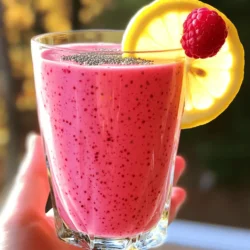 To make a delicious Lemon Raspberry Smoothie, you will need: - 1 cup fresh or frozen raspberries - 1 medium ripe banana - 1 cup almond milk (or any milk of choice) - 1/2 cup Greek yogurt (vanilla or plain) - 1 tablespoon honey or maple syrup (optional, adjust to taste) - Zest of 1 lemon - Juice of 1 lemon - 1 tablespoon chia seeds (optional for added texture) - Ice cubes (optional, for a colder smoothie) You can customize this recipe by adding other fruits or sweeteners. For example, try adding a handful of spinach for extra greens or a scoop of protein powder for a boost. Each serving of this smoothie contains about 250 calories. Here's a breakdown of the macronutrients: - Carbohydrates: 40 grams - Protein: 8 grams - Fat: 5 grams This smoothie offers a great balance of nutrients. You get natural sugars from the banana and raspberries. The Greek yogurt adds protein, while the chia seeds offer healthy fats. Enjoy this refreshing drink as a quick breakfast or a snack! You can find the Full Recipe here. To make the perfect Lemon Raspberry Smoothie, start by gathering your ingredients. You will need fresh or frozen raspberries, a ripe banana, almond milk, Greek yogurt, lemon zest, and lemon juice. If you want to add sweetness, include honey or maple syrup. 1. Blend the Base: Place the raspberries, banana, almond milk, and Greek yogurt in your blender. 2. Add Zesty Flavor: Next, sprinkle in the lemon zest and pour in the lemon juice. This step gives your smoothie a bright kick. 3. Sweeten It Up: If you like it sweet, drizzle in honey or maple syrup. You can adjust this based on your taste. 4. Boost Texture: For extra nutrition, toss in chia seeds. They add a nice crunch. 5. Blend Smoothly: Blend everything on high for about 30 seconds, or until smooth. If you want it thicker, add a few ice cubes and blend again. 6. Taste Test: Give it a quick taste. Adjust the sweetness or thickness as needed, blending more if you do. 7. Serve and Enjoy: Pour the smoothie into glasses and sip it right away for the best flavor. Serving your Lemon Raspberry Smoothie well can make it even more enjoyable. Here are my favorite tips: - Glass Choice: Use clear glasses to show off that vibrant color. - Garnish Wisely: Top your smoothie with fresh raspberries or a thin slice of lemon on the rim. This makes it look great and adds a hint of flavor. - Pair with Snacks: Serve it with light snacks like nuts or whole grain toast for a balanced treat. For the full recipe, check out the details provided above! To make your lemon raspberry smoothie even creamier, consider these simple tips: - Add more Greek yogurt. This enhances the creaminess without changing the flavor much. - Use full-fat almond milk. This adds richness that balances the tartness of the lemon. - Blend longer. A longer blend breaks down the fruit and mixes air into the smoothie. Try blending on high for 30 seconds. If you want a thicker texture, add a few ice cubes. This gives you a frosty feel while keeping it smooth. Sweetness is key to your smoothie’s flavor. Here’s how to adjust it: - Start with ripe bananas. They add natural sweetness and flavor. - Taste before adding sweeteners. You may find it sweet enough without them. - Use honey or maple syrup. Both are great choices for extra sweetness. If you prefer sweeter options, consider stevia or agave syrup. These alternatives can help if you want to lower sugar intake. Adjust until it matches your taste. For more details, check the full recipe for specific ingredient suggestions. {{image_2}} You can easily change the flavor of your lemon raspberry smoothie. Adding other fruits can make it fun. Try mixing in strawberries for a sweet touch. Peaches add a nice, juicy flavor too. You can also infuse your smoothie with fresh herbs. Mint gives a cool taste. Basil adds a unique twist that surprises your palate. Want to make your smoothie vegan or dairy-free? Simply swap Greek yogurt for a plant-based option. Use coconut yogurt or silken tofu for creaminess. For a low-carb version, skip the banana. Instead, add avocado for a smooth texture. You can also use sugar-free sweeteners to keep it healthy. These adjustments help everyone enjoy this drink. You can check the Full Recipe to find more tips for customization. To store leftover smoothie, pour it into a clean jar or bottle. Make sure to seal it tightly. This helps keep the smoothie fresh. You can refrigerate it for up to 24 hours. After that, the taste and texture may change. Give it a good shake before drinking. Freezing smoothies is a great way to save them for later. Pour the smoothie into ice cube trays or freezer-safe bags. Make sure to leave some space for expansion. Smoothies can stay fresh in the freezer for about one to three months. When you want to enjoy your smoothie, take it out and thaw it. You can leave it in the fridge overnight or let it sit at room temperature for an hour. If you want it cold again, blend it with some ice. This gives you a refreshing drink that tastes just as good as fresh. For the complete recipe, check out the Zesty Lemon Raspberry Bliss Smoothie recipe. If you don't have Greek yogurt, you can use: - Regular yogurt: This will make the smoothie less thick. - Silken tofu: This adds creaminess while keeping it dairy-free. - Cottage cheese: This adds protein, but it can change the taste. - Coconut yogurt: This offers a nice flavor and is dairy-free. Choose what you like best. Each option will change the taste and texture a bit. Yes, you can use fresh raspberries! Here are some points to consider: - Fresh raspberries are great for flavor. - They add a nice texture to the smoothie. - However, fresh berries may not keep the drink as cold. Frozen raspberries can help chill the smoothie. They also blend easier. Fresh works, but frozen has its perks too. You can keep the smoothie in the fridge for about 1 day. Here are some tips: - Store it in an airtight container to keep it fresh. - Shake or stir it well before drinking. - If it separates, that’s normal. Just mix it again. Don’t keep it too long, or it may lose its taste and texture. Enjoy your smoothie fresh for the best flavor! This blog post covered key ingredients, prep steps, and storage tips for smoothies. I shared how to customize flavors and adjust sweetness to suit your taste. You learned blending techniques for a creamy texture and creative serving ideas. With these insights, you can make delicious, healthy smoothies. Remember, the right storage keeps your drinks fresh. Enjoy experimenting with different flavors and ingredients for a fun twist!