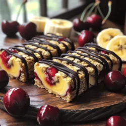 To create the Cherry Banana Protein Bars, you will need these key ingredients: - 2 ripe bananas, mashed - 1 cup pitted cherries, fresh or frozen (thawed) - 1 cup rolled oats - 1/2 cup almond butter or peanut butter - 1/4 cup honey or maple syrup - 1/2 cup vanilla protein powder - 1/4 teaspoon salt - 1/2 teaspoon cinnamon - 1/4 cup chopped nuts (walnuts or almonds) for added crunch - Optional: 1/4 cup dark chocolate chips for drizzling Each ingredient plays a vital role in not just taste but also nutrition: - Bananas provide natural sweetness and potassium. They help with energy and muscle function. - Cherries are rich in antioxidants. They support heart health and reduce inflammation. - Rolled oats offer fiber, which aids digestion. They keep you full longer. - Almond or peanut butter adds healthy fats and protein. They help with muscle repair. - Honey or maple syrup gives natural sugars for quick energy, plus they have antioxidants. - Vanilla protein powder boosts your protein intake. It helps in muscle recovery. - Salt enhances flavor and keeps your electrolyte balance. - Cinnamon adds warmth and may reduce blood sugar levels. - Chopped nuts add crunch and healthy fats. They promote heart health. - Dark chocolate chips are optional but add a sweet touch, plus antioxidants. If you have allergies or dietary needs, here are some easy swaps: - Nut-free: Use sunflower seed butter instead of almond or peanut butter. - Gluten-free: Ensure your oats are certified gluten-free. - Vegan: Substitute honey with maple syrup for a fully plant-based option. - Protein powder: Use a plant-based protein powder if you prefer. These substitutions keep the bars tasty while fitting your needs. For the full recipe, check the instructions above. Start by preheating your oven to 350°F (175°C). Next, grab an 8x8 inch baking dish. Line it with parchment paper. This step makes it easy to lift your bars out later. The paper helps prevent sticking, so your bars stay intact. In a large bowl, mash 2 ripe bananas until smooth. Add 1 cup of almond butter or peanut butter. Mix in 1/4 cup of honey or maple syrup. Stir these wet ingredients together until they blend well. The mixture should be creamy. In another bowl, combine the dry ingredients. Use 1 cup of rolled oats, 1/2 cup of vanilla protein powder, 1/4 teaspoon of salt, and 1/2 teaspoon of cinnamon. Mix them together. Then, fold in 1 cup of pitted cherries and 1/4 cup of chopped nuts. Pour the combined mixture into your prepared dish. Spread it evenly with a spatula. Bake for 25-30 minutes. Look for golden edges and a set center. When done, let the bars cool for about 10 minutes. Lift them out using the parchment paper. Once cool, cut into bars. If you wish, drizzle melted dark chocolate on top for extra flair. Enjoy your Cherry Banana Protein Bars! For more details, check the Full Recipe. To get the best texture, use ripe bananas. They make the bars moist and sweet. Mash them well before mixing. If the batter feels too dry, add a splash of almond milk. For a chewier texture, don’t bake them too long. Aim for a golden edge. You can add fun flavors to your bars. Try folding in dark chocolate chips or shredded coconut. You can also mix in dried fruits like cranberries or apricots. Nuts like walnuts or almonds add crunch. Just make sure to adjust the sweetness if you add more ingredients. Baking at 350°F works well for these bars. If your oven runs hot, reduce the heat to 325°F. Check the bars at 25 minutes. If they look golden and a toothpick comes out clean, they are ready. If not, bake for a few more minutes. Always let them cool before cutting. For full details on making these delicious Cherry Banana Protein Bars, check the Full Recipe. {{image_2}} You can mix up the fruit in your protein bars. Try using blueberries, strawberries, or apples instead of cherries. Each fruit brings a new flavor and texture. For example, blueberries add juiciness, while apples give a crisp bite. Feel free to experiment with your favorite fruits. Protein powder is key in these bars, but you can switch it up. Try chocolate, strawberry, or plant-based protein. Each type changes the taste and can match your diet needs. If you want a lower sugar option, look for unsweetened protein powder. Boost your bars with extra nutrition. You can add chia seeds, flaxseeds, or hemp hearts. These superfoods add fiber, omega-3s, and protein. Just a few tablespoons can make a big difference. You can also mix in a scoop of spirulina or matcha for added health benefits. Each addition helps make these bars even more nutritious. For the complete recipe, check out the [Full Recipe]. To keep your Cherry Banana Protein Bars fresh, store them in an airtight container. You can use a plastic or glass container with a tight lid. Place parchment paper between layers to avoid sticking. This method helps keep the bars moist and tasty for longer. Always store them in a cool, dry place away from direct sunlight. When stored properly, these bars can last up to one week at room temperature. If you want them to last longer, consider refrigerating them. In the fridge, they will stay fresh for about two weeks. Just remember, the colder they are, the firmer they will be. Freezing your Cherry Banana Protein Bars is a great option if you want to save some for later. To freeze, wrap each bar in plastic wrap or foil. Then, place them in a freezer bag. They can last up to three months in the freezer. When you're ready to eat one, simply take it out and let it thaw at room temperature. For a quick snack, you can also microwave it for 10-15 seconds. Enjoy your healthy treat any time! Yes, you can use other fruits! Berries, apples, and peaches work well. Just choose fruits that mash easily. Adjust the sweetness if needed. For example, if you use tart berries, add more honey or maple syrup. Mixing fruits gives you fun flavors too! Absolutely! These bars are great for meal prep. You can make a big batch and store them. They last well in the fridge for up to a week. Wrap each bar in parchment paper for easy grab-and-go snacks. They also freeze well, so you can enjoy them later. You can find Cherry Banana Protein Bars at health food stores or online. Many brands make similar bars. Check the ingredient list to make sure they fit your needs. If you want a fresh option, some local bakeries may sell homemade versions. You now know how to make Cherry Banana Protein Bars. We covered key ingredients, their benefits, and substitutions for allergens. I shared step-by-step instructions for mixing and baking. Remember to add your own salt and sweetness for the best flavor. Feel free to try other fruits, powders, and superfoods. Store them well for freshness and enjoy convenient snacks. With these tips, you can create tasty bars that fit your needs. Happy baking!