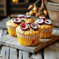 To make Cherry Oatmeal Protein Muffins, you need the following ingredients: - 1 cup rolled oats - 1 cup almond milk (or any milk of choice) - 1/2 cup Greek yogurt - 1/4 cup honey or maple syrup - 1/2 cup vanilla protein powder - 1 cup fresh or frozen cherries, pitted and halved - 1/2 teaspoon baking powder - 1/2 teaspoon baking soda - 1 teaspoon cinnamon - 1/4 teaspoon salt - 2 large eggs - 1 teaspoon vanilla extract Each ingredient plays a role in making these muffins tasty and healthy. The oats add fiber and texture. Almond milk keeps them moist. Greek yogurt boosts protein while adding creaminess. Honey or maple syrup gives natural sweetness. Vanilla protein powder adds more protein and flavor. Cherries add a burst of fruity goodness. The baking powder and baking soda help the muffins rise. Cinnamon brings warmth and spice, while salt balances the flavors. The eggs help bind everything together. You can add a few extra ingredients for more flavor. Consider: - Chopped nuts like walnuts or almonds for crunch. - Dark chocolate chips for a sweet twist. - A splash of almond or coconut extract for depth. - Zest from lemon or orange for a fresh zing. Feel free to mix and match these optional ingredients. They can make your Cherry Oatmeal Protein Muffins even more exciting! For the full recipe, check the detailed instructions above. Start by preheating your oven to 350°F (175°C). This step is key for even baking. While the oven warms up, prepare your muffin tin. You can either line it with paper liners or spray it with cooking spray. This helps the muffins come out easily after baking. In a large bowl, add the rolled oats and almond milk. Let this mix sit for about 10 minutes. This softens the oats and makes them fluffy. After that, stir in the Greek yogurt, honey or maple syrup, eggs, and vanilla extract. Mix these until they blend well. Each wet ingredient adds moisture and flavor to the muffins. In another bowl, whisk together the protein powder, baking powder, baking soda, cinnamon, and salt. This step is important to distribute the baking agents evenly. This helps your muffins rise and gives them a nice flavor. Now, gradually add the dry mix to the wet mix, stirring gently. Be careful not to overmix; you just want them combined. Next, fold in the halved cherries. This gives each bite a sweet burst of flavor. Spoon the batter into the muffin tin, filling each cup about 3/4 full. Bake them in the oven for 18-20 minutes. You can check if they’re done by inserting a toothpick in the center. If it comes out clean, they are ready! Once baked, let the muffins cool in the tin for 5 minutes. This helps them set properly. After that, transfer them to a wire rack to cool completely. For a nice touch, serve the muffins warm or at room temperature. You can also dust them with a sprinkle of powdered sugar or add extra fresh cherries on top for a pretty finish. For the full recipe, refer to the beginning of the article. To make your Cherry Oatmeal Protein Muffins moist, follow these tips: - Use fresh ingredients: Fresh fruits and dairy give better moisture. - Don’t overmix the batter: Mix until just combined. Overmixing makes muffins tough. - Add yogurt: Greek yogurt adds creaminess and moisture to the muffins. - Let oats soak: Soaking oats in almond milk softens them and keeps muffins moist. Baking can be tricky. Here are some common mistakes to avoid: - Wrong oven temperature: Always preheat your oven to 350°F (175°C). This ensures even baking. - Not measuring ingredients: Use measuring cups for accuracy. This helps the muffins rise properly. - Skipping the cooling step: Let muffins cool in the tin for five minutes. This prevents sogginess. - Using stale ingredients: Check expiration dates on baking powder and protein powder. Fresh ingredients matter. Toppings can make your muffins stand out. Here are some ideas: - Powdered sugar: A sprinkle on top adds sweetness and looks nice. - Fresh cherries: Add halved cherries on top before baking for a fruity touch. - Nuts or seeds: Chopped nuts or seeds add crunch. They also boost nutrition. - Cinnamon sprinkle: A light dusting of cinnamon before baking adds warmth and flavor. For the complete recipe, check the Full Recipe section. Enjoy your baking! {{image_2}} You can swap cherries for other fruits easily. Blueberries, raspberries, or diced apples work well. Each fruit brings its own taste and nutrition. For example, blueberries add a sweet burst. Apples provide a nice crunch. Feel free to experiment with whatever fruit you love. This helps keep your muffins fun and exciting. To make these muffins gluten-free, choose gluten-free oats. Check the label to ensure they are certified. You can also use almond flour instead of regular flour. This adds a lovely nutty flavor. It is important to adjust the liquid, as almond flour absorbs more moisture. Your muffins will still be soft and tasty. You can boost nutrition by adding nuts or seeds. Chopped walnuts or almonds add a nice crunch. Sunflower seeds or chia seeds offer extra protein and fiber. Simply mix in about 1/4 cup of your choice into the batter. This not only adds texture but also makes your muffins more filling. Plus, it’s a great way to sneak in healthy fats. If you want to see the full recipe, check it out here: [Full Recipe]. To keep your cherry oatmeal protein muffins fresh, store them in an airtight container. Place a piece of parchment paper between layers to avoid sticking. These muffins stay fresh for about three days at room temperature. If you want them to last longer, consider refrigeration. They can stay good for up to a week in the fridge. Freezing muffins is a great way to save them for later. Allow the muffins to cool completely. Wrap each muffin tightly in plastic wrap or aluminum foil. Then, place them in a freezer bag. Be sure to remove as much air as possible before sealing. These muffins can last for up to three months in the freezer. When you are ready to eat them, just thaw them in the fridge or at room temperature. Reheating your muffins can bring back their fresh-baked taste. If they are frozen, let them thaw first. You can reheat them in the microwave for about 20-30 seconds. For a crispier texture, use an oven. Preheat the oven to 350°F (175°C) and heat them for about 5-10 minutes. Enjoy them warm, maybe with a touch of honey or a dollop of yogurt for extra flavor. For the full recipe, check out the complete guide on making these delicious muffins. Yes, you can use frozen cherries. They work just as well as fresh ones. Just make sure to thaw and drain them first. This avoids extra moisture in your muffins. Frozen cherries will add a nice burst of flavor. To make these muffins vegan, you can replace the eggs with flax eggs. Mix one tablespoon of flaxseed meal with three tablespoons of water per egg. Use a non-dairy yogurt instead of Greek yogurt. You can also choose maple syrup or agave syrup for sweetness. The protein comes mainly from the vanilla protein powder and Greek yogurt. Both ingredients add a good amount of protein to each muffin. This helps make them filling and great for a post-workout snack. These muffins last about four to five days at room temperature. Store them in an airtight container to keep them fresh. You can also refrigerate them for up to a week. Just let them come to room temperature before enjoying. Yes, you can substitute Greek yogurt with unsweetened applesauce or silken tofu. Both options will add moisture without changing the flavor much. Just keep in mind that the texture may vary slightly. For a creamy feel, use a dairy-free yogurt alternative. For the full recipe, check out the complete details above. You’ve learned how to make tasty Cherry Oatmeal Protein Muffins. We covered the ingredients, step-by-step instructions, and tips for success. You also discovered fun variations to try. Remember, keeping your muffins moist and flavorful is key. Experiment with different fruits and toppings to find your favorite. Store them properly to enjoy later. With these tips, you’ll bake delicious muffins every time. Get ready to impress your family and friends with your baking skills!