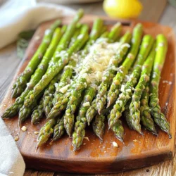 To make garlic roasted asparagus, you need a few key items: - 1 pound fresh asparagus, trimmed - 4 cloves garlic, minced - 3 tablespoons olive oil - 1 teaspoon lemon zest - 1 tablespoon fresh lemon juice - 1 teaspoon salt - ½ teaspoon black pepper These ingredients create a strong flavor. The garlic brings a nice kick. The lemon adds brightness and freshness. Olive oil helps to crisp the asparagus. You can also try some optional ingredients for extra flavor: - ¼ teaspoon red pepper flakes (for heat) - Parmesan cheese shavings for garnish Red pepper flakes add a gentle spice. Parmesan cheese gives a rich, savory taste. If you don’t have an ingredient, here are some swaps: - Use vegetable oil instead of olive oil. - Swap garlic for shallots for a milder taste. - If you lack lemon, try vinegar for a tangy twist. Always remember to adjust salt and pepper to your taste. Fresh ingredients work best for this dish. Using seasonal asparagus will enhance the flavor. For the full recipe, check out the detailed steps above. Start by gathering your ingredients. You need fresh asparagus, garlic, olive oil, lemon zest, lemon juice, salt, black pepper, and red pepper flakes if you like some heat. Trim the asparagus by snapping off the tough ends. This method works well and helps you get just the right length. Next, mince the garlic. This adds great flavor to the dish. In a large bowl, mix olive oil, garlic, lemon zest, lemon juice, salt, black pepper, and red pepper flakes. Stir until it's well combined. Add the trimmed asparagus to the bowl. Toss it gently so every spear gets coated with the garlic mix. This step is key for tasty asparagus. To roast the asparagus perfectly, use a large baking sheet. Spread the asparagus in a single layer. This helps it cook evenly and get crispy edges. Make sure not to crowd the pan. If needed, use two sheets. Preheat your oven to 425°F (220°C) before placing the baking sheet inside. Roasting at this high temperature gives the asparagus a nice, caramelized flavor. It also keeps the spears tender yet crisp. If you want a little extra crunch, turn on the broiler for the last minute of cooking. Just watch closely to prevent burning! Roast the asparagus for 12 to 15 minutes. Check for doneness by looking for a tender texture and slightly browned edges. This timing can vary based on the thickness of your asparagus spears. Thicker spears may take a bit longer, while thinner ones may cook faster. Once done, remove the asparagus from the oven. Transfer it to a serving platter. If you like, sprinkle some Parmesan cheese shavings on top for added flavor. Enjoy your garlic roasted asparagus as a simple and tasty side dish that enhances any meal. When picking asparagus, look for bright green spears. The tips should be tight and firm. Avoid any that are wilted or have soft spots. Fresh asparagus should feel crisp and snap easily when bent. If you can, choose local asparagus for the best flavor. To get the best texture, roast the asparagus at 425°F (220°C). This high heat makes them tender yet crispy. Spread the spears in a single layer on your baking sheet. Crowding them may lead to steaming instead of roasting. Check them at 12 minutes; they should be bright green and slightly browned. Garlic is the star of this dish, but you can add more. Try fresh herbs like thyme or rosemary for extra taste. A sprinkle of lemon juice brightens up the flavor. For a kick, add red pepper flakes. You can even top with Parmesan cheese for a rich finish. {{image_2}} You can use various cheeses to top garlic roasted asparagus. Parmesan adds a rich, salty flavor. Feta gives a creamy and tangy twist. Goat cheese brings a soft texture and nice bite. Try cheddar for a sharp touch. Each cheese option makes the dish unique and tasty. If you want to add protein, chicken or shrimp are great options. Chicken breast pairs well with the garlic and lemon flavors. Just cut it into thin strips and roast it alongside the asparagus. Shrimp cooks quickly and adds a nice seafood taste. Toss it in the same garlic mix and roast for a quick meal. You can keep it vegetarian-friendly by adding more veggies. Cherry tomatoes or bell peppers add color and taste. Toss in some sliced mushrooms for an earthy flavor. Serve garlic roasted asparagus with a side of quinoa or rice for a complete meal. These add-ins keep your dish fresh and fun. For the full recipe of garlic roasted asparagus, check out the complete details above. After enjoying your garlic roasted asparagus, let it cool down. Place the leftovers in a clean, airtight container. This helps keep the asparagus fresh. Store it in the fridge for up to three days. If you want to enjoy them later, avoid adding cheese until you reheat them. To reheat, I recommend using an oven or a skillet. Preheat your oven to 350°F (175°C). Spread the asparagus on a baking sheet. Heat for about 10 minutes or until warm. If using a skillet, heat a small amount of olive oil over medium heat. Add the asparagus and cook for about 5 minutes. This keeps them crispy and tasty. Freezing garlic roasted asparagus is possible, but it changes the texture. If you choose to freeze them, do so right after cooking. Place them in a freezer-safe bag, removing as much air as possible. They can last for up to two months. When ready to eat, thaw in the fridge overnight. Reheat as mentioned earlier for the best flavor. Yes, you can use frozen asparagus. However, fresh asparagus gives the best taste. Frozen asparagus may not crisp up as well. If you use frozen, thaw and drain it first. Pat it dry to remove excess moisture. This helps it roast better. Garlic roasted asparagus goes well with many dishes. Try it with grilled chicken or fish. It also pairs nicely with pasta or rice dishes. You can serve it alongside steak for a nice meal. The flavors complement many main courses. Asparagus is done when it is tender and slightly crispy. Look for edges that are lightly browned. You can test it by piercing a spear with a fork. If it goes in easily, it is ready to eat. Yes, you can prepare garlic roasted asparagus ahead of time. Roast it and let it cool. Store it in an airtight container in the fridge. When you are ready to serve, just reheat it in the oven. This keeps the flavor and texture nice. For the full recipe, check out the Garlic Roasted Asparagus section. Garlic roasted asparagus is a simple and tasty dish. We covered essential and optional ingredients, along with substitutions. I shared step-by-step instructions for perfect roasting techniques and ideal cooking times. We explored tips for selecting fresh asparagus and enhancing flavors. You can easily vary this dish with protein or cheese options. Finally, I provided storage tips for leftovers. With these insights, you can enjoy delicious asparagus every time. Embrace these methods and make this dish your own!