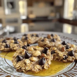To make delicious banana oat breakfast cookies, you need simple, healthy ingredients. Let's gather what you need for this fun recipe. - Ripe Bananas - Rolled Oats - Almond Butter (or Peanut Butter) - Sweetener Options (Honey or Maple Syrup) - Flavor Enhancers (Vanilla Extract, Cinnamon, Salt) - Mix-ins (Dark Chocolate Chips, Dried Fruits, Nuts) These ingredients come together to make a treat that is both nutritious and tasty. Ripe bananas give sweetness and moisture. Rolled oats add fiber and heartiness. Almond butter or peanut butter provides healthy fats and flavor. You can choose honey or maple syrup for added sweetness. For extra taste, sprinkle in vanilla extract, cinnamon, and a dash of salt. Finally, you can mix in dark chocolate chips, dried fruits, or nuts for fun textures and flavors. With this list, you are ready to bake! Don't forget to check the [Full Recipe] for detailed steps. - Preheat Oven and Prepare Baking Sheet Start by preheating your oven to 350°F (175°C). Line a baking sheet with parchment paper. This step helps prevent sticking. - Mix Wet Ingredients (Bananas and Nut Butter) In a large bowl, mash the ripe bananas. Add almond butter (or peanut butter). Stir until the mixture is smooth. This creates a creamy base for your cookies. - Combine Dry Ingredients (Oats and Spices) In another bowl, mix rolled oats, cinnamon, and salt. This blend adds flavor and texture. Make sure you combine them well. - Integrate Mixtures and Add Mix-ins Gradually add the dry mixture to the banana mix. Stir gently until just combined. Next, fold in dark chocolate chips (or dried fruits) and chopped nuts. This adds fun flavors and crunch. - Form Cookie Dough and Place on Baking Sheet Use a tablespoon to scoop rounded mounds of dough onto the prepared sheet. Space them about an inch apart. This ensures they bake evenly. - Baking and Cooling Instructions Flatten each mound slightly with the back of a spoon. Bake for 12-15 minutes. Look for golden edges and a set center. Let the cookies cool on the sheet for 5 minutes. After that, transfer them to a wire rack to cool completely. These steps will guide you to make delicious Banana Oat Breakfast Cookies. You can find the Full Recipe above for all the details! - Recommended Oven Temperature and Baking Time I like to bake these cookies at 350°F (175°C). This temperature works well for even baking. The cookies take about 12-15 minutes to bake. Look for golden edges as your sign that they’re done. - Achieving the Right Cookie Texture To get soft and chewy cookies, don’t overmix the dough. Mix just until it comes together. Flatten the mounds slightly before baking for a nice shape. If you want crunchier cookies, bake a little longer. - Storing Leftover Cookie Dough If you have leftover dough, you can store it in the fridge for up to 3 days. Just cover it well. You can also freeze it for up to 3 months. When ready, thaw in the fridge overnight, then bake as usual. - Presentation Ideas for Serving Serve the cookies warm on a nice plate. For a fun twist, drizzle a bit of honey or maple syrup on top. You can also add extra chocolate chips for decoration. This makes them look even more tempting! - Best Pairings for Breakfast These cookies pair well with a glass of milk or a cup of coffee. You can also enjoy them with yogurt or fresh fruit. They are great for a quick breakfast or a snack on the go. Check out the Full Recipe for more ideas! {{image_2}} You can change some ingredients to suit your taste. Here are a few swaps: - Alternative Nut Butters: Try cashew butter or sunflower seed butter. Each adds a unique flavor. - Healthier Sweetener Options: Use agave syrup or stevia for less sugar. These options can lighten the cookie. - Unique Mix-in Ideas: Add shredded coconut or chia seeds for extra texture. You can also include spices like nutmeg for warmth. I love making recipes that fit different diets. Here are some easy tweaks: - Gluten-Free Options: Use certified gluten-free oats. This way, everyone can enjoy these cookies. - Vegan Modifications: Swap honey for maple syrup to keep it vegan. You can use flaxseed meal mixed with water as an egg replacement. These variations help you customize your banana oat breakfast cookies. Check out the Full Recipe for specific measurements and instructions! To keep your baked cookies fresh, store them in an airtight container. This helps maintain their soft texture. Place parchment paper between layers if you stack them. This prevents sticking and keeps them nice. For longer storage, freezing is a great option. Wrap each cookie in plastic wrap or foil. Then, place them in a freezer bag. They can stay fresh for up to three months. When you’re ready to enjoy, just take a cookie out. Let it thaw at room temperature or heat it in the microwave for 10-15 seconds. This brings back the warmth and flavor. For the full recipe, be sure to check out the instructions provided. Can I use quick oats instead of rolled oats? Yes, you can use quick oats. They will change the texture a bit. Quick oats absorb moisture faster. The cookies may turn out softer. How do I make these cookies vegan? To make these cookies vegan, replace honey with maple syrup. Use a nut butter that fits your diet. Ensure the chocolate chips are dairy-free. What is the shelf life of these cookies? These cookies last about a week at room temperature. Store them in an airtight container. If you want them to last longer, freeze them! Can I substitute flour for oats for a different texture? You can substitute flour for oats, but the cookies will be different. They will be denser and less chewy. It’s best to stick with rolled oats for the right texture. Breakdown of Calories and Nutrients Each cookie has about 100 calories. They contain healthy fats and fiber. The bananas add natural sweetness and potassium. Dark chocolate provides antioxidants. Health Benefits of Ingredients Used - Bananas: Good source of potassium and vitamin C. - Rolled oats: High in fiber, great for digestion. - Almond butter: Packed with healthy fats and protein. - Honey or maple syrup: Natural sweeteners with some nutrients. - Dark chocolate: Contains antioxidants and can boost mood. - Nuts: Provide healthy fats and protein, aiding heart health. These ingredients make banana oat breakfast cookies not just tasty but also nutritious! For the full recipe, check out the earlier section. You now have all you need to make delicious cookies using simple ingredients. We covered everything from ripe bananas and oats to nut butters and sweeteners. You learned easy steps for mixing, baking, and even storage. Remember, these cookies can fit many diets and tastes with a few swaps. Enjoy sharing them for breakfast or as a snack. Baking can be fun, and these cookies are a great place to start. Dive in and make your own tasty treats today!