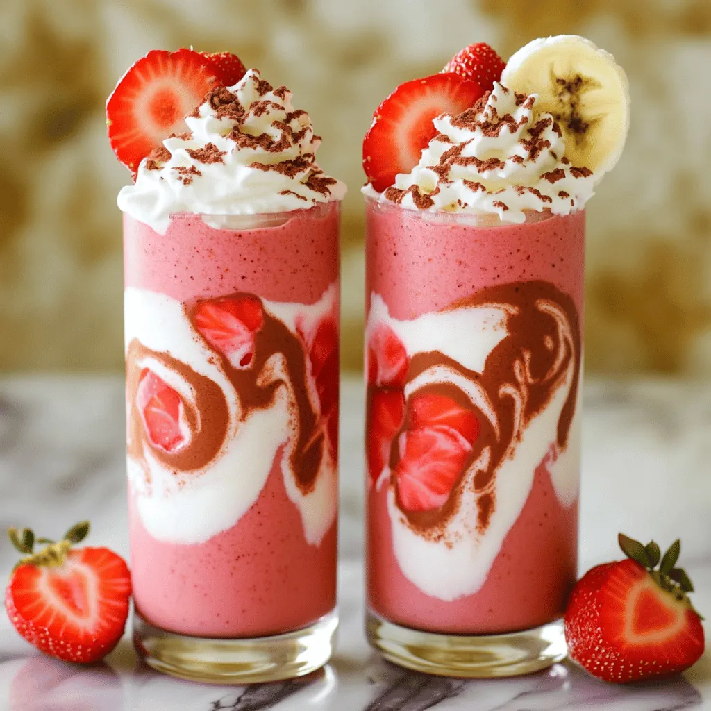 - 1 cup almond milk (or any milk of your choice) - 1 ripe banana, frozen - 1 cup fresh strawberries, hulled and sliced - 2 tablespoons unsweetened cocoa powder - 1 tablespoon honey or maple syrup (optional) - 1 tablespoon chia seeds (optional) - Ice cubes (optional) - Whipped cream (optional) You need simple ingredients for this chocolate strawberry smoothie. Each one plays a key role. Almond milk adds creaminess and a nutty flavor. If you prefer cow's milk, that works too! The frozen banana is a game changer. It makes your smoothie thick and creamy. Fresh strawberries bring a sweet and fruity taste. Their bright color makes the smoothie look great. Unsweetened cocoa powder gives a rich chocolate taste. If you want more sweetness, add honey or maple syrup. Chia seeds offer extra nutrition and texture. Ice cubes help if you like a thicker drink. You can top your smoothie with whipped cream for a fun touch. This treat is not just tasty; it's also packed with nutrients! This smoothie is a great choice for a snack or breakfast. It is low in calories but high in vitamins. Strawberries provide vitamin C, and bananas give potassium. Almond milk is often lower in calories than regular milk. - Almond Milk: Low in calories and rich in vitamin E, great for skin health. - Banana: Full of potassium, good for heart health and energy. - Strawberries: High in antioxidants, they help your body fight free radicals. - Cocoa Powder: Contains flavonoids, which may improve heart health. - Chia Seeds: Packed with fiber and omega-3 fatty acids, good for digestion. These ingredients not only taste great but also support your health. Enjoy your chocolate strawberry smoothie as a delicious way to nourish your body! For the full recipe, check out Choco-Berry Bliss Smoothie. First, gather all your ingredients. You will need: - 1 cup almond milk (or any milk of your choice) - 1 ripe banana, frozen - 1 cup fresh strawberries, hulled and sliced - 2 tablespoons unsweetened cocoa powder - 1 tablespoon honey or maple syrup (optional for sweetness) - 1 tablespoon chia seeds (optional, for added nutrition) - Ice cubes (optional, for a thicker texture) - Whipped cream (optional, for topping) Make sure your banana is frozen. It adds creaminess to the smoothie. Hull and slice the strawberries to make blending easier. Next, take a blender. Add the almond milk, frozen banana, sliced strawberries, cocoa powder, and sweetener, if you want it sweeter. Blend on high speed until it is smooth and creamy. Sometimes, you might need to stop blending and scrape down the sides. This helps mix everything well. If you want a thicker smoothie, toss in a handful of ice cubes. Blend again until everything is mixed perfectly. You can also stir in chia seeds for extra nutrition. This is optional but gives a nice texture. Pour the smoothie into tall glasses. If you like, add a dollop of whipped cream on top. It looks nice and tastes great! For a pretty touch, add a few slices of strawberry on top. You can also sprinkle some cocoa powder for an extra chocolatey flair. Enjoy your rich and creamy treat! For the full recipe, check out the details provided above. To get a smooth and creamy texture, start with frozen banana. It adds a rich creaminess. Blend it well with almond milk and fresh strawberries. If your smoothie is too thin, add ice cubes. Blend again until it reaches your desired thickness. If it’s too thick, add more almond milk a little at a time. The goal is a thick, drinkable smoothie. I like to taste my smoothie before adding sweeteners. It helps me find the right balance. If you want a sweeter smoothie, add honey or maple syrup. Start with one tablespoon. Blend and taste again. You can always add more if needed. Fresh strawberries are naturally sweet, so adjust based on your preference. Serve your Chocolate Strawberry Smoothie in tall glasses for a fun look. Top it with whipped cream for a special treat. You can also add sliced strawberries on top. A dusting of cocoa powder adds a nice touch. For a bit of crunch, sprinkle chia seeds. If you want to impress guests, serve them with colorful straws. Enjoy this rich and creamy treat anytime! For the full recipe, check out the details above. {{image_2}} You can easily make a dairy-free and vegan Chocolate Strawberry Smoothie. Just use almond milk or oat milk instead of regular milk. These plant-based milks taste great and keep the smoothie creamy. You can skip honey if you want. Instead, use maple syrup as a sweetener. It’s vegan and adds a nice flavor. If you want to add protein, try adding a scoop of your favorite protein powder. It blends well with the other flavors. You can also use Greek yogurt if you’re not vegan. This will make your smoothie more filling and great for breakfast or after a workout. Chia seeds are another option. They add protein and fiber without changing the taste much. Feeling like a treat? Turn your smoothie into a dessert. Add a tablespoon of nut butter, like almond or peanut. This gives it a rich flavor. You can also mix in some dark chocolate chips or a splash of vanilla extract. For a fun twist, top your smoothie with whipped cream and chocolate shavings. This makes it feel like a fancy dessert while still being healthy. For the full recipe, check out the Choco-Berry Bliss Smoothie . If you have leftover smoothie, pour it into a jar or a sealed container. Make sure the lid is tight. Store it in the fridge. It stays fresh for about one day. Before drinking, give it a good shake. The ingredients may settle at the bottom. Freezing your smoothie is a great idea. Pour it into ice cube trays or freezer bags. If using trays, fill each slot about three-quarters full. Once frozen, pop them out and keep them in a bag. You can blend these smoothie cubes later for a quick treat. To enjoy your frozen smoothie, take out the cubes. Place them in a blender with a bit of milk. Blend until smooth and creamy. If you stored it in the fridge, just stir or blend again. This will make it nice and fresh. For the full recipe, check out the Choco-Berry Bliss Smoothie. You can use any milk you like. Regular cow's milk works well. Oat milk is another great choice. Coconut milk adds a fun flavor too. If you want a nut-free option, try soy milk. Each choice will give a different taste. Yes, frozen strawberries are perfect! They make the smoothie colder and creamier. Just blend them straight from the freezer. This saves prep time too. If using frozen, you may not need ice cubes. A typical serving has about 200-300 calories. It depends on your ingredients. For example, using honey adds more calories. If you want a lower calorie count, skip the whipped cream. You can find the Full Recipe for exact numbers. This blog post covered how to make a tasty Chocolate Strawberry Smoothie. We explored key ingredients, their health benefits, and step-by-step instructions. I shared tips for perfecting your smoothie and suggested fun variations to try. You can store leftovers easily or freeze them for later use. In closing, delighting in this smoothie not only satisfies your taste buds but also fuels your body. Enjoy experimenting and making it your own!