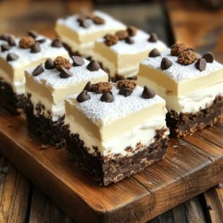 To make these no bake cookies and cream bars, you need a few simple ingredients. Here’s what you’ll gather: - 1 ½ cups crushed chocolate sandwich cookies (like Oreos) - ½ cup unsalted butter, melted - 1 cup cream cheese, softened - 1 cup powdered sugar - 1 teaspoon vanilla extract - 1 cup whipped topping (like Cool Whip) - ½ cup mini chocolate chips (optional) - Extra chocolate sandwich cookies for garnish These ingredients blend together to create a rich, creamy filling and a crunchy base. The crushed cookies provide a great texture and flavor. The melted butter helps bind the crust. Cream cheese adds that creamy, tangy taste. Powdered sugar sweetens it up. Vanilla extract gives a nice aroma. Whipped topping makes the filling light and fluffy. If you want, add mini chocolate chips for extra chocolatey goodness. Finally, extra cookies make the bars look fancy on top. For the full recipe, follow the steps carefully to create a delicious treat. First, grab a medium bowl. In it, combine 1 ½ cups of crushed chocolate sandwich cookies with ½ cup of melted butter. Mix until the crumbs are fully coated. This step forms a tasty base for your bars. Next, take your cookie mixture and press it firmly into the bottom of a greased 8x8 inch baking dish. Make sure you create an even layer. Use the back of a measuring cup to ensure the texture stays smooth. Now it’s time to make the filling. In a large mixing bowl, beat together 1 cup of softened cream cheese, 1 cup of powdered sugar, and 1 teaspoon of vanilla extract until smooth. This mixture should be creamy and well combined. After the filling is ready, gently fold in 1 cup of whipped topping. If you want, you can also stir in ½ cup of mini chocolate chips for extra flavor. Now, spread this cream cheese mixture over your crust and smooth it out evenly. Cover the dish with plastic wrap and place it in the refrigerator. Let it chill for at least 3 hours or until set. This step helps the bars hold their shape. Once set, remove the dish from the fridge. Cut the mixture into bars. For a nice touch, garnish the top with extra crushed chocolate cookies. Enjoy your sweet treat! For the complete recipe, check out the [Full Recipe]. - Use room temperature cream cheese for easier mixing. Cold cream cheese can be hard to blend. - Allow bars to chill for longer for a firmer texture. Patience can make a big difference in how they set. - Arrange bars on a serving platter. This makes them look nice and inviting. - Dust with powdered sugar or drizzle with chocolate sauce. These touches add elegance and extra flavor. - Not pressing the crust firmly enough. A loose crust can lead to messy bars. - Overmixing the filling. This can make your bars heavy instead of light and fluffy. For the complete steps and measurements, check the Full Recipe. Enjoy making these delicious no-bake treats! {{image_2}} You can easily change up the flavor of these bars. One great idea is to incorporate peanut butter. Just mix in half a cup of creamy peanut butter with the cream cheese. This gives the bars a nutty twist. You can also substitute different flavored whipped toppings. Try using a vanilla, chocolate, or even strawberry whipped topping. These small changes can give a new taste to your dessert. Toppings can add fun and texture to your bars. Add crushed nuts or sprinkles for a nice crunch. Chopped almonds or walnuts work well. You can also use colorful sprinkles to make the bars pop. For a richer flavor, use caramel drizzle in addition to chocolate. This sweet touch makes every bite even more delicious. The crust is key to these bars, and you can mix it up! Experiment with different sandwich cookie flavors for the crust. Try using vanilla, mint, or even peanut butter cookies. Each flavor gives a unique twist to the bars. The Full Recipe allows for these fun variations. Enjoy creating your own version of this tasty treat! Keep your no-bake cookies and cream bars covered in the refrigerator. They will stay fresh for up to 5 days. If you have leftovers, just wrap them well. This way, they will taste great later. You can freeze these bars for up to 2 months. To freeze, cut them into pieces and place them in a safe container. When you want to enjoy them, let them thaw in the fridge before serving. This keeps the texture nice and creamy. Use airtight containers to store your bars. This helps maintain their texture and flavor. If you notice any extra moisture, add a paper towel inside the container. This will help absorb it and keep your bars delicious. Yes, you can! You can use Greek yogurt or mascarpone cheese instead. Both options give a creamy texture. Greek yogurt adds tang, while mascarpone is rich and smooth. If you want a lighter version, Greek yogurt is a great choice. These bars need to chill for at least three hours. This helps them firm up nicely. If you can, let them chill longer. The longer they sit, the better they set. This makes cutting them easier and cleaner. If you don’t have whipped topping, you can whip heavy cream. Just beat it until soft peaks form. You can also use coconut whipped cream for a dairy-free option. Both alternatives work well in this recipe. Absolutely! You can use gluten-free chocolate sandwich cookies. Many brands offer tasty options that work just as well. Look for cookies labeled gluten-free and enjoy the same great taste in your bars. This blog post guide clearly shows how to make delicious no-bake cookies and cream bars. We covered the ingredients and step-by-step instructions, from making the crust to chilling the bars. I also shared tips for perfect results and ideas for tasty variations. Remember to store any leftovers correctly to keep them fresh. I hope you feel ready to try this easy, fun dessert. Enjoy crafting your bars and experimenting with flavors!