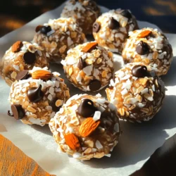 To make Almond Joy Energy Balls, you need simple and tasty ingredients. Here’s what you’ll use: - 1 cup rolled oats - 1/2 cup almond butter - 1/4 cup honey or maple syrup - 1/2 cup unsweetened shredded coconut - 1/4 cup dark chocolate chips - 1/4 cup chopped almonds - 1 teaspoon vanilla extract - Pinch of salt Each ingredient brings flavor and texture. Rolled oats give a hearty base. Almond butter adds creaminess. Honey or maple syrup brings sweetness. Shredded coconut and dark chocolate add fun twists. Chopped almonds give crunch. Vanilla extract enhances all the flavors. A pinch of salt balances everything. If you want a different sweetener, consider these options. You can use agave syrup for a vegan choice. Brown rice syrup works well, too. Dates are another great option. Just blend them into a paste. This gives a thick, natural sweetness. Each sweetener changes the taste slightly, so try what you like best! Not a fan of almonds? No problem! You can swap almonds for other nuts. Try cashews for a creamier taste. Walnuts offer a unique flavor. If you want to keep it nut-free, use seeds. Sunflower seeds or pumpkin seeds work nicely. Just make sure to chop them up. This way, they mix well with the other ingredients. Enjoy experimenting with your favorite nuts and seeds! For the full recipe, check the details above. To start, gather your ingredients. You need: - 1 cup rolled oats - 1/2 cup almond butter - 1/4 cup honey or maple syrup - 1/2 cup unsweetened shredded coconut - 1/4 cup dark chocolate chips - 1/4 cup chopped almonds - 1 teaspoon vanilla extract - Pinch of salt Next, get a large mixing bowl. This is where the magic happens. First, combine the rolled oats, almond butter, honey (or maple syrup), and vanilla extract in the bowl. Use a spatula or a spoon to mix until you see a thick blend. Now, add the shredded coconut, dark chocolate chips, chopped almonds, and a pinch of salt. Stir well to ensure everything is mixed together evenly. You want every bite to have a bit of each flavor. Now comes the fun part! Take about a tablespoon of the mixture. Roll it in your hands to form a ball, about 1 inch in size. Do this for the entire mixture. It may get sticky, but don’t worry; that just means they're fresh! Once rolled, place the energy balls on a parchment-lined baking sheet or plate. After that, pop them in the fridge for at least 30 minutes. This helps them firm up nicely. After chilling, your delicious Almond Joy Energy Balls are ready to enjoy! You can also store them in an airtight container in the fridge for up to a week, but I doubt they will last that long! For the complete recipe, check the [Full Recipe]. When you mix, use a large bowl. This gives you room to stir. Start with the rolled oats and almond butter. Mix these well before adding anything else. The almond butter helps the oats stick together. Then, add honey or maple syrup. This adds sweetness and moisture. Next, pour in the shredded coconut, chocolate chips, and chopped almonds. Stir gently to avoid breaking the chocolate. Make sure every bite has some chocolate and nuts. A good mix gives a yummy taste. To roll the balls, wet your hands. This helps the mixture not stick to you. Grab about a tablespoon of the mix. Roll it into a ball, about one inch wide. Don’t worry if they are not perfect. Each ball will still taste great. Place the balls on a parchment-lined sheet. This keeps them from sticking. After rolling, chill them in the fridge. This helps them firm up and hold shape. Serve these energy balls as a snack. They are great after school or before a workout. You can also pack them in lunch boxes. They are tasty and healthy. Try serving them with fresh fruit or yogurt. This adds color and more flavor. You can even drizzle some extra chocolate on top for fun. Enjoy these treats anytime you need a quick energy boost. For the full recipe, check the section above. {{image_2}} You can change the flavor of Almond Joy energy balls easily. Try adding a splash of almond extract for a nutty twist. You can also mix in different nuts like pecans or walnuts. Want a fruit kick? Toss in dried cherries or cranberries. You can even add a scoop of protein powder for extra nutrition. If you are following a special diet, you can adjust this recipe. For a vegan option, swap honey for maple syrup. You can use nut-free butter if you have a nut allergy. If you want gluten-free energy balls, make sure to use certified gluten-free oats. You can swap ingredients based on what you have at home. Instead of almond butter, try peanut butter or sunflower seed butter. If you don’t have dark chocolate chips, use milk chocolate or white chocolate. You can also replace shredded coconut with ground flaxseed for added fiber. These swaps keep the recipe fun and flexible while still tasting great. For the full recipe, check out the detailed instructions above. Store your Almond Joy Energy Balls in an airtight container. This keeps them fresh and tasty. Place the container in your fridge. The cool air helps maintain their texture and flavor. You can also layer parchment paper between the balls to prevent sticking. This makes it easy to grab one whenever you want a snack. You can freeze these energy balls for up to three months. First, place them on a baking sheet in a single layer. Freeze for about an hour. Once they are firm, transfer them to a freezer bag. Be sure to remove as much air as you can. This helps avoid freezer burn. When you want to enjoy them, simply thaw them in the fridge overnight. In the fridge, these energy balls last about one week. If you freeze them, they stay good for three months. Check for any changes in smell or texture before eating. If they seem off, it's best to toss them. Keeping track of when you made them helps you enjoy them at their best. For the full recipe, refer back to the main article. Almond Joy Energy Balls are tasty snacks. They mix oats, almond butter, and chocolate. You get a chewy, sweet treat that is also healthy. These balls taste like the candy but are much better for you. You can eat them for breakfast or as a snack. They are perfect for busy days and kids love them too! Yes, you can easily make these energy balls vegan. Just swap honey for maple syrup. Almond butter is already vegan, so you are good there. Use dairy-free dark chocolate chips to keep it plant-based. With these swaps, you have a tasty vegan snack that everyone can enjoy! You’ll know the energy balls are done chilling when they feel firm. After about 30 minutes in the fridge, check one. If it holds its shape well, they are ready. They should not be sticky when you touch them. This is when they are perfect to eat! If you want them firmer, chill them for a bit longer. In this post, we covered the key ingredients for Almond Joy Energy Balls, including sweeteners and nut substitutes. I shared simple steps for preparation, mixing, and forming the balls. You learned tips for mixing and rolling, along with serving suggestions. We explored variations and storage practices to keep your energy balls fresh. These bites are fun to make and tasty to eat. Give them a try and enjoy a healthy snack!