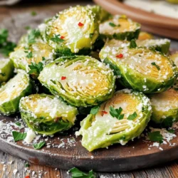 - 1 lb Brussels sprouts, halved - 4 tablespoons unsalted butter - 4 cloves garlic, minced - 1 tablespoon olive oil - 1 teaspoon salt - 1/2 teaspoon black pepper - 1/2 teaspoon red pepper flakes (optional for heat) - 1 tablespoon lemon juice - 2 tablespoons grated Parmesan cheese - Fresh parsley, chopped (for garnish) These ingredients make my Crispy Garlic Butter Brussels a perfect side dish. The Brussels sprouts bring a hearty taste, while the garlic and butter add rich flavor. The lemon juice brightens everything up. You may want to try different oils for sautéing. Avocado oil or coconut oil works well too. If you follow a vegan diet, you can use vegan butter instead of regular butter. For seasoning, feel free to mix it up! You can add herbs like thyme or rosemary. A sprinkle of smoked paprika can also add a fun twist. Explore these options to make my recipe fit your taste. Enjoy the process of cooking and taste the flavors come to life. For the full recipe, check the details above. 1. Preheat your oven to 425°F (220°C). This high heat helps the Brussels sprouts get nice and crispy. 2. Line a baking sheet with parchment paper. This prevents sticking and makes cleanup easy. 3. In a big bowl, add 1 lb of halved Brussels sprouts. 4. Pour in 1 tablespoon of olive oil, then sprinkle with 1 teaspoon of salt and 1/2 teaspoon of black pepper. If you like heat, add 1/2 teaspoon of red pepper flakes. 5. Toss everything well. You want the sprouts to be fully coated with oil and spices. 1. Spread the Brussels sprouts in a single layer on the baking sheet, cut side down. This helps them roast evenly and get crispy. 2. Roast in the oven for 20-25 minutes. Check them halfway through and shake the pan. This promotes even browning and crispiness. 3. Look for a golden brown color and a crispy outside. 1. While the Brussels sprouts roast, melt 4 tablespoons of unsalted butter in a small saucepan over medium heat. 2. Add 4 minced garlic cloves to the melted butter. Cook for 1-2 minutes until fragrant. Be careful not to burn the garlic. 3. Once the Brussels sprouts are done, take them out of the oven. Drizzle the garlic butter over them while they are hot. 4. Toss the Brussels sprouts gently to mix in the garlic butter. 5. Finally, sprinkle 1 tablespoon of lemon juice and 2 tablespoons of grated Parmesan cheese on top. Toss again to coat everything well. Now you have crispy garlic butter Brussels ready to serve! For the full recipe, check out the [Full Recipe]. To get your Brussels sprouts crispy, space them well on the baking sheet. Overcrowding will trap steam and make them soggy. Arrange them in a single layer. Cut the Brussels sprouts in half for uniform cooking. This helps them roast evenly and get that nice, crunchy texture. You can boost flavor by adding herbs and spices. Try thyme or rosemary for earthy notes. A sprinkle of garlic powder brings out a pleasant taste too. For garnishing, fresh herbs like parsley add color and a pop of flavor. Just chop them finely and sprinkle on top before serving. For roasting vegetables, choose heavy-duty bakeware. Materials like stainless steel or cast iron work great. They distribute heat evenly, ensuring a perfect roast. Use a good spatula or tongs to make turning the sprouts easy. A parchment-lined sheet also helps with easy cleanup. For the full recipe, check out Crispy Garlic Butter Brussels. {{image_2}} Brussels sprouts are fun to play with, and there are many ways to mix it up! You can give Brussels sprouts an Asian twist. Just add soy sauce and sesame oil. This makes them salty and nutty. Try sprinkling some sesame seeds on top for crunch! For a Mediterranean flavor, mix in olives and feta cheese. This adds a salty and creamy touch. The olives give a nice briny flavor that pairs well with the sprouts. If you're short on time, the air fryer is a great option. Set it to 375°F (190°C) and cook for about 12-15 minutes. Shake the basket halfway through for even cooking. You can also sauté Brussels sprouts on the stovetop. Heat some olive oil in a pan. Add halved sprouts and cook for 8-10 minutes until they get golden brown. This method is quick and keeps the kitchen cool! For gluten-free options, use tamari instead of soy sauce. This gives the same flavor without the gluten. If you’re on a low-carb or keto diet, skip the Parmesan cheese. You can replace it with nutritional yeast for a cheesy flavor without the carbs. These small changes make the dish fit many diets! To keep your leftover Crispy Garlic Butter Brussels fresh, store them in an airtight container in the fridge. This helps prevent moisture loss and keeps them tasty. They will last for about 3 to 4 days. When you’re ready to enjoy them again, reheating is key. For the best texture, use an oven or an air fryer. Preheat the oven to 350°F (175°C). Spread the Brussels sprouts on a baking sheet and heat for 10 to 15 minutes. This method will help them regain some crispiness. If you use the air fryer, set it to 350°F (175°C) and cook for about 5 to 8 minutes. If you want to save them for longer, you can freeze your Brussels sprouts. First, blanch them in boiling water for 2 to 3 minutes. This process helps keep their bright color and flavor. After blanching, place them in ice water to stop the cooking. Drain and dry them well, then pack them in freezer bags. They can last up to 6 months in the freezer. When you're ready to use frozen Brussels sprouts, thaw them in the fridge overnight. You can also cook them directly from frozen. Just add a few extra minutes to your cooking time for the best results. You can pair Crispy Garlic Butter Brussels with many dishes. They shine as a side dish. Here are some great options: - Roasted Chicken: The buttery flavor complements the savory chicken well. - Grilled Steak: The crispy sprouts balance the rich taste of steak. - Pasta: Toss them in with pasta for added crunch and flavor. - Quinoa Salad: Mix them with quinoa for a hearty, healthy meal. - Fish: They add a nice touch alongside baked or grilled fish. These pairings elevate your meal and make it more exciting. To store leftovers, follow these tips: - Cool Down: Let the Brussels sprouts cool to room temperature. - Use an Airtight Container: Place them in a container to keep them fresh. - Refrigerate: Store in the fridge for up to three days. When you're ready to enjoy them again, reheat in the oven. This helps restore their crispiness. Yes, you can use frozen Brussels sprouts. However, the texture will change. Here's what to know: - Thaw First: Always thaw them before cooking. This helps avoid mushiness. - Adjust Cooking Time: They may need a bit longer to roast. - Check Crispiness: Frozen sprouts may not get as crispy as fresh ones. Using frozen sprouts can save time, but fresh ones yield the best results. For the full recipe, check the instructions for perfect cooking tips. This post covered how to make Crispy Garlic Butter Brussels Sprouts. We looked at ingredients, steps, and tips for the best results. Remember to try different oils or seasonings for your taste. You can also use an air fryer or stovetop for easy cooking. Store leftovers properly to enjoy them later. With these techniques, you’ll impress anyone at your table. Cooking Brussels sprouts can be fun and delicious! Enjoy your dish and share it with friends and family.