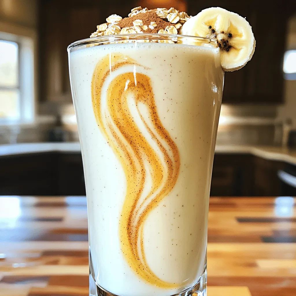 To make the perfect Cinnamon Swirl Protein Shake, gather these simple ingredients. Each one plays a key role in flavor and nutrition: - 1 cup unsweetened almond milk - 1 medium banana, frozen - 1 scoop vanilla protein powder - 1 teaspoon ground cinnamon - 1 tablespoon peanut butter (or almond butter) - 1 tablespoon honey or maple syrup (optional for sweetness) - 1/2 teaspoon vanilla extract - 1/2 cup rolled oats - Ice cubes (optional for thickness) Each ingredient adds a unique touch. The almond milk makes it smooth. The frozen banana adds creaminess and natural sweetness. The protein powder boosts your energy. Ground cinnamon gives warmth and spice. Peanut butter brings richness, while honey or maple syrup adds extra sweetness if you like. The vanilla extract enhances the flavors, and rolled oats add fiber for a filling shake. Finally, ice cubes can make it icy and thick. These ingredients not only taste good but also keep you full and energized. You can find the full recipe at the end. To make your Cinnamon Swirl Protein Shake, follow these simple steps. You’ll see how easy and quick it is to create a tasty drink. - Combine all liquid ingredients in a blender. Start with 1 cup of unsweetened almond milk. This is your base. - Add frozen banana and protein powder. The banana adds natural sweetness. It also makes the shake creamy. Use 1 medium frozen banana and 1 scoop of vanilla protein powder. - Incorporate ground cinnamon and peanut butter. Add 1 teaspoon of ground cinnamon for that warm flavor. Include 1 tablespoon of peanut butter for richness. - Mix in honey or maple syrup, if desired. If you like it sweeter, add 1 tablespoon of honey or maple syrup. - Blend until smooth, ensuring no clumps of oats remain. If you want a thicker shake, throw in some ice cubes. Blend until everything is creamy and smooth. This quick process takes about 5 minutes. You can find the full recipe above for more details. Enjoy your delicious shake! - Use fresh cinnamon sticks for garnish. They add a nice touch. - Adjust sweetness to fit your taste. More honey or syrup can help. - Experiment with different nut butters. Almond, cashew, or sunflower butter work great. - Add ice cubes for a thicker shake. This cools it down too. - Blend for an extra 10-15 seconds. This makes it creamier and smoother. - Serve in a clear glass. This shows off the beautiful layers. - Garnish with a sprinkle of oats or a slice of banana. It adds flair and texture. These tips will help you create the perfect Cinnamon Swirl Protein Shake. For the complete recipe, you can refer back to the [Full Recipe]. Enjoy your shake! {{image_2}} If you want a dairy-free shake, you can swap almond milk for coconut milk. Coconut milk adds a creamy texture and a hint of sweetness. This change keeps your shake light and refreshing. For a vegan option, use plant-based protein powder instead of whey. This ensures you still get your needed protein without any animal products. You can also switch vanilla protein powder for chocolate. This simple change adds a delicious twist to your shake. Want to spice things up? Try adding cocoa powder for a richer taste. It brings out deep chocolate flavors. You can also include other spices like nutmeg for a different twist. These spices can enhance the flavor profile and make your shake even more exciting. To enjoy your Cinnamon Swirl Protein Shake at its best, consume it right away. If you need to save it, pour it into an airtight container. You can keep it in the fridge for up to 24 hours. Just remember, the longer it sits, the more the flavors change. If you have leftovers, freeze them in ice cube trays. This way, you can use them in future smoothies. When you want to enjoy your shake again, just thaw the cubes overnight in the refrigerator. This makes it easy to have a quick, tasty drink whenever you want. For the full recipe, check the earlier section! A Cinnamon Swirl Protein Shake has about 400 calories. This count can change based on your choices. If you skip the honey or use less peanut butter, you can lower the calories. Each ingredient adds its own count, so keep that in mind. Yes, you can make this shake vegan. Use plant-based protein powder instead of whey. Swap almond milk for any plant milk you like. Choose maple syrup as your sweetener. Make sure your nut butter is also vegan. These changes keep the shake tasty and plant-based. I recommend using vanilla protein powder. It blends well with cinnamon and other flavors. Brands like Orgain or Vega offer good options. If you want a chocolate twist, try chocolate protein powder. This adds another layer of flavor. To make your shake thicker, add ice cubes. You can also increase the oats to make it creamier. If you prefer a thinner shake, add more almond milk. It’s all about finding the right balance for your taste. Yes, this shake is great for meal replacement. It packs a good amount of protein and fiber. The oats and banana help keep you full. This shake can be a quick breakfast or snack. You’ll feel satisfied without feeling heavy. This blog post covered the key ingredients and steps for making a Cinnamon Swirl Protein Shake. You learned how to prepare a tasty, healthy drink with simple ingredients. I shared tips to enhance flavor and texture, plus fun variations to try. Remember, you can store leftovers and adapt the shake to fit your needs. Enjoy experimenting with this recipe, and make it your own for a nourishing boost any time!
