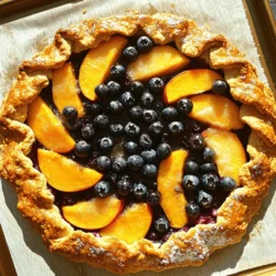 - 1 batch of homemade or store-bought pie crust (9-10 inches diameter) - 2 ripe peaches, pitted and sliced - 1 cup fresh blueberries - 1/4 cup granulated sugar - 1 tablespoon lemon juice - 1 tablespoon cornstarch - 1 teaspoon vanilla extract - 1/4 teaspoon cinnamon - 1 egg (for egg wash) - 1 tablespoon coarse sugar for sprinkling When I make a Peach Blueberry Galette, I love to start by gathering all my ingredients. It’s simple and quick, which makes the cooking process enjoyable. The main ingredients are the stars of this dish. Use ripe peaches and fresh blueberries for the best flavor. They add sweetness and a lovely texture. You can choose to make your own pie crust or buy one. A homemade crust can taste great, but a store-bought crust saves time. Next, I add sugar, lemon juice, and cornstarch. The sugar sweetens the fruit, while the lemon juice adds a nice zing. Cornstarch helps thicken the juices from the fruit, making the filling nice and gooey. Vanilla extract gives a warm flavor, and cinnamon adds a hint of spice. Don’t forget the egg wash! It makes the crust shiny and golden. Finally, sprinkle coarse sugar over the crust for a crunchy finish. For the full recipe, check the details above. Happy cooking! - Preheat Oven: Preheat your oven to 375°F (190°C). This helps the galette cook evenly. - Prepare the Filling: In a bowl, combine the sliced peaches and blueberries. Add sugar, lemon juice, cornstarch, vanilla, and cinnamon. Toss gently. Let it sit. This step helps the fruit release its juices and flavors. - Roll Out the Dough: If you use a homemade crust, roll it out on a floured surface. Aim for about 1/8-inch thick. This thickness gives a nice bite. - Assemble the Galette: Spoon the fruit mixture into the center of the crust, leaving a 2-inch border. Fold the edges of the crust over the fruit, overlapping as you go. This creates a rustic look that is part of the charm. - Egg Wash and Bake: Beat an egg in a small bowl. Brush it over the crust edges. This gives a golden finish. Sprinkle coarse sugar on top for a sweet crunch. Bake for 35-40 minutes. Look for a golden crust and bubbling fruit to know it’s ready. The full recipe can guide you through these steps in detail. Enjoy making this simple yet delightful dessert! - Use Cold Ingredients: Keep your butter and water cold. Cold fats make a flaky crust. - Roll Evenly: When rolling out the dough, aim for an even thickness. This ensures even baking. - Fresh Fruit Only: Always choose ripe, in-season peaches and blueberries. Fresh fruit gives the best taste. - Spice Suggestions: Try adding nutmeg or ginger for a twist on flavor. A little spice can elevate your galette. These tips will help you create a Peach Blueberry Galette that impresses everyone. For more details, check the Full Recipe. {{image_2}} You can change the fruits in your galette to suit your taste. Other stone fruits work well. Try using plums or cherries instead of peaches. Each fruit brings a unique flavor. You can also use seasonal berries. Raspberries or blackberries add a different taste and color to the galette. If you need a gluten-free option, don't worry! Make the crust with gluten-free flour. This way, everyone can enjoy this dessert. For those watching their sugar, there are options too. Use coconut sugar or honey instead of regular sugar. Both choices make the recipe healthier without losing taste. For the full recipe, check out the detailed guide above! To keep your Peach Blueberry Galette fresh, store leftovers in an airtight container. This way, it stays tasty for up to 3 days. Just make sure to let it cool completely before sealing it up. If you enjoy a warm slice later, you can reheat it in the oven for a few minutes. You can freeze your galette before baking. This method is great for saving time. To do this, assemble the galette as you normally would and place it on a baking sheet. Then, cover it tightly with plastic wrap and freeze. When you're ready to bake, thaw the galette in the fridge overnight. This helps it bake evenly. After thawing, just brush the crust with egg wash and sprinkle sugar on top before baking. Now, you’re set to enjoy a delicious galette at any time! For the full recipe, check back to ensure you have all steps covered. Look for a golden crust and bubbling fruit filling. The crust should be crisp and slightly firm. If you see the fruit bubbling through the crust, it’s a good sign! This means the juices have cooked and thickened. Trust your eyes and nose; the sweet aroma will fill your kitchen when it’s ready. Yes, you can prepare ahead and bake when ready to serve. Make the filling and roll out the dough. Assemble the galette, then cover it with plastic wrap. Store it in the fridge for up to a day. When you’re ready, just bake it! This method saves time when you have guests. Serve with vanilla ice cream or whipped cream for a delightful dessert experience. The cold creaminess pairs well with the warm galette. You can also add a sprinkle of cinnamon or a drizzle of honey on top. This adds a nice touch! For a fun twist, try adding some fresh mint leaves as a garnish. Making a peach blueberry galette is easy and rewarding. We covered the ingredients, preparation steps, and baking tips. You can even try different fruits or dietary adjustments. Remember to use fresh ingredients for the best flavor. Whether you enjoy it fresh or store leftovers, this recipe is sure to please. Baking this galette brings comfort and joy to your kitchen. Dive into this delicious dessert and share the love with friends and family. Your sweet treat awaits!