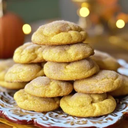 To make pumpkin spice snickerdoodles, you need the following ingredients: - 1 cup unsalted butter, softened - 1 cup granulated sugar - 1 cup brown sugar, packed - 2 large eggs - 1 teaspoon vanilla extract - 3 cups all-purpose flour - 2 teaspoons cream of tartar - 1 teaspoon baking soda - 1 teaspoon pumpkin pie spice - 1/2 teaspoon salt - 1/4 cup granulated sugar (for rolling) - 2 teaspoons pumpkin pie spice (for rolling) Using quality ingredients is key to great cookies. Fresh butter and sugars yield a rich flavor. Good flour ensures the right texture. Always check dates on spices; fresh spices deliver the best taste. You can enhance your cookies with fun mix-ins. Here are a few ideas: - White chocolate chips - Chopped nuts like pecans or walnuts - Dried cranberries For a seasonal twist, try adding a splash of maple syrup or a bit of orange zest. These add unique flavors that complement pumpkin spice well. Experiment and find your perfect blend! 1. Start by preheating your oven to 350°F (175°C). Line a baking sheet with parchment paper. 2. In a large bowl, add 1 cup of softened butter, 1 cup of granulated sugar, and 1 cup of brown sugar. Cream these together for 3-4 minutes. The mix should look light and fluffy. 3. Add 2 large eggs, one at a time, mixing well after each addition. Then stir in 1 teaspoon of vanilla extract. Make sure everything is well combined. 4. In another bowl, whisk together 3 cups of all-purpose flour, 2 teaspoons of cream of tartar, 1 teaspoon of baking soda, 1 teaspoon of pumpkin pie spice, and 1/2 teaspoon of salt. 5. Gradually mix the dry ingredients into the wet mixture. Mix just until combined; do not overmix. Tips for Creaming Butter and Sugars Effectively: - Ensure the butter is softened but not melted for the best results. - Use a hand mixer or stand mixer to achieve a fluffy texture. 1. In a small bowl, mix 1/4 cup of granulated sugar and 2 teaspoons of pumpkin pie spice. This will be for rolling the cookies. 2. Scoop about 1 tablespoon of dough and roll it into a ball. 3. Roll each ball in the sugar and spice mixture until well coated. 4. Place the coated balls on the baking sheet, spacing them about 2 inches apart. 5. Bake the cookies for 10-12 minutes. The edges should be lightly golden, and the centers may look slightly undercooked. They will firm up as they cool. 6. Allow the cookies to cool on the baking sheet for 5 minutes. Then, transfer them to a wire rack to cool completely. Tips for Achieving the Right Texture and Doneness: - Check the cookies at the 10-minute mark to avoid overbaking. - For soft cookies, remove them when they still look a bit underbaked. This method makes delicious Pumpkin Spice Snickerdoodles, a treat you’ll love to share! For the complete recipe, refer to the Full Recipe section. To make the best pumpkin spice snickerdoodles, you need to avoid some simple mistakes. - Overmixing the dough: This can make cookies tough. Mix just until combined. - Not measuring ingredients: Use proper measuring cups for accuracy. - Skipping the chilling: Letting the dough chill helps the flavors meld. To tell when your cookies are done, look for these signs: - Edges are golden: This means they're ready to come out. - Centers are slightly soft: They will firm up as they cool. - No shiny look: A matte finish shows they're baked well. When it comes to serving pumpkin spice snickerdoodles, presentation is key. Here are some ideas: - Festive platter: Arrange cookies nicely, maybe with a sprinkle of extra spice. - Complement with drinks: Serve with apple cider, hot chocolate, or a warm latte. - Add a dip: A sweet cream cheese dip can enhance flavors. These ideas will make your cookies shine during gatherings! Enjoy the cozy vibes with each bite. {{image_2}} You can change the flavor of pumpkin spice snickerdoodles to fit your taste. For a twist, try adding chai spices. Chai spices mix warm flavors like cinnamon, cardamom, and ginger. This will give your cookies a warm and spicy kick. You can also add chocolate flavor. Just fold in some cocoa powder or chocolate chips. Dark chocolate pairs well with pumpkin spice. For sweet notes, try using different sugars. Brown sugar gives a richer taste. Light brown sugar adds a hint of caramel. You can mix white and brown sugars too for a balanced sweetness. If you need gluten-free cookies, swap all-purpose flour for a gluten-free mix. Many store-bought blends work well and keep the cookies soft. For a vegan option, replace butter with coconut oil or vegan butter. Use flaxseed meal mixed with water instead of eggs. This will help bind your dough without eggs. Make sure to keep the texture and flavor just right, so choose quality substitutes. These options let everyone enjoy these tasty treats! To keep your pumpkin spice snickerdoodles fresh, store them in an airtight container. This helps maintain moisture and flavor. Place a piece of bread in the container to keep the cookies soft. Store them at room temperature for up to one week. If you want them to last longer, use a freezer. For long-term freshness, wrap each cookie in plastic wrap. Then place the wrapped cookies in a freezer bag. This prevents freezer burn and keeps them tasty. You can store them in the freezer for up to three months. To freeze uncooked dough, scoop the dough into balls. Place them on a baking sheet and freeze until firm. Once frozen, transfer the dough balls to a freezer bag. This way, you can bake fresh cookies anytime. If you already baked the cookies, let them cool completely. Then, place them in a single layer in a freezer-safe container. Stack them with parchment paper in between to avoid sticking. When you're ready to enjoy your cookies, thaw the uncooked dough overnight in the fridge. For baked cookies, let them sit at room temperature for about 30 minutes. You can warm them in the oven at 350°F for a few minutes to get that fresh-baked taste. Following these tips keeps your pumpkin spice snickerdoodles delicious and ready for any occasion. Check out the Full Recipe for more details! Yes, you can use margarine. However, the taste will change. Butter gives a rich, creamy flavor. Margarine can make the cookies taste less sweet. The texture may also be softer. You might not get that nice, crispy edge. If you do use margarine, choose a stick form for best results. You can keep the dough in the fridge for about three days. Make sure to wrap it tightly in plastic wrap. This keeps it fresh and prevents it from drying out. If you want to keep it longer, freeze it. Frozen dough can last for up to three months. Just thaw it in the fridge before baking. Yes, you can double the recipe. Just use twice the amount of each ingredient. Make sure you have enough space on your baking sheets. Bake them in batches for even cooking. Keep an eye on the time. Larger batches might need a minute or two more to bake. Regular snickerdoodles have a classic cinnamon flavor. Pumpkin spice snickerdoodles add warm spices like nutmeg and ginger. The pumpkin flavor makes them moist and rich. You also use pumpkin pie spice in the dough. This gives them a seasonal twist perfect for fall. Hard cookies can come from overbaking. Always check them a minute or two early. Another reason is using too much flour. Make sure to measure carefully. If you scoop the flour directly from the bag, you might pack it down. This adds extra flour and makes cookies hard. Use the spoon and level method for best results. You now have everything you need to make delicious pumpkin spice snickerdoodles. Remember, quality ingredients are key, and optional add-ins can elevate your cookies. Follow the steps closely for great results. Avoid common mistakes to ensure perfect texture. Experiment with variations to suit your taste and dietary needs. Store them properly for lasting freshness. Enjoy your cookies with a warm drink for a cozy treat. Happy baking!