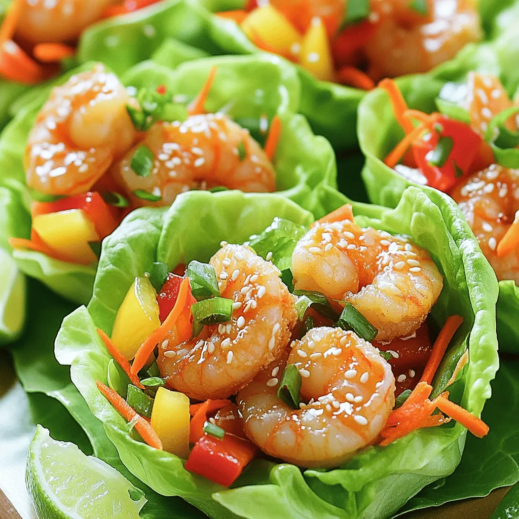 Firecracker Shrimp Lettuce Cups bring bold flavors to your table. You will love how fresh and crunchy they are. These cups feature shrimp cooked with garlic, ginger, and spicy sauces. The shrimp sit in crisp lettuce leaves for a fun bite. Each cup bursts with color from carrots and bell peppers. - 1 pound shrimp, peeled and deveined - 1 tablespoon cornstarch - 1 tablespoon olive oil - 2 cloves garlic, minced - 1 tablespoon ginger, grated - 2 tablespoons soy sauce - 1 tablespoon sweet chili sauce - 1 teaspoon sriracha (adjust to taste) - 1 cup shredded carrots - 1 cup thinly sliced bell peppers (mix of red and yellow) - 1/4 cup green onions, chopped - 1 head of butter lettuce or iceberg lettuce, leaves separated - Sesame seeds for garnish - Lime wedges for serving You can swap shrimp for chicken or tofu if you like. For a gluten-free option, use tamari instead of soy sauce. If you want less spice, reduce the sriracha. You can also use any crunchy veggies you have on hand. Try cucumber or radish slices for a fresh twist. First, take your pound of shrimp. Peel and devein them if needed. Place the shrimp in a bowl. Add one tablespoon of cornstarch. Toss the shrimp well until they are fully coated. This step helps the shrimp get crispy when cooked. Now, heat a large skillet on medium-high heat. Pour in one tablespoon of olive oil. Wait until the oil is hot. Then, add two cloves of minced garlic and one tablespoon of grated ginger. Sauté these for about 30 seconds until they smell great. Next, toss in the shrimp. Cook them for 2 to 3 minutes. Watch for the shrimp to turn pink and opaque. This means they are cooked. Now, stir in two tablespoons of soy sauce, one tablespoon of sweet chili sauce, and one teaspoon of sriracha. Cook for another 1 to 2 minutes. Make sure the shrimp get well coated in the tasty sauce. Finally, add one cup of shredded carrots and one cup of sliced bell peppers. Cook for another minute to soften the veggies a bit. While the shrimp mixture cools, take a head of butter lettuce or iceberg lettuce. Carefully separate the leaves and lay them on a serving platter. Now, take the shrimp mixture and spoon it into each lettuce leaf. Top each cup with a sprinkle of chopped green onions and sesame seeds. These toppings add flavor and a nice crunch. Serve your firecracker shrimp lettuce cups with lime wedges on the side for an extra burst of zest. To get crispy shrimp, start by coating them with cornstarch. This helps create a crunchy layer. Heat your skillet over medium-high heat before adding the shrimp. Cook them quickly for 2-3 minutes. You want them pink and opaque. Overcooking can make shrimp tough. So, watch them closely. For extra flavor, add more garlic and ginger. You can also adjust the sriracha to match your spice level. A squeeze of lime juice right before serving brightens the dish. Sweet chili sauce adds a nice balance of sweet and spicy. Mixing in fresh herbs like cilantro can give it a fresh twist. Serve the shrimp in crisp lettuce leaves for a fun presentation. Arrange the lettuce cups on a large platter. Top each cup with green onions and sesame seeds. For color, use red and yellow bell peppers. Don’t forget lime wedges for a zesty finish. This makes the dish both tasty and beautiful. {{image_2}} You can change the protein in this dish easily. Instead of shrimp, try chicken or tofu. For chicken, use boneless, skinless breasts. Cut them into small pieces and cook them the same way as shrimp. For tofu, press it to remove excess water, then cube it. Cook it until golden brown for a nice texture. If you want a vegetarian version, use mushrooms or tempeh. For mushrooms, I recommend shiitake or portobello. Slice them and sauté until tender. Tempeh can add a nutty flavor. Cube it and cook it with your favorite sauce for extra taste. Changing the flavor is simple and fun. You can swap soy sauce for tamari for a gluten-free option. Add different sauces like hoisin or teriyaki for a sweet twist. For more spice, try adding chopped jalapeños or more sriracha. Don't forget fresh herbs like cilantro or basil for a fresh pop! To keep your Firecracker Shrimp Lettuce Cups fresh, store leftovers in an airtight container. Place the shrimp mixture in one container and the lettuce leaves in another. This way, the lettuce stays crisp. You can keep the shrimp in the fridge for up to three days. When you want to enjoy the leftovers, reheat the shrimp mixture in a skillet. Heat it over medium until it's hot. Stir it often to avoid burning. Do not reheat the lettuce. It’s best fresh. If you have extra shrimp mixture, you can freeze it. Use a freezer-safe bag or container. Label it with the date. The shrimp mixture can last up to three months in the freezer. To use, thaw it in the fridge overnight before reheating. Yes, you can use frozen shrimp. Just be sure to thaw it first. To thaw shrimp, place it in the fridge overnight or run it under cold water for about 10 minutes. After thawing, pat it dry with paper towels. This step helps the shrimp stay crispy when cooked. The spice level is adjustable. The recipe includes sriracha for heat. If you prefer less spice, use less sriracha. You can also leave it out entirely if you want a milder flavor. The sweet chili sauce adds a nice balance of sweetness, making it tasty for everyone. Several dipping sauces work great with the cups. Here are a few tasty options: - Soy sauce: A classic choice that adds saltiness. - Sweet chili sauce: This complements the shrimp's flavor. - Lime juice: Fresh and zesty, it adds brightness. - Peanut sauce: For a rich and nutty twist. Feel free to mix and match these sauces to find your favorite combo! This blog post covered how to make tasty Firecracker Shrimp Lettuce Cups. We reviewed the ingredients, the cooking steps, and some great tips for success. You learned how to customize the dish with different proteins and flavors. We also shared how to store leftovers and answered common questions. Enjoy cooking this dish! It’s fun, flavorful, and easy to make. Trust me, your friends and family will love it!