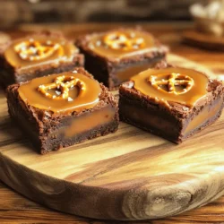 - 1 cup unsalted butter (2 sticks) - 1 cup granulated sugar - 1 cup packed brown sugar - 4 large eggs - 1 teaspoon vanilla extract - 1 cup all-purpose flour - 1 cup unsweetened cocoa powder - 1/2 teaspoon baking powder - 1/2 teaspoon salt - 1 cup pretzel pieces (plus extra for topping) - 1 cup caramel sauce (store-bought or homemade) - Sea salt flakes for garnish When making these salted caramel pretzel brownies, you need simple yet tasty ingredients. First, you start with butter, sugar, and eggs. These are the key items for a good base. I love using both granulated and brown sugars for that rich flavor. Vanilla extract adds a nice touch too. Next, the dry ingredients play a big role. All-purpose flour and cocoa powder create the brownie structure. The baking powder and salt help the brownies rise and balance the sweetness. Now, let’s talk about the fun stuff: pretzels and caramel! Pretzel pieces add crunch and saltiness. The caramel sauce brings a rich, gooey sweetness. You can use store-bought caramel or make your own if you like. Finally, sea salt flakes are the cherry on top. They enhance the flavors and add a beautiful finish. These ingredients work together to create a delicious treat that is hard to resist. - Preheat to 350°F (175°C). - Grease and line a 9x13 inch baking pan with parchment paper. This makes removal easier. - Melt the butter in a medium saucepan over medium heat. - Stir in granulated and brown sugars until well mixed. - Add each egg one at a time, mixing well after each. - Finally, stir in the vanilla extract to enhance the flavor. - In a separate bowl, sift together flour, cocoa powder, baking powder, and salt. - Gradually mix these dry ingredients into the wet mixture. Be gentle to keep the batter light. - Gently fold in the pretzel pieces. This adds a nice crunch to the brownies. - Pour half of the brownie batter into the prepared pan. - Drizzle half of the caramel sauce over the batter. - Add the rest of the brownie batter on top. - Swirl the remaining caramel sauce on the surface for a beautiful finish. - Bake in the preheated oven for 30-35 minutes. - Check with a toothpick; it should come out with moist crumbs. This means they are just right! To get that perfect brownie texture, do not overmix the batter. Mixing too much can make brownies tough. Only mix until just combined. This keeps them soft and chewy. Also, isolate the baking time. Every oven is different, so check your brownies at 30 minutes. Use a toothpick; it should come out with a few moist crumbs. This tells you they are done. You can enhance the flavor with a little extra vanilla or coffee. Adding an extra teaspoon of vanilla boosts the sweet notes. Coffee adds depth and complements the chocolate flavor. Just a small amount can make a big difference. For a lovely presentation, serve the brownies with an extra caramel drizzle. A few sea salt flakes on top add a nice touch. Use decorative serving dishes to catch the eye. A wooden board or a pretty plate makes the dessert look amazing. These small touches make your brownies feel special and inviting. {{image_2}} You can make these brownies even more fun. Try adding nuts like pecans or walnuts. They add a nice crunch and flavor. You can also experiment with chocolate chips or toffee bits. These mix-ins will make each bite extra special. If you need a gluten-free option, that’s easy! Just substitute the all-purpose flour with gluten-free all-purpose flour. This swap keeps the brownies soft and tasty without gluten. Want to make these brownies vegan? Use plant-based butter and egg substitutes like flax eggs or applesauce. This way, you can enjoy the same rich flavor while keeping it plant-based. The brownies will still be delicious and satisfying! Store your salted caramel pretzel brownies at room temperature. Use an airtight container to keep them fresh. This method helps maintain their soft texture and rich flavor. You can stack them in layers with parchment paper between each layer to prevent sticking. For a longer shelf-life, freeze your brownies. Cut them into squares and layer them with parchment paper. Place them in a freezer-safe container. They can last up to three months in the freezer. When you want a treat, just take one out! To enjoy your brownies warm, you can microwave them. Heat for about 10-15 seconds. If you prefer the oven, warm them at 350°F for around 5 minutes. This brings back the gooeyness of the caramel and the softness of the brownies. Typically, these brownies last up to a week at room temperature. Store them in an airtight container. This keeps them fresh and tasty for longer. If you want them to last even more, consider freezing them. Just make sure to wrap them well. Absolutely! Homemade caramel adds a special touch to your brownies. It gives a rich flavor that store-bought versions might lack. Making caramel from scratch can be fun and satisfying. Just be careful with the heat and stirring. These brownies are excellent when paired with ice cream or whipped cream. The cold creaminess balances the warm, gooey brownie. You can also add a drizzle of chocolate sauce for more sweetness. Serve them warm for a delightful treat! Yes, you can skip the pretzels if you want. But they add a nice crunch and salty flavor. If you omit them, think about using other toppings. Nuts or chocolate chips can be great options for some added texture. These salted caramel pretzel brownies blend sweet and salty for a delightful treat. We covered the simple ingredients, easy steps, and useful tips for great texture and flavor. Experiment with add-ins or keep it classic. Whether you serve them warm with ice cream or store them for later, these brownies are sure to impress. Enjoy the rich flavors and satisfying crunch every time you take a bite. Try this recipe, and you won’t be disappointed!