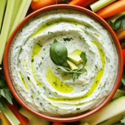 - 1 cup Greek yogurt - 1/2 ripe avocado - 1/2 cup fresh basil leaves - 1/4 cup fresh parsley leaves I use Greek yogurt for creaminess. It gives the dip a nice base. The ripe avocado adds a smooth texture and rich flavor. Fresh basil and parsley bring a burst of green taste. These herbs make this dip fresh and zesty. - 2 tablespoons lemon juice - 1 garlic clove, minced - Salt and pepper to taste - 1/2 teaspoon Dijon mustard Lemon juice adds a bright note to the mix. It balances the creaminess of the yogurt and avocado. Garlic gives a warm, savory punch. Adding salt and pepper enhances all the flavors. The Dijon mustard adds a hint of tang that ties everything together. - 1/4 cup diced cucumber - Additional veggies for dipping (carrots, celery, bell peppers, etc.) Diced cucumber brings a cool crunch to the dip. You can serve it with crunchy veggies like carrots and celery. Bell peppers also add color and fun. This makes the dish not just tasty but also vibrant and inviting. To make the TikTok Green Goddess Salad Dip, start by gathering your ingredients. You will need Greek yogurt, avocado, basil, parsley, lemon juice, garlic, salt, pepper, Dijon mustard, and diced cucumber. Place all these items into a blender or food processor. Next, blend the mixture until it is smooth and creamy. If you find the dip is too thick, add a teaspoon of water. Blend again until you reach the right consistency. Once your dip is blended, take the diced cucumber and gently fold it into the mix. This adds a nice crunch. Taste your dip and check the seasoning. You might want to add more lemon juice for a zesty kick or a pinch of salt to enhance the flavor. Now it's time to serve! Transfer the dip to a bowl and drizzle a bit of olive oil on top. This adds a lovely shine and flavor. If you prefer, refrigerate the dip for about 30 minutes before serving. This will make it extra cool and refreshing. For a fun touch, serve the dip with fresh veggies like carrots, celery, and bell peppers. Enjoy this tasty dip with friends and family! If you want a dairy-free dip, use plant-based yogurt instead of Greek yogurt. Coconut or almond yogurt works well. You can also swap herbs. If you like a stronger taste, try dill or tarragon instead of basil and parsley. Mix and match to find your favorite flavor. To make the dip just right, focus on the thickness. If it feels too thick, add a teaspoon of water to loosen it up. Blend again to mix. For a creamier dip, try adding an extra half avocado. This will give it a richer, smoother feel that everyone will love. Serve the dip in a hollowed-out cucumber or bell pepper for a fun look. This adds a pop of color and taste! When you arrange your veggies, use a rainbow of colors. Carrots, celery, and bell peppers make a great mix. This not only looks nice but also invites people to dig in. {{image_2}} You can spice up the TikTok Green Goddess Salad Dip in fun ways. Try adding jalapeños for a spicy twist. This will give your dip a nice kick. You can also mix in extra herbs like dill or cilantro. These herbs add fresh flavors and make the dip even more exciting. Want a vegan version? Swap Greek yogurt for plant-based yogurt. This keeps your dip creamy and tasty. For those on a keto diet, use full-fat yogurt. You can also skip the cucumber to lower carbs. These small changes help fit different diets while keeping the dip delicious. This dip works well with many foods. Fresh veggies are the best dippers. Carrots, celery, and bell peppers add crunch. You can also serve it with pita chips or crackers for a fun snack. For a meal, pair it with grilled chicken or fish. This dip adds flavor to any dish you serve it with. The TikTok Green Goddess Salad Dip stays fresh in the fridge for up to five days. To keep it tasty, store the dip in an airtight container. This helps to lock in flavors and prevent drying out. If the dip thickens, stir in a little water or more lemon juice before serving. You can freeze this dip, but it may change texture. To freeze, place it in a freezer-safe container. Leave some space at the top, as it will expand. When you want to use it, thaw it in the fridge overnight. Mix it well before serving to restore creaminess. After refrigeration, serve the dip cold for a refreshing treat. If it seems thick, add a splash of lemon juice or a little water. You can also sprinkle fresh herbs on top for a burst of flavor. Pair it with fresh veggies like carrots or bell peppers for a crunchy bite. To make this dip, start by gathering your ingredients: - 1 cup Greek yogurt - 1/2 ripe avocado - 1/2 cup fresh basil leaves - 1/4 cup fresh parsley leaves - 2 tablespoons lemon juice - 1 garlic clove, minced - Salt and pepper to taste - 1/4 cup diced cucumber - 1/2 teaspoon Dijon mustard Now, follow these steps: 1. Put all ingredients except cucumber into a blender. 2. Blend until smooth and creamy. If it’s too thick, add a teaspoon of water. 3. Once blended, fold in the diced cucumber for a nice crunch. 4. Taste the dip and adjust the seasoning as needed. 5. Move the dip to a bowl. Drizzle some olive oil on top if you like. 6. Serve right away or chill for 30 minutes for a cooler taste. Yes, you can make this dip ahead of time. I suggest making it the night before. Just store it in an airtight container in the fridge. This way, the flavors get even better. When you’re ready to serve, just stir it well. You might need to add a bit of lemon juice for brightness. This dip pairs great with a variety of dippers. Here are some ideas: - Carrot sticks - Celery sticks - Bell pepper slices - Cucumber slices - Pita chips - Crackers For a fun twist, serve the dip in a hollowed-out cucumber or bell pepper. This makes your dish look inviting and colorful. Enjoy! This dip showcases the best of fresh ingredients and easy steps. You blend Greek yogurt, ripe avocado, and herbs for a creamy texture. You can modify it with lemon, garlic, or even spices for flavor. Prepare it ahead to enjoy later, and store it properly for freshness. Get creative with presentation and try different flavors or veggies. With these tips, you’ll impress everyone with this tasty dip. Enjoy making your own version tonight!