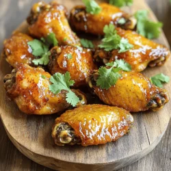 - 2 pounds chicken wings - 1/4 cup honey - 3 tablespoons lime juice - 2 tablespoons soy sauce - 1 tablespoon sriracha - 1 teaspoon garlic powder - 1 teaspoon onion powder - 1/2 teaspoon smoked paprika - Salt and pepper to taste - Fresh cilantro, chopped For this dish, you start with fresh chicken wings. They are the star of this recipe. You need honey for sweetness and lime juice for a zesty kick. The soy sauce adds a savory touch, while sriracha gives it heat. Spices play a big role too. Garlic powder and onion powder add depth to the flavor. Smoked paprika gives a nice, smoky hint. You can adjust the salt and pepper based on your taste. Finally, fresh cilantro makes a great garnish. It adds color and freshness to the dish. All these ingredients come together to create a flavorful and easy meal that everyone will love. First, set your oven to 400°F (200°C). This is the perfect heat for crispy wings. Line a baking sheet with aluminum foil. Place a wire rack on top. The rack allows air to flow around the wings, making them crispier. In a bowl, mix together the following ingredients: - 1/4 cup honey - 3 tablespoons lime juice - 2 tablespoons soy sauce - 1 tablespoon sriracha (or more for extra spice) - 1 teaspoon garlic powder - 1 teaspoon onion powder - 1/2 teaspoon smoked paprika - Salt and pepper to taste Whisk these together until well combined. This spicy honey lime marinade will add great flavor to your wings. Take 2 pounds of chicken wings and place them in a large zip-lock bag or bowl. Pour half of the marinade over the wings. Make sure they are fully coated. Set aside the other half of the marinade for later. Seal the bag or cover the bowl, and place it in the fridge. Let the wings marinate for at least 30 minutes. If you have time, marinating for up to 2 hours gives more flavor. After marinating, arrange the wings in a single layer on the wire rack. Bake them for 35-40 minutes. Flip them halfway through to ensure even cooking. You want them to turn golden brown and crispy. In the last 5 minutes of baking, brush the reserved marinade over the wings. This adds a sticky glaze and enhances the flavor. The marinade will caramelize slightly in the oven. When the wings are done baking, take them out and let them rest for a few minutes. Garnish with chopped cilantro for a fresh touch. Serve them warm and enjoy the spicy, sweet flavors! To get crispy chicken wings, use a wire rack. This lets air flow around the wings as they bake. Make sure to preheat your oven to 400°F (200°C) for the best results. Bake the wings for 35-40 minutes. Flip them halfway through to ensure even cooking. If you want extra crispiness, broil them for the last 2-3 minutes. Just keep an eye on them so they don’t burn. If you like more heat, add extra sriracha to the marinade. You can also add red pepper flakes for an extra kick. If you want less spice, cut back on the sriracha. A touch of honey can also help balance the heat. Remember, you can always taste the marinade before adding it to the wings. For the best flavor, marinate the wings for at least 30 minutes. However, two hours gives a deeper taste. You can even marinate them overnight for a rich flavor. Just make sure to keep them in the fridge. This helps the flavors soak in well, making your wings even tastier. {{image_2}} You can change the taste of your wings easily. For a sweet twist, add orange juice or maple syrup instead of honey. If you prefer more heat, try adding cayenne pepper or chili flakes. You can even mix in different spices like cumin or coriander for a unique flavor. Another fun option is to add a dash of Worcestershire sauce for a deeper umami taste. These small changes can create a whole new dish. You have several ways to cook these wings. The oven method gives a crispy finish. Line a tray with foil and use a wire rack for best results. If you want a smoky flavor, grilling is perfect. Just cook them over medium heat, turning often. For a quick option, try an air fryer. It cooks wings fast and keeps them crispy. No matter how you cook them, the taste stays amazing. Dips can make your wings even better. Serve them with ranch or blue cheese dressing for a classic touch. If you want something zesty, try a lime or cilantro dip. For sides, fresh veggies like carrot and celery sticks work well. You can also serve these wings with fries or a simple salad. These pairings make every bite more enjoyable. After you enjoy your spicy honey lime chicken wings, store leftovers in a safe way. Place the wings in an airtight container. This keeps them fresh and tasty. Make sure to cool them down first. You can store them in the fridge for 3 to 4 days. If you want them to last longer, consider freezing. To reheat your wings, you have a few options. The best way is to use the oven. Preheat it to 350°F (175°C). Place the wings on a baking sheet. Heat them for about 10 to 15 minutes. This keeps them crispy. You can also use a microwave, but this may make them soft. If you use the microwave, heat in short bursts to avoid overcooking. If you have extra wings, freezing is a great option. First, make sure they are completely cool. Wrap each wing in plastic wrap or foil. Place them in a freezer bag, removing as much air as possible. Label the bag with the date. You can freeze them for up to 3 months. When you’re ready to eat, thaw them in the fridge overnight before reheating. To make chicken wings tender, start with fresh wings. You can use a brine, which adds moisture. Soak the wings in saltwater for a few hours. Another way is to marinate them longer. The acidic lime juice in the marinade helps break down proteins, making them tender. Yes, you can use frozen wings. Just make sure to thaw them first. You can do this in the fridge overnight or use the microwave on a defrost setting. Once thawed, follow the recipe as usual. The wings may take a bit longer to cook. If you don't have sriracha, try using hot sauce or chili paste. You can also use your favorite spicy sauce. If you want less heat, go for a milder sauce like sweet chili sauce. Adjust according to your taste and spice level preference. Marinate the wings for at least 30 minutes. For the best flavor, aim for 2 hours. This allows the wings to absorb the spicy honey lime marinade. If you have more time, marinating overnight in the fridge adds even more flavor. This article covered all you need for perfect chicken wings. We discussed key ingredients, a step-by-step guide, and essential tips. You learned about flavor variations and how to store leftovers. Remember, crispy wings come from proper marination and baking. Experiment with flavors to find your favorite. Enjoy your wing-making journey and impress friends with your tasty results!