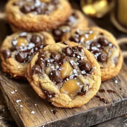 - 1 cup unsalted butter, softened - 1 cup brown sugar, tightly packed - ½ cup granulated sugar - 2 large eggs - 2 teaspoons vanilla extract - 3 cups all-purpose flour - 1 teaspoon baking soda - ½ teaspoon salt - 1 cup semisweet chocolate chips - 1 cup soft caramel candies, cut into small pieces - Flaky sea salt for topping You can swap unsalted butter with coconut oil or margarine. If you want to change the sugar, try coconut sugar or honey. For a gluten-free option, use almond flour or a gluten-free baking mix. First, preheat your oven to 350°F (175°C). This step is key to ensure even baking. Line two baking sheets with parchment paper to prevent sticking. In a large mixing bowl, cream together 1 cup of softened unsalted butter, 1 cup of brown sugar, and ½ cup of granulated sugar. Mix until the mixture is light and fluffy. This process adds air, making your cookies soft. Next, beat in 2 large eggs, one at a time. Then, add 2 teaspoons of vanilla extract. Mix well after each addition. This adds moisture and flavor to the dough. In a separate bowl, whisk together 3 cups of all-purpose flour, 1 teaspoon of baking soda, and ½ teaspoon of salt. This step ensures that the leavening agent is evenly distributed. Gradually combine the dry ingredients with the wet mixture. Mix until just combined. Be careful not to overmix, as this can make cookies tough. Now, it’s time to fold in 1 cup of semisweet chocolate chips and 1 cup of soft caramel candies, cut into small pieces. Gently mix them in to ensure they are evenly spread throughout the dough. Using a cookie scoop or tablespoon, drop rounded balls of dough onto the prepared baking sheets. Space them about 2 inches apart to allow room for spreading during baking. Before you place the cookies in the oven, sprinkle a pinch of flaky sea salt on top of each dough ball. This adds a wonderful contrast to the sweetness. Bake for 10-12 minutes, until the edges are golden brown but the centers remain soft. Enjoy the delightful smell while they bake! - Set your oven to 350°F (175°C). This is the ideal temperature. - Bake cookies for 10-12 minutes. Look for golden edges and soft centers. - Use parchment paper for easy cleanup. Silicone mats also work well. - Do not overmix the dough. This can make your cookies tough. - Space cookies about 2 inches apart on the baking sheet. This stops them from merging. - Add a splash of almond extract for extra depth. A pinch of cinnamon can also enhance taste. - Always choose high-quality chocolate and caramel. This makes a big difference in flavor. {{image_2}} You can change the flavor of your cookies easily. Here are some ideas: - Nutty additions: Add chopped walnuts or pecans for extra crunch. - Seasonal flavors: Mix in pumpkin spice for fall or peppermint for winter treats. These variations can make your cookies fun and unique. Just remember to adjust the dough if needed. Not everyone can enjoy traditional cookies. Here are some alternatives: - Vegan salted caramel chocolate chip cookies: Use coconut oil instead of butter and flaxseed eggs. - Gluten-free options with almond flour: Swap all-purpose flour with almond flour for a gluten-free treat. These versions keep the flavor while meeting dietary needs. Serve your cookies warm for the best taste. Here are some ideas: - Warm cookie serving ideas: Drizzle melted chocolate on top and add a sprinkle of flaky salt. - Pairing with beverages: Enjoy with a glass of cold milk or a hot cup of coffee. These pairings enhance the sweet and salty flavors in your cookies. To keep your cookies fresh, store them at room temperature. Place them in an airtight container. This will help maintain their soft texture. They can stay fresh for about one week. If you want to keep them longer, freezing is a great option. To freeze your cookies, wrap each one in plastic wrap. Then, place them in a freezer bag. This will prevent freezer burn and keep them tasty. Cookies can last up to three months in the freezer. When you’re ready to eat, let them thaw at room temperature. Reheating cookies can bring back their warm, gooey goodness. The best method is to use an oven. Preheat it to 350°F (175°C). Place the cookies on a baking sheet for about 5 minutes. This keeps them soft without drying them out. You can also use a microwave for a quick fix. Heat the cookie on low for about 10-15 seconds. This warms the cookie, but be careful not to overheat. Enjoy your salted caramel chocolate chip cookies just like fresh! Look for a few signs. The edges should turn golden brown. The centers will look soft and puffy. If you see this, they are ready. Remove them from the oven. Let them cool a bit on the sheet. They will firm up while cooling. Yes, you can! Dark chocolate adds a rich flavor. Milk chocolate makes it sweeter. White chocolate gives a creamy taste. Try a mix for fun flavors. Just make sure to chop large pieces into smaller bits. You have great options! First, make smaller cookies. Bake just a few. You can also freeze the dough. Scoop dough balls onto a tray. Freeze them for a few hours. Once firm, store them in a bag. This way, you can bake fresh cookies anytime. Present them warm for the best taste. Drizzle some melted chocolate on top. Add a sprinkle of flaky salt for flair. Pair with a cold glass of milk. You can also serve them with vanilla ice cream. They make a perfect treat! Definitely! Pack them in a cute box or jar. Add a ribbon for a nice touch. You can also layer them with parchment paper. This keeps them fresh and looking nice. Friends and family will love this sweet gift. In this article, I shared how to make delicious salted caramel chocolate chip cookies. You learned about the key ingredients, easy steps, and helpful baking tips. I also covered common mistakes to avoid and fun variations to try. Remember, baking is about experimenting and enjoying the process. Now, grab your ingredients and get baking! You’ll create tasty treats to share with friends and family. Enjoy the sweet rewards of your hard work!