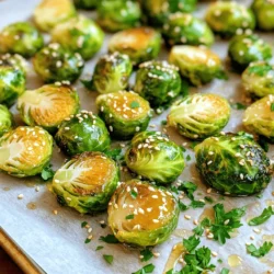 To make sheet pan honey garlic Brussels sprouts, gather these simple ingredients: - 1 pound Brussels sprouts, trimmed and halved - 2 tablespoons olive oil - 3 tablespoons honey - 4 cloves garlic, minced - 1 tablespoon soy sauce (or tamari for gluten-free) - 1 teaspoon apple cider vinegar - Salt and pepper to taste - ¼ teaspoon red pepper flakes (optional) - Sesame seeds for garnish - Fresh parsley, chopped for garnish These ingredients work together to create a sweet and savory dish. The Brussels sprouts are the star, offering a nice crunch when roasted. The honey adds sweetness, while the garlic gives it a kick. Olive oil helps everything roast evenly. Soy sauce brings depth, and apple cider vinegar adds a tangy touch. Feel free to adjust the red pepper flakes based on your heat preference. Adding sesame seeds and parsley not only makes the dish pretty but also adds fresh flavor. This combination will make your meal pop with taste. First, set your oven to 400°F (200°C). This hot oven helps the Brussels sprouts cook quickly. Line a sheet pan with parchment paper. It makes cleanup easy and keeps the sprouts from sticking. In a big bowl, mix together the olive oil, honey, minced garlic, soy sauce, and apple cider vinegar. Add salt and pepper for taste. If you like some heat, toss in red pepper flakes. Whisk all the ingredients until they blend well. This sweet and savory mix makes the sprouts shine. Now, take your halved Brussels sprouts and add them to the bowl. Toss them gently in the honey garlic mixture. Make sure each sprout gets coated nicely. This step ensures they soak up all that yummy flavor. Spread the coated Brussels sprouts in a single layer on the lined sheet pan. Avoid crowding them too much. Place the pan in the hot oven. Roast for 20-25 minutes. Stir the sprouts halfway through cooking. They should be tender and caramelized when done. Once you take them out, sprinkle sesame seeds and chopped fresh parsley on top. This adds a nice crunch and color. Serve them warm. Enjoy this tasty dish as a side or a light meal. When picking Brussels sprouts, look for bright green color. They should feel firm and tight. Avoid any with yellow leaves or soft spots. Fresh sprouts taste better and roast more evenly. You can change the honey and garlic amounts. If you like it sweeter, add more honey. Want more kick? Increase the red pepper flakes. You can also try different vinegars for new tastes. Soy sauce can be swapped with tamari for gluten-free options. To get that nice caramel color, spread the sprouts in a single layer. Crowding them leads to steaming, not roasting. Stir them halfway through cooking for even browning. Keep an eye on them to avoid burning. Perfectly caramelized sprouts have a rich flavor and a crispy texture. {{image_2}} You can boost your sheet pan dish by adding more veggies. Carrots, sweet potatoes, or bell peppers work well. Just chop them into similar sizes as the Brussels sprouts. Toss them in the same honey garlic mix. Roast them together for tasty, colorful bites. This adds more flavor and makes your meal more fun. If you want a vegan version, swap honey for maple syrup. This keeps the sweetness while making it plant-based. You can also use coconut aminos instead of soy sauce. This gives a nice flavor without gluten. These small swaps make the dish friendly for all diets while keeping it delicious. Want to add a kick? Try different spices! You can use cumin for a warm flavor. Or add smoked paprika for a hint of smokiness. If you love heat, increase the red pepper flakes. You can also try garlic powder or onion powder for more depth. Mixing in your favorite spices will make this dish your own. To store your honey garlic Brussels sprouts, let them cool first. Place them in an airtight container. Keep them in the fridge for up to three days. If you want to keep them longer, freezing is a great option. When you're ready to enjoy leftovers, reheat them in the oven. Preheat the oven to 350°F (175°C). Spread the Brussels sprouts on a baking sheet. Heat for about 10-15 minutes or until warm. You can also use a microwave for quick reheating, though they may lose some crunch. To freeze, spread the cooked Brussels sprouts on a baking sheet. Freeze them for about an hour, then transfer to a freezer bag. They can last up to three months in the freezer. When you’re ready to eat, thaw in the fridge overnight before reheating. Enjoy these tasty sprouts any time! Yes, you can use frozen Brussels sprouts. However, they may not roast as well. Frozen sprouts often have more water. This can make them soggier instead of crispy. If you do use frozen sprouts, thaw them first. Pat them dry with a towel to remove extra moisture. To make this dish gluten-free, simply use tamari instead of soy sauce. Tamari is a gluten-free soy sauce alternative. It gives the same great flavor without the gluten. Always check labels to be sure. Honey garlic Brussels sprouts pair well with many dishes. You can serve them with grilled chicken or fish. They also go great with rice or quinoa. Add a fresh salad for a complete meal. Brussels sprouts are done when they are tender and golden brown. You can poke them with a fork to test. If they are soft inside and have a nice caramel color, they are ready. Cooking time is usually 20-25 minutes at 400°F. This blog post explored a simple way to make honey garlic Brussels sprouts. We covered ingredients, steps to prepare, and tips for perfect results. You learned how to adjust flavors and try new vegetables. Storing leftovers and reheating them was also discussed. These sprouts can add flavor to your meals, making veggies fun to eat. Enjoy exploring this dish and making it your own!