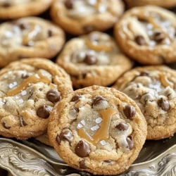- 1 cup unsalted butter, softened - 1 cup brown sugar, packed - 1/2 cup granulated sugar - 2 large eggs - 1 teaspoon vanilla extract - 3 cups all-purpose flour - 1 teaspoon baking soda - 1/2 teaspoon salt - 1 cup crushed pretzels - 1 cup chocolate chips - 1/2 cup soft salted caramel, cut into small pieces - Sea salt flakes for topping In these cookies, the unsalted butter gives a rich flavor. The brown sugar adds depth and moisture. Granulated sugar helps the cookies spread out nicely. Eggs give structure and help bind everything together. Vanilla extract adds a warm, sweet taste. The dry mix includes all-purpose flour, baking soda, and salt. The flour forms the base, while baking soda helps them rise. Salt balances the sweetness, making each bite perfect. Crushed pretzels provide crunch and saltiness. Chocolate chips melt in the oven, creating gooey pockets of chocolate. Soft salted caramel pieces melt as they bake, adding a sweet and salty twist. Finally, sea salt flakes on top enhance the flavor. - Additional Toppings - Flavor Variations (e.g., using peanut butter) - Gluten-Free Substitutes You can add extra toppings like nuts or coconut for fun. For a twist, try peanut butter instead of some butter. This gives a new flavor profile. If you want a gluten-free option, use gluten-free flour instead of all-purpose flour. Each choice adds a personal touch to your cookies. Preheating the Oven Start by preheating your oven to 350°F (175°C). This step is crucial. A hot oven helps the cookies bake evenly. While the oven heats, you can prepare your baking sheets. Preparing Baking Sheets Line two baking sheets with parchment paper. This will stop the cookies from sticking. It also makes cleanup a breeze. Creaming Butter and Sugars In a large bowl, add 1 cup of softened unsalted butter, 1 cup of brown sugar, and 1/2 cup of granulated sugar. Use a mixer to cream these together until the mixture is light and fluffy. This process adds air, making your cookies soft. Incorporating Eggs and Vanilla Next, beat in 2 large eggs, one at a time. Then add 1 teaspoon of vanilla extract. Mix until everything is well combined. This adds great flavor and richness to your dough. Whisking Flour Mixture In another bowl, whisk together 3 cups of all-purpose flour, 1 teaspoon of baking soda, and 1/2 teaspoon of salt. This step ensures that the baking soda distributes evenly. Folding in Pretzels and Chocolate Chips Gradually add the dry mixture to the wet mixture. Stir until just combined. Now, fold in 1 cup of crushed pretzels, 1 cup of chocolate chips, and 1/2 cup of soft salted caramel pieces. This will create a tasty mix of flavors and textures. Forming the Cookie Dough Using a cookie scoop or tablespoon, drop rounded balls of dough onto the prepared baking sheets. Space them about two inches apart. This gives them room to spread while baking. Baking Time and Tips for Perfect Cookies Before baking, sprinkle a pinch of sea salt flakes on top of each cookie dough ball. Bake in your preheated oven for 10-12 minutes. The edges should be golden brown, but the centers must stay soft. After baking, let the cookies cool on the sheets for 5 minutes. Then, transfer them to a wire rack to cool completely. Enjoy the sweet and salty flavors! To make cookies soft and chewy, use room temperature butter. Cream it with sugars until fluffy, which adds air. This step helps create a light texture. Avoid overbaking. The cookies should be golden on the edges but still soft in the center. Let them cool on the baking sheet for five minutes. This helps them set without getting too hard. Add a pinch of cinnamon for warmth. You could also mix in some chopped nuts or toffee bits for a crunch. For a deeper flavor, swap the soft salted caramel for dark chocolate caramel. This change adds richness and a hint of bitterness. It balances the sweetness from the sugar and chocolate chips. Arrange cookies on a colorful plate. Drizzle extra caramel on top for a fancy touch. Sprinkle with more sea salt flakes for added flair. You can stack them high for a fun display. Serve with a side of ice cream for a delightful treat. This combo makes for a great dessert. {{image_2}} Gluten-Free Options You can easily make these cookies gluten-free. Use a gluten-free flour blend instead of all-purpose flour. Many brands work well in cookies, so choose one you like. Make sure the pretzels are also gluten-free. They add a nice crunch to the dough. Vegan Alternatives To make these cookies vegan, swap the butter for a plant-based butter. Use flax eggs instead of regular eggs. Mix 1 tablespoon of ground flaxseed with 2.5 tablespoons of water for each egg. This will help bind the cookies. You can also choose dairy-free chocolate chips for a fully vegan treat. Different Sweeteners You can play with sweeteners in this recipe. Try using coconut sugar or maple syrup instead of brown sugar. Each sweetener adds its own flavor. You can adjust the amount based on how sweet you want the cookies. Adding Nuts or Fruits If you like nuts, add chopped pecans or walnuts to the dough. They will bring a nice crunch. Dried fruits like cranberries or cherries can also add a fun twist. Just remember to chop them small so they mix well. Ice Cream Sandwich Variant Turn these cookies into ice cream sandwiches. Bake the cookies a bit larger. Once cooled, add a scoop of your favorite ice cream between two cookies. Press gently and enjoy a delicious treat! This is perfect for hot days. Cookie Ice Cream Bowl Another fun idea is to create a cookie ice cream bowl. Bake the dough in muffin tins instead of on sheets. Once cooled, fill each cookie bowl with ice cream. Drizzle with extra caramel and sprinkle with sea salt for an extra treat! - Use an airtight container to store cookies. - A glass jar or plastic tub works well. - Keep cookies in a cool, dry place. - Avoid direct sunlight or heat to prevent melting. - To freeze, place cookies in a single layer. - Use parchment paper between layers for easy access. - Seal in a freezer bag or container. - They can last up to three months in the freezer. - Thaw cookies at room temperature for best results. - You can also warm them in the oven for a few minutes. - This helps restore their soft texture. - Cookies last about one week at room temperature. - Store them properly to keep them fresh. - Look for hard or dry textures as signs of spoilage. - If they smell off or have mold, throw them out. What are Salted Caramel Pretzel Cookies? Salted caramel pretzel cookies are sweet and salty delights. They mix soft cookie dough with crushed pretzels, chocolate chips, and salted caramel pieces. Each bite gives you a fun crunch and a rich, sweet flavor. The sprinkle of sea salt on top adds the perfect touch. Can I make these cookies ahead of time? Yes, you can make these cookies ahead of time. You can prepare the dough and refrigerate it for up to 3 days. You can also freeze the dough for up to a month. Just scoop the dough onto a baking sheet and freeze until firm. Then, store it in a freezer bag. When you want to bake, just place the frozen dough on a baking sheet and add a couple of extra minutes to the bake time. Why are my cookies spreading too much? If your cookies spread too much, your butter may be too warm. Use softened butter, not melted. Also, make sure you chill the dough for at least 30 minutes before baking. This helps the cookies keep their shape. How can I fix hard cookies? If your cookies turn out hard, you can try a few things. First, add a little more butter next time. You can also bake them for a shorter time. Keep an eye on the cookies in the oven. They should be golden around the edges but soft in the middle. What can I use instead of eggs? You can use unsweetened applesauce as a substitute for eggs. Use 1/4 cup of applesauce for each egg. This keeps your cookies moist and adds some sweetness. You can also use flaxseed meal mixed with water. Mix 1 tablespoon of flaxseed with 2.5 tablespoons of water and let it sit for a few minutes. Can I replace all-purpose flour? Yes, you can replace all-purpose flour with gluten-free flour if needed. Use a 1:1 gluten-free flour blend for best results. You can also use oat flour or almond flour, but that may change the texture a bit. In this post, we explored making salted caramel pretzel cookies. Key ingredients like butter, pretzels, and chocolate chips create great taste. We also reviewed steps to prepare, mix, and bake these treats perfectly. These cookies are easy to customize and great for any occasion. Experiment with ingredients to find your favorite flavor. Remember, practice makes perfect! Enjoy your baking journey and share these cookies with friends and family.