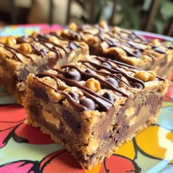 To make your peanut butter chocolate chip blondies, gather these items: - 1 cup creamy peanut butter - ½ cup brown sugar, packed - ¼ cup granulated sugar - 2 large eggs - 1 teaspoon vanilla extract - 1 teaspoon baking powder - ½ teaspoon baking soda - ¼ teaspoon salt - 1 cup all-purpose flour - ½ cup chocolate chips (semi-sweet or dark) - ¼ cup chopped peanuts (optional, for crunch) Do you need substitutions? Here are some ideas: - Use crunchy peanut butter for added texture. - Swap brown sugar for coconut sugar for a different flavor. - You can replace eggs with applesauce (¼ cup per egg). - Use gluten-free flour if you need a gluten-free option. Want to make your blondies even better? Try these add-ins: - Add ½ cup of chopped chocolate for more richness. - Mix in ½ cup of dried fruit like cranberries or raisins. - Include a teaspoon of cinnamon for a warm spice. - Drizzle melted chocolate on top for a fun finish. These ingredients and options bring your peanut butter chocolate chip blondies to life! Start by preheating your oven to 350°F (175°C). This step ensures even baking. While the oven heats, prepare your 8x8 inch baking pan. Grease it lightly with oil or butter. You can also line it with parchment paper for easy removal later. Lining helps keep the blondies from sticking. In a large bowl, combine 1 cup of creamy peanut butter, ½ cup of brown sugar, and ¼ cup of granulated sugar. Use a hand mixer or stand mixer to blend these ingredients until smooth and creamy. Next, add 2 large eggs, one at a time. Mix well after each egg. Then, stir in 1 teaspoon of vanilla extract. Now, add the dry ingredients. Sprinkle in 1 teaspoon of baking powder, ½ teaspoon of baking soda, and ¼ teaspoon of salt. Mix until fully combined. Gradually fold in 1 cup of all-purpose flour. Be gentle, as overmixing can make the blondies tough. The batter will be thick at this point. Finally, fold in ½ cup of chocolate chips and ¼ cup of chopped peanuts, if you like a crunch. Pour the batter into the prepared baking pan. Spread it evenly with a spatula. Bake in the preheated oven for 20-25 minutes. Keep an eye on the edges; they should turn lightly golden. To check for doneness, insert a toothpick into the center. It should come out mostly clean, with a few moist crumbs. Once baked, allow the blondies to cool in the pan for about 10-15 minutes. This makes it easier to remove them. After that, transfer them to a wire rack to cool completely. Once cooled, cut into squares and enjoy! To get that soft and chewy texture, mix your batter just enough. Overmixing makes blondies tough. Remember, use creamy peanut butter for a smooth blend. If you want a bit more crunch, add chopped peanuts. They give the blondies a nice bite. For a richer taste, try using dark chocolate chips instead of semi-sweet. You can also add a pinch of cinnamon or espresso powder for depth. These small tweaks can elevate your blondies. Don't forget to drizzle melted chocolate on top for extra flair! One common mistake is not measuring the flour correctly. Too much flour makes blondies dry. Also, don’t skip the cooling time. Cutting them too soon can lead to messy squares. Lastly, ensure your oven is preheated. An oven that’s not hot enough can affect the final outcome. {{image_2}} You can add nuts for extra crunch. Chopped peanuts work well in the batter. Use about ¼ cup of chopped peanuts. They add a nice texture and flavor. You can also try walnuts or pecans if you like. Just mix them in with the chocolate chips. This makes your blondies even more delightful! To make these blondies vegan, swap the eggs for flax eggs. Mix 1 tablespoon of ground flaxseed with 2.5 tablespoons of water. Let it sit for five minutes to thicken. Use maple syrup instead of granulated sugar. This gives a rich taste and keeps it sweet. You can use almond flour in place of all-purpose flour. This makes it gluten-free, too! You can change the chocolate chips based on your taste. Semi-sweet chips are classic, but dark chocolate adds a rich taste. Milk chocolate chips make it sweeter and creamier. You can even use white chocolate for a different twist. Try mixing different kinds for a fun blend of flavors. This way, every bite is a new treat! Store your peanut butter chocolate chip blondies in an airtight container. This keeps them fresh. You can place them on the counter for up to three days. If you want them to last longer, the fridge is a good choice. Just remember to let them come to room temperature before eating. For long-term storage, freezing is best. Cut the blondies into squares. Wrap each piece in plastic wrap to avoid freezer burn. Place the wrapped blondies in a freezer-safe bag. They can last up to three months in the freezer. When you're ready to enjoy them, just thaw them overnight in the fridge. Reheating blondies brings back their warm, gooey goodness. Preheat your oven to 350°F (175°C). Place the blondies on a baking sheet. Heat for about 5-10 minutes. You can also use the microwave. Just warm them for 10-15 seconds. Enjoy your blondies as if they were freshly baked! If you need a peanut butter substitute, try almond butter or sunflower seed butter. Both have similar textures and flavors. You can also use cashew butter for a creamy taste. Remember, each of these will change the flavor a bit, so choose what fits your taste best. To make gluten-free blondies, swap all-purpose flour for gluten-free flour. You can use a blend designed for baking. Just ensure it has the right mix of starches and proteins to mimic regular flour. The texture might change slightly, but they will still taste great. Yes, you can use alternative sweeteners like coconut sugar or stevia. Adjust the amount based on the sweetness level you prefer. Remember that some sweeteners may alter the texture, so you might need to tweak the recipe a bit to get it just right. You’ll know the blondies are ready when the edges are golden brown. Insert a toothpick into the center. If it comes out mostly clean with a few crumbs, they are done. Be careful not to overbake, as this can make them dry. This blog post covered how to make delicious blondies. We looked at key ingredients and tasty substitutes. I shared step-by-step instructions to help you mix and bake. Tips ensured you get the best texture and flavor. Then, we explored fun variations to try. Lastly, I provided storage advice to keep your blondies fresh. With these tips, your baking will shine. Enjoy the process and share your tasty treats!
