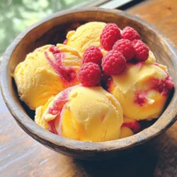 To create a delicious Peach Raspberry Frozen Yogurt, you will need a few simple ingredients. Each one adds its unique flavor and texture. Here is the list of what you need: - 2 ripe peaches, pitted and sliced - 1 cup fresh raspberries - 2 cups plain Greek yogurt - 1/4 cup honey or maple syrup (adjust based on sweetness preference) - 1 tablespoon vanilla extract - 1/2 teaspoon lemon juice - Pinch of salt These ingredients work together to make a creamy and fruity treat. Ripe peaches bring sweetness and a lovely texture. Fresh raspberries add tartness and bright color. The Greek yogurt makes it thick and creamy, while honey or maple syrup offers sweetness. Vanilla extract adds warmth, and lemon juice gives a fresh kick. Finally, a pinch of salt ties all the flavors together. You can find these ingredients at your local grocery store. Using fresh produce will enhance the taste of your frozen yogurt. - First, combine the sliced peaches and fresh raspberries in a blender. - Add the Greek yogurt, honey or maple syrup, vanilla extract, lemon juice, and a pinch of salt. - Blend the ingredients until the mixture is smooth and creamy. - Taste the yogurt. If it needs more sweetness, add extra honey or syrup. - Pour the smooth mixture into an airtight container and spread it evenly. - Place the container in the freezer. Let it freeze for about 4 to 6 hours. - Check the firmness by pressing gently with a spoon. - To serve, take the frozen yogurt out of the freezer. - Let it sit at room temperature for about 5 to 10 minutes to soften. - Scoop the yogurt into bowls. Garnish with extra fresh raspberries for a fun touch. To make your peach raspberry frozen yogurt smooth, use a strong blender. Blend the fruits and yogurt until they are fully mixed. Stop blending if you see chunks. You want a silky blend. This helps avoid ice crystals later. Ice crystals form when the mixture freezes too fast or isn’t blended well. If you find that your yogurt is too icy, try blending it again before serving. If you want a dairy-free treat, use coconut yogurt or almond yogurt instead of Greek yogurt. These options still give a creamy texture. For sweetness, you can swap honey for maple syrup or agave. Just remember to check how sweet your fruit is first. Adjust the amount of sweetener to your taste. To kick up the flavor, add a pinch of cinnamon or nutmeg. This can give a warm, cozy taste. You can also mix in other fruits like bananas or strawberries for more fun flavors. For a great pairing, serve this yogurt with granola or nuts. It adds crunch and makes it a complete snack. {{image_2}} You can change this recipe using different fruits. For example, try blackberry frozen yogurt. Blackberries add a rich, tart flavor that pairs well with yogurt. You can also blend strawberries and peaches. This mix gives a sweet and juicy treat that’s hard to resist. If you want a low-sugar treat, use less honey or maple syrup. You can also choose yogurt with a hint of sweetness. Flavored yogurts add a fun twist and change the taste. Experiment to find the right balance that suits your taste buds. For a fun twist, swirl in some berry puree. It adds color and more fruit flavor. If you love chocolate, try a chocoholic version. Drizzle melted chocolate into the mixture before freezing. This gives a rich, creamy surprise in every bite. To keep your peach raspberry frozen yogurt fresh, use an airtight container. Glass or BPA-free plastic containers work best. Make sure to seal it tightly. This helps keep out air and moisture. Avoiding freezer burn is key. Freezer burn dries out food and affects taste. Wrap your container in plastic wrap for extra protection. Peach raspberry frozen yogurt stays fresh for about 2 to 3 months in the freezer. After that, it may lose flavor or texture. Signs of spoilage include ice crystals forming on top and a change in color. If you see these signs, it’s time to toss it out. To thaw your yogurt, place it in the fridge for a few hours. This method keeps it creamy. If you’re in a hurry, you can leave it at room temperature for 10 minutes. Avoid using the microwave to defrost. This can make it too soft or melt unevenly. For serving, let it sit out for 5-10 minutes to soften slightly. This makes scooping much easier! Peach Raspberry Frozen Yogurt can last about 2 to 3 months in the freezer. To keep it fresh, make sure you store it in an airtight container. If you see ice crystals or it has a strange smell, it’s time to toss it. Yes, you can use frozen peaches or raspberries! Just let them thaw slightly before blending. This helps to blend the fruit smoothly. The flavor will still be yummy, and it can save you prep time. If you don’t have Greek yogurt, you can use regular yogurt. You can also try dairy-free yogurt made from almond or coconut milk. Just make sure it’s plain and unsweetened for best results. This keeps the taste balanced. To make this recipe dairy-free, use a dairy-free yogurt option. Almond, coconut, or cashew yogurt works well. You can also use silken tofu blended with a little lemon juice for a creamy texture. This keeps it rich and tasty. It’s best to use your frozen yogurt before the expiration date of the ingredients. If the yogurt looks, smells, or tastes off, do not eat it. Trust your senses. If it seems fine, it’s likely safe, but always check first. This post shows you how to make tasty peach raspberry frozen yogurt. We covered all the essential parts, from selecting ripe fruits to storing your dessert. Remember, you can mix in different fruits or adjust sweetness to fit your taste. Follow these steps for a fun, creamy treat you can share with friends. Keep experimenting with flavors and enjoy your homemade frozen yogurt. It’s a great way to stay cool and feel good.