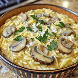 - 1 cup orzo pasta - 2 cups vegetable broth - 1 cup heavy cream The main ingredients create a creamy and rich base for this dish. Orzo pasta cooks well in the slow cooker, soaking up flavors. The vegetable broth adds depth, while heavy cream gives it a smooth texture. - 2 cups mushrooms, sliced (cremini or button) - 1 medium onion, diced - 3 cloves garlic, minced Mushrooms add an earthy taste that pairs perfectly with the creamy sauce. Onions and garlic provide sweetness and aroma. Together, these ingredients make the dish hearty and comforting. - 1 teaspoon dried thyme - 1 teaspoon dried rosemary - Salt and pepper to taste - ¼ cup grated Parmesan cheese (optional) - Fresh parsley, chopped (for garnish) The dried herbs enhance the dish with their fresh flavors. Salt and pepper balance the taste. Parmesan cheese can add a savory kick, while parsley brightens the presentation. These elements make the dish not only tasty but visually appealing too. Start by spraying your slow cooker with non-stick cooking spray. This step makes cleanup easy. Without it, the orzo can stick and burn. A clean slow cooker means less time scrubbing later. In the slow cooker, mix the orzo, vegetable broth, heavy cream, sliced mushrooms, diced onion, minced garlic, dried thyme, dried rosemary, salt, and pepper. It’s vital to get the right proportions. Too much broth can make the dish watery, while too little can dry it out. Stir everything well so the orzo is fully submerged. Cover the slow cooker and set it to low heat. Cook for 4 hours. Stir halfway through to keep the orzo from sticking to the sides. When time is up, mix in the grated Parmesan cheese if you want. Taste and adjust seasoning with more salt and pepper as needed. This dish is creamy, savory, and satisfying. - To cook orzo well in a slow cooker, use enough liquid. The orzo needs to soak up the broth and cream. - Stir the mix halfway through cooking. This helps keep the orzo from sticking. - Cook on low for the best texture. It gives the flavors time to blend. To ensure a creamy texture, choose full-fat heavy cream. It gives richness that lighter creams can't match. If you like, you can add the Parmesan cheese at the end. This makes the dish even creamier. For a beautiful presentation, serve the orzo in wide bowls. Top each serving with more Parmesan and a sprig of parsley. This adds color and a fresh taste. Pair your creamy mushroom orzo with garlic bread or a crisp salad. These sides balance the dish and make a complete meal. You can swap out heavy cream for a lighter option like half-and-half or Greek yogurt. This cuts down on fat without losing too much creaminess. To reduce calories, use less cheese or skip it altogether. Adding more veggies, like spinach or zucchini, boosts nutrition and flavor. {{image_2}} You can add chicken or tofu to this dish for more protein. If you choose chicken, use diced breast or thighs. For tofu, use firm or extra-firm tofu. - Chicken: Add it at the start. Dice it into small pieces. Cook it on low for 4 hours with the other ingredients. - Tofu: Cut into cubes. Add it in the last hour of cooking. This keeps it firm and tasty. Adjust cooking times based on the protein you add. Chicken needs to cook through, while tofu just needs to warm. You can change the flavor profile with different herbs or spices. - Herbs: Try basil or oregano for a fresh taste. You can also add a pinch of red pepper flakes for a little heat. - Vegetables: Add spinach for greens or bell peppers for sweetness. Just chop them small so they cook well. These changes can make the dish feel new and exciting each time you make it. Don't worry if you have special diets. There are great swaps you can try. - Gluten-free: Look for gluten-free orzo made from rice or quinoa. It cooks the same way as regular orzo. - Vegan: Replace heavy cream with coconut milk or a plant-based cream. Skip the Parmesan or use a vegan cheese. These options let everyone enjoy creamy mushroom orzo, no matter their diet! To store leftover creamy mushroom orzo, let it cool first. Then, place it in an airtight container. This keeps the dish fresh and tasty. I recommend using glass containers for better taste. They do not absorb odors and are easy to clean. If you want to freeze orzo, portion it out first. Use freezer-safe bags or containers. Remove as much air as possible to avoid freezer burn. When ready to eat, thaw it in the fridge overnight. To reheat, warm it gently on the stove or in the microwave. Add a splash of broth or cream for creaminess. In the fridge, creamy mushroom orzo lasts about 3 to 4 days. If you freeze it, it can last for up to 3 months. Always check for signs of spoilage, like off smells or changes in texture. Orzo is a small, rice-shaped pasta. It is made from wheat and is often used in soups or salads. You can cook orzo like any other pasta. It absorbs flavors well, making it perfect for creamy dishes like this one. In our recipe, orzo acts as a base and soaks up the creamy mushroom sauce. This adds a nice texture and makes every bite delightful. Yes, you can! If you do not have a slow cooker, you can make orzo on the stovetop. Start by cooking the orzo in a pot with broth and cream. This method takes about 15-20 minutes. Just stir often to avoid sticking. When the orzo is tender, add in the sautéed mushrooms, onion, and garlic. This way, you’ll still enjoy the creamy goodness without the slow cooker. To make this dish vegetarian, simply use vegetable broth instead of chicken broth. You can also skip the Parmesan cheese or use a vegetarian cheese option. This keeps the dish rich and creamy while meeting vegetarian needs. Fresh herbs like thyme and rosemary add great flavor too, so do not hold back! This post covered the creamy mushroom orzo recipe, highlighting key ingredients like orzo, broth, and cream. We explored step-by-step cooking, tips for slow cooking, and variations like protein additions or dietary options. Remember, you can get creative with flavors and adjust for health. Store any leftovers in proper containers, making reheating simple. With these steps, you’ll create a comforting dish perfect for any table. Enjoy your cooking journey and impress those you share this meal with!