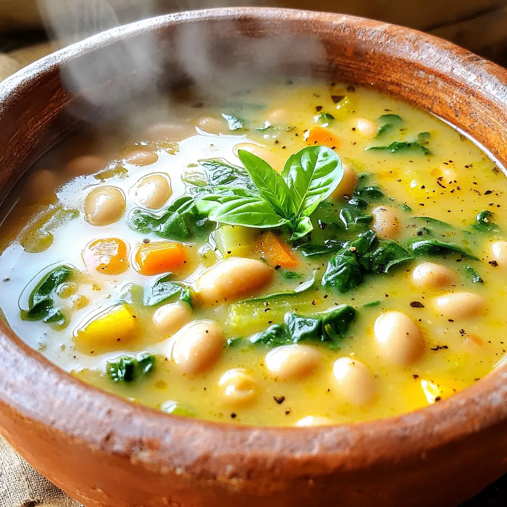 To make this soup, gather these ingredients: - 2 cups dry cannellini beans, soaked overnight and rinsed - 1 medium onion, diced - 3 cloves garlic, minced - 2 medium carrots, diced - 2 celery stalks, diced - 1 can (14 oz) diced tomatoes, with juices - 4 cups vegetable broth - 1 teaspoon dried oregano - 1 teaspoon dried basil - 1/2 teaspoon red pepper flakes (adjust to taste) - 1 cup fresh spinach, chopped - 1 cup heavy cream (or coconut cream for a dairy-free option) - Salt and pepper to taste - Fresh basil leaves for garnish Soaking the cannellini beans helps them cook evenly. Rinse them well after soaking. Chop the onion, garlic, carrots, and celery into small pieces for better flavor. Mince the garlic finely to release its aroma. If you want more spice, add extra red pepper flakes. Remember to taste as you go! You can swap dry cannellini beans with canned ones. If you do this, use about 3 cans. For the heavy cream, coconut cream works well for a dairy-free option. You can also switch fresh spinach with kale or Swiss chard. If you dislike tomatoes, you can leave them out or use tomato sauce instead. To make this soup, start by gathering your ingredients. You will need soaked cannellini beans, diced onion, minced garlic, diced carrots, diced celery, and canned tomatoes. Place all these into your slow cooker. The beans need to be soaked overnight for the best texture. This softens them and cuts cooking time down. Next, add in the vegetable broth. Stir everything well to mix the flavors. Set your slow cooker to low for eight hours or high for four hours. This slow cooking method helps the beans become tender and creamy. Make sure to cover the pot tightly to keep all the steam inside. About 30 minutes before serving, stir in chopped spinach and heavy cream. Cooking it uncovered at this stage allows the soup to thicken slightly. This will create a rich, creamy texture that you will love. Before serving, taste your soup! Adjust the salt and pepper to your liking. Remember, fresh herbs elevate flavor. Add fresh basil leaves on top as a garnish. This not only looks nice but also gives a fresh aroma. Your Slow Cooker Creamy Tuscan Bean Soup is now ready to enjoy! Slow cooking makes the flavors blend well. Start by soaking your beans overnight. This helps them cook evenly and stay tender. Add all your ingredients in layers. Place the beans at the bottom, followed by the veggies, and then the broth. This prevents burning and ensures a well-cooked soup. You can play with flavors to fit your taste. If you love heat, add more red pepper flakes. Want it herbier? Toss in more oregano or basil. A squeeze of lemon juice at the end can brighten the soup. You can also swap the vegetable broth for a richer chicken broth. To make the soup creamier, use heavy cream or coconut cream. Stir it in about 30 minutes before serving. If you like a thicker soup, mash some beans with a fork. This gives a lovely texture. For a lighter option, use less cream or skip it altogether. Adjust it to your liking for the best results. {{image_2}} You can easily boost the flavor of your soup. Here are some great add-ins: - Cooked sausage adds a hearty touch. - Mushrooms give a nice earthy taste. - Parmesan cheese adds a salty depth. - Lemon juice brightens the flavors. Each of these options can change the flavor profile. Feel free to try a mix! This soup can fit vegetarian and vegan diets. Use coconut cream instead of heavy cream. It makes the soup rich without dairy. To add protein, toss in some lentils or chickpeas. These options make it filling and tasty. You can change ingredients based on the season. In spring, add asparagus or peas for freshness. Summer is great for zucchini or bell peppers. In fall, consider butternut squash or sweet potatoes. These seasonal swaps keep your soup exciting and vibrant. To keep your Slow Cooker Creamy Tuscan Bean Soup fresh, let it cool first. Use an airtight container for storage. This will help keep the flavors bright and the soup safe to eat. Store it in the fridge for up to 4 days. Make sure to label the container with the date. When you're ready to enjoy your soup again, heat it on the stove. Pour the soup into a pot and warm it over low heat. Stir it often to ensure even heating. You can also microwave it in a bowl. Heat for 1-2 minutes, stirring halfway through. This keeps the cream smooth. If you want to save some for later, freezing works well. Place cooled soup in a freezer-safe container. Leave some space at the top for expansion. It will last up to 3 months in the freezer. When you're ready to eat, thaw it in the fridge overnight. Reheat as described above. Enjoy your flavorful soup anytime! You can store this soup in the fridge for about five days. Make sure to keep it in an airtight container. If you want to keep it longer, freeze it. It can last for up to three months in the freezer. Just thaw it overnight in the fridge before reheating. Yes, you can use canned beans. They save time and work well in this recipe. If you go this route, use about four cups of canned cannellini beans. Rinse and drain them before adding to the slow cooker. Cut the cooking time to about two hours on low or one hour on high. Yes, this soup is gluten-free. All the ingredients I listed do not contain gluten. Just be sure to check the vegetable broth label to confirm it meets your needs. This makes it a great option for anyone with gluten sensitivities. In this post, we covered the key ingredients, step-by-step cooking methods, and helpful tips for making delicious Slow Cooker Creamy Tuscan Bean Soup. You learned how to enhance flavor, create variations, and store your soup properly. Use these tips to make your soup tasty and enjoyable. Experiment with the ingredients and methods to suit your taste. With a little practice, you’ll master this comforting dish. Happy cooking!
