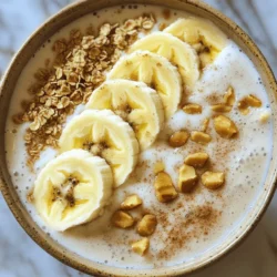 - 1 ripe banana - 1 cup unsweetened almond milk - 1/2 cup Greek yogurt (plain or vanilla) - 2 tablespoons rolled oats - 1 tablespoon natural almond butter - 1 teaspoon ground cinnamon - 1 teaspoon vanilla extract - 1 scoop vanilla protein powder - 1 tablespoon maple syrup (optional, for sweetness) - Sliced banana - A sprinkle of cinnamon - Chopped nuts - Granola For a protein-packed smoothie, I recommend using Greek yogurt and protein powder. Greek yogurt adds a creamy texture and boosts protein. A scoop of vanilla protein powder enhances the flavor while giving you more energy. Oats also help by adding more fiber, keeping you full. If you want to make it dairy-free, swap Greek yogurt for a plant-based option like soy yogurt. This keeps the protein high while making it vegan. Start by gathering all your ingredients. You will need: - 1 ripe banana - 1 cup unsweetened almond milk - 1/2 cup Greek yogurt (plain or vanilla) - 2 tablespoons rolled oats - 1 tablespoon natural almond butter - 1 teaspoon ground cinnamon - 1 teaspoon vanilla extract - 1 scoop vanilla protein powder - 1 tablespoon maple syrup (optional, for sweetness) In a blender, add the banana, almond milk, Greek yogurt, rolled oats, almond butter, ground cinnamon, vanilla extract, protein powder, and maple syrup if you want it sweeter. Blend on high until everything is smooth. If needed, stop the blender to scrape down the sides. This helps mix in any bits that stick. For a creamier smoothie, use cold almond milk. You can also use frozen bananas instead of fresh ones. This gives a thicker texture, like ice cream. Pour the smoothie into a bowl. To make it pretty, add your toppings. Use sliced banana, a sprinkle of cinnamon, and some chopped nuts or granola. These add not just beauty, but also crunch and extra flavor. Enjoy your cinnamon roll smoothie bowl for a tasty energy boost! Each serving of the Cinnamon Roll Smoothie offers a balanced mix of nutrients. It includes: - 1 ripe banana - 1 cup unsweetened almond milk - 1/2 cup Greek yogurt - 2 tablespoons rolled oats - 1 tablespoon almond butter - 1 scoop vanilla protein powder This mix provides protein, carbs, and healthy fats. The protein powder adds about 20 grams of protein. Greek yogurt adds more protein and calcium. The banana gives you natural sugar and fiber. Protein-rich smoothies support muscle growth and repair. They keep you full longer, so you avoid snacks. Smoothies like this one are easy to digest. This helps you feel energized and ready for your day. The oats provide fiber, which is good for digestion. The almond butter adds healthy fats and makes the smoothie creamy. This smoothie has roughly 400 calories per serving. Here’s a simple macro breakdown: - Protein: 25g - Carbs: 50g - Fats: 15g These numbers may vary based on your choices. If you skip the maple syrup, you lower the calories. Adjust the ingredient amounts to suit your needs. Enjoy the energy boost from this tasty and healthy smoothie! {{image_2}} To make your Cinnamon Roll Smoothie even creamier, use frozen banana slices. Frozen fruit adds thickness and chill. You can also add more Greek yogurt. It gives a rich texture. Blend on high until smooth. This ensures all ingredients mix well. If you have leftovers, store them in an airtight container. Keep your smoothie in the fridge for up to two days. When you're ready to drink it, shake or stir well. It may separate a bit. You can also freeze leftovers in ice cube trays. They make great additions to future smoothies. One common mistake is not measuring ingredients. This can change the taste and texture. Always measure your oats and protein powder. Another mistake is over-blending. Blend just until smooth. Too much blending can warm the smoothie. Lastly, don’t skip the toppings. They add flavor and crunch! To keep your cinnamon roll smoothie exciting, try adding seasonal flavors. In fall, add pumpkin puree and a pinch of nutmeg. This gives a cozy vibe. In winter, mix in cocoa powder for a chocolate twist. You can even add fresh berries in summer for a fruity flair. Each season brings its own joy to this smoothie. If you want a different protein boost, consider using cottage cheese or silken tofu. Both options add creaminess and protein. You could also try hemp seeds or chia seeds. They pack a punch of nutrients, too. Experiment with these to find your perfect flavor match. For a dairy-free or vegan version, swap Greek yogurt for coconut yogurt. It still gives a creamy texture and rich taste. Use plant-based protein powder made from peas or brown rice. Almond milk is great, but you can also try oat milk or soy milk. These options will help you enjoy this smoothie while keeping it plant-based. Yes, you can. If you skip protein powder, the smoothie still tastes great. You can add extra Greek yogurt or nut butter. This adds more protein and keeps it creamy. Just remember, it may change the texture a bit. To make it sweeter, add maple syrup or honey. Start with a small amount. Blend and taste. You can always add more if you want it sweeter. If you prefer less sugar, skip the syrup or use a ripe banana for natural sweetness. If you need a substitute, try regular yogurt or a dairy-free option. You can use coconut yogurt for a dairy-free choice. Silken tofu is another great option. It adds creaminess and protein without the dairy. This blog post showed you how to make a tasty protein smoothie. We covered key ingredients, topping options, and the best protein choices. You learned step-by-step instructions for smooth blending and serving. I shared helpful tips to avoid common mistakes and ways to make it creamy. Different variations let you add seasonal flavors or choose dairy-free options. Incorporate these ideas to boost your protein intake. Enjoy your smoothie journey!