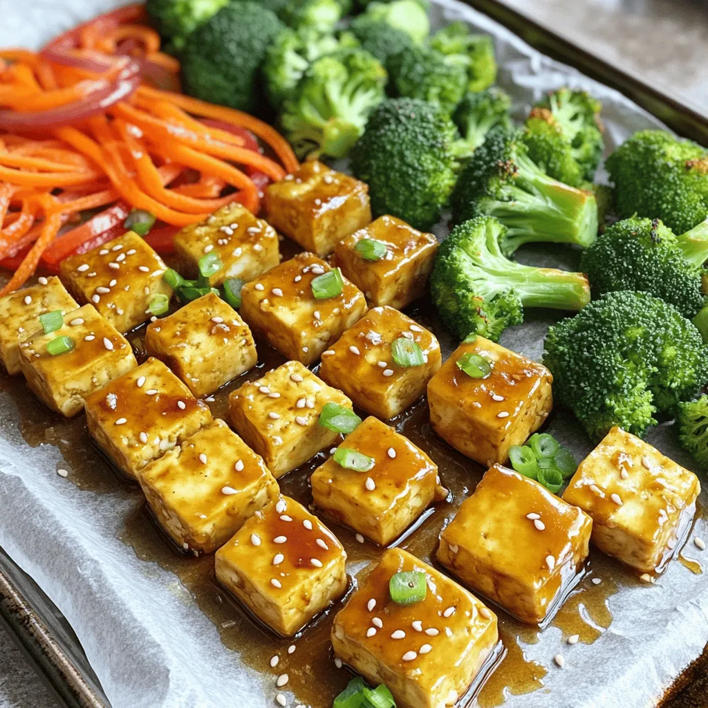 - 1 block (14 oz) firm tofu, drained and pressed - 1/4 cup honey (or agave syrup for a vegan option) - 1 tablespoon soy sauce (or tamari for gluten-free) - 1 cup broccoli florets - 1 red bell pepper, sliced - 1 carrot, thinly sliced - 1 tablespoon sesame seeds (for garnish) - Chopped green onions (for garnish) - 2 tablespoons olive oil - 3 cloves garlic, minced - 1 tablespoon fresh ginger, grated - 1 teaspoon sesame oil - Salt and pepper to taste Gather these ingredients before you start cooking. Each one plays an important role in making your dish tasty and fun. The firm tofu gives you a great base, while honey or agave syrup adds sweetness. The soy sauce or tamari brings in a nice savory flavor. The veggies not only add color but also crunch. Broccoli, red bell pepper, and carrot work well together. They balance the sweetness of the sauce. Sesame seeds and green onions serve as great garnishes that enhance the dish's look and taste. For the condiments, olive oil helps everything roast nicely. Garlic and ginger add depth, while sesame oil gives a hint of nuttiness. Salt and pepper round out the flavors. Make sure to have everything ready. This will help your cooking process go smoothly and keep things fun! 1. Start with a block of firm tofu. Drain it well to remove excess water. 2. Press the tofu to get rid of more moisture. Wrap it in a clean towel and place something heavy on top. Let it sit for about 15 minutes. 3. After pressing, cut the tofu into bite-sized cubes. Aim for even sizes. This helps them cook evenly. 1. In a bowl, combine 1/4 cup honey or agave syrup, 1 tablespoon soy sauce, and 3 minced garlic cloves. 2. Add 1 tablespoon of grated ginger and 1 teaspoon of sesame oil to the mix. 3. Whisk everything together until the ingredients blend well. This marinade will add great flavor to the tofu. 1. Preheat your oven to 400°F (200°C). Line a large baking sheet with parchment paper. 2. Place the marinated tofu cubes in a large bowl. Pour the marinade over them and stir gently. 3. Prepare your veggies: add 1 cup of broccoli florets, sliced red bell pepper, and thinly sliced carrot to the baking sheet. 4. Spread the marinated tofu evenly over the vegetables. Drizzle 2 tablespoons of olive oil over the entire sheet. 5. Sprinkle with salt and pepper to taste. 6. Bake for 25-30 minutes. Halfway through, flip the tofu and veggies for even cooking. 7. The dish is done when the tofu turns golden and the veggies become tender. Enjoy the sweet aroma as it bakes! To get the most flavor from your tofu, marinate it for at least 15 minutes. This helps the tofu absorb all the tasty ingredients. If you want to try something different, you can use teriyaki sauce or a spicy chili sauce. Both will add a unique kick. This dish pairs well with rice or quinoa for a wholesome meal. You can also serve it alongside a fresh salad or steamed greens. For an extra crunch, add some roasted nuts or seeds. To get perfect tofu, make sure to press it well. This removes excess water, allowing it to soak up the marinade. For tender vegetables, cut them into even pieces and ensure they are spread out on the pan. This allows them to cook evenly. Flip everything halfway through to avoid burning and ensure even cooking. {{image_2}} For a vegan twist, swap honey for agave syrup. Agave provides sweetness without animal products. Simply replace the honey with the same amount of agave. The flavor remains sweet and delicious. Feel free to add more veggies. Try bell peppers, zucchini, or snap peas. Each vegetable brings its own taste and texture. You can also use carrots or asparagus for added crunch. The more colors, the more fun! Experiment with different spices and sauces. Add chili flakes for heat or smoked paprika for a smoky flavor. You can also try teriyaki sauce or hoisin sauce. Each option creates a unique dish. Tailor the flavors to suit your taste buds! To store your leftover honey garlic tofu, first let it cool to room temperature. Then, place the tofu and veggies in an airtight container. This helps keep them fresh. In the fridge, your dish will last about 3 to 5 days. If you plan to eat it soon, this is a great way to save time. If you want to freeze leftovers, follow these steps. Let the dish cool fully. Then, place it in a freezer-safe container. Make sure to leave some space at the top for expansion. You can also use freezer bags for easier storage. This way, your honey garlic tofu can last up to 3 months. When ready to eat, simply thaw it overnight in the fridge. Reheating your honey garlic tofu can be quick and tasty. For the best texture, use an oven or a skillet. If using an oven, preheat it to 350°F (175°C). Spread the tofu and veggies on a baking sheet and heat for about 10-15 minutes. If using a skillet, add a splash of water or oil, then cover it. This helps steam the dish and keep it moist. Enjoy your meal just like the first time! Yes, you can use extra-firm tofu. It has a denser texture. This firmness gives it a chewier bite. The cooking time may be slightly shorter, so keep an eye on it. Extra-firm tofu does not absorb the marinade as well. If you want more flavor, marinate it longer. To make this dish gluten-free, use tamari instead of soy sauce. Tamari is very similar in taste but without gluten. You can also find gluten-free soy sauce in stores. Always check the label to ensure it meets your needs. If you lack sesame oil, you have a few options. You can use olive oil or canola oil instead. These oils will not add the same nutty flavor but will work. You could also use peanut oil if you like. It adds a different taste but can be very tasty in this dish. In this blog post, I covered how to create a tasty tofu dish using simple ingredients. We explored firm tofu, fresh veggies, and flavorful marinades. I shared step-by-step instructions for prepping, baking, and marinating. Plus, I gave tips for serving and storing your meal. Whether you’re a tofu fan or new to it, this recipe is easy to enjoy. You can customize the flavors and add your favorite veggies. Try it out and enjoy a healthy meal that you made!