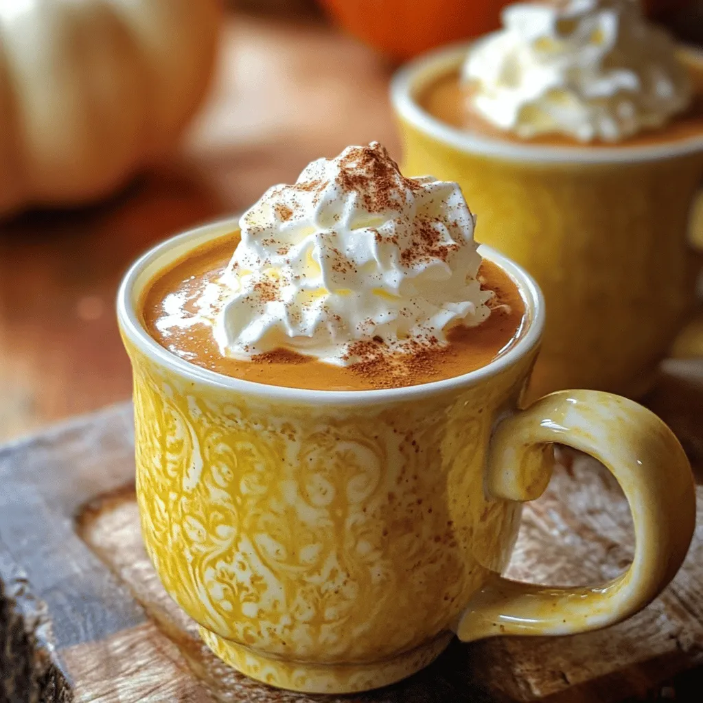 To make the perfect pumpkin spice hot chocolate, gather these simple items: - 2 cups milk (or dairy-free alternative) - 1 cup canned pumpkin puree - 1/4 cup unsweetened cocoa powder - 1/4 cup sugar (adjust to taste) - 1 teaspoon vanilla extract - 1 teaspoon pumpkin spice (blend of cinnamon, nutmeg, ginger, and clove) - Pinch of salt - Whipped cream (for topping) - Ground cinnamon (for garnish) You can make this recipe work for different diets. If you're lactose-free, use any plant-based milk like almond or oat. For lower sugar, try a sugar substitute or reduce the amount of sugar you use. If you're vegan, swap the whipped cream for a dairy-free version or skip it altogether. Choosing the right ingredients makes a big difference. Look for pure pumpkin puree, not pumpkin pie filling, to avoid extra sugar and spices. Use high-quality cocoa powder for rich flavor. When selecting spices, fresh ground will taste best. Always check the expiration dates on your ingredients to ensure freshness. To make pumpkin spice hot chocolate, start with a medium saucepan. Pour in 2 cups of milk or a dairy-free alternative. Add 1 cup of canned pumpkin puree. Heat the mix over medium heat. Whisk it well until it blends nicely. Next, gradually add 1/4 cup of unsweetened cocoa powder. Stir in 1/4 cup of sugar. This helps to sweeten the drink. Keep stirring to avoid lumps. Heat until warm but do not boil. Once it’s heated, add 1 teaspoon of vanilla extract and 1 teaspoon of pumpkin spice. The spice mix has cinnamon, nutmeg, ginger, and clove. Finally, add a pinch of salt. Stir until smooth and mixed well. You can adjust the sweetness to your taste. Remove the saucepan from the heat. Pour the hot chocolate into your favorite mugs. Top it off with whipped cream. For a special touch, sprinkle ground cinnamon on top. 1. Combine Ingredients: Milk and pumpkin puree in a saucepan. 2. Add Cocoa and Sugar: Gradually mix in cocoa powder and sugar. 3. Heat Mixture: Stir well but do not let it boil. 4. Add Flavorings: Include vanilla, pumpkin spice, and salt. 5. Serve: Pour into mugs and add whipped cream and cinnamon. One common mistake is boiling the mixture. This can ruin the texture and flavor. Another mistake is not whisking well. Lumps can form if you don’t mix properly. Always taste and adjust sweetness. You may want it sweeter or less sweet. Lastly, skip the toppings at your own risk! Whipped cream and cinnamon make this drink extra special. To make your pumpkin spice hot chocolate shine, start with fresh ingredients. Use real pumpkin puree, not the spiced kind. It gives a deep flavor. Choose high-quality cocoa powder for that rich taste. Always whisk the cocoa and sugar well to avoid lumps. These steps create a smooth drink that you will love. For a creamy hot chocolate, use whole milk or a creamy dairy-free alternative. The key is to heat the milk slowly. This helps the flavors mix well. Stir often, but do not let it boil. If your drink is too thick, add a splash of milk. If it's too thin, let it cook a bit longer. Adjust until you find your perfect texture. Whipped cream adds a fun touch to your drink. For the best results, whip your cream just before serving. Use cold cream for a fluffier texture. Sweeten the cream lightly, to let the hot chocolate shine. When serving, pile it high and sprinkle some ground cinnamon on top. This gives it a warm, inviting look. {{image_2}} You can easily make a vegan version of this hot chocolate. Simply swap the milk for a dairy-free alternative. Almond milk, oat milk, or coconut milk work great. Use the same amount as in the original recipe. Follow the same steps to blend the pumpkin puree and cocoa powder. The taste remains rich and cozy, just like the classic recipe. If you crave something different, try pumpkin spice white hot chocolate. Use white chocolate instead of cocoa powder. Melt 1/2 cup of white chocolate chips in the milk and pumpkin puree mixture. Stir until smooth. Add the pumpkin spice, vanilla, and salt as usual. This version offers a sweet and creamy twist on the traditional drink. Want to spice things up? Add a pinch of cayenne pepper for heat. Just a little will enhance the flavors. Mix it in when adding the pumpkin spice. For a fresh twist, use peppermint extract instead. Just 1/4 teaspoon will add a festive touch. Enjoy experimenting with these variations for your perfect pumpkin spice hot chocolate! To store leftover hot chocolate, let it cool first. Pour it into a clean jar or container. Seal it tightly with a lid. Place it in the fridge. It will stay fresh for up to three days. Make sure to label it with the date. When you want to enjoy your hot chocolate again, shake the jar well. Pour the hot chocolate into a small pot. Heat it gently over medium-low heat. Stir it often to avoid burning. You can also use the microwave. Heat it in short bursts until warm. Stir in between to ensure even warming. If you want to keep it longer, freezing is a great option. Pour the hot chocolate into ice cube trays. Freeze until solid, then transfer the cubes to a freezer bag. Label the bag with the date. These cubes are perfect for quick treats. Just thaw and heat as needed. Enjoy your cozy drink anytime! Pumpkin Spice Hot Chocolate is a cozy drink made from simple ingredients. You need: - 2 cups milk (or a dairy-free option) - 1 cup canned pumpkin puree - 1/4 cup unsweetened cocoa powder - 1/4 cup sugar (you can adjust this to taste) - 1 teaspoon vanilla extract - 1 teaspoon pumpkin spice (a mix of cinnamon, nutmeg, ginger, and clove) - A pinch of salt - Whipped cream (to top it) - Ground cinnamon (for garnish) This blend of flavors brings warmth and comfort to chilly days. Yes, you can make sugar-free Pumpkin Spice Hot Chocolate! Use a sugar substitute like stevia or erythritol. These work well without changing the taste much. Another option is to use dark chocolate with no added sugar. Just remember to adjust the amount to keep it sweet enough. You can find Pumpkin Spice Hot Chocolate at many stores, especially in fall. Look for it in the coffee aisle or with hot cocoa mixes. Some cafes also offer it on their menu. If you want to enjoy it at home, making your own is easy and fun! You can change the spice levels based on your taste. If you love more spice, add extra pumpkin spice or cinnamon. If you prefer less spice, reduce the amount of pumpkin spice. Always taste as you mix to find your perfect balance. Adjusting spices makes this drink suit your palate. To sum it up, this blog covered essential ingredients, step-by-step cooking, and expert tips. You learned how to make delicious pumpkin spice hot chocolate and tailored it to your needs. Remember to choose quality ingredients and avoid common mistakes. Try fun variations like vegan or spicy options. Store leftovers properly for future enjoyment. With these tips, you can create a warming treat any time. Enjoy your next cup of pumpkin spice hot chocolate!