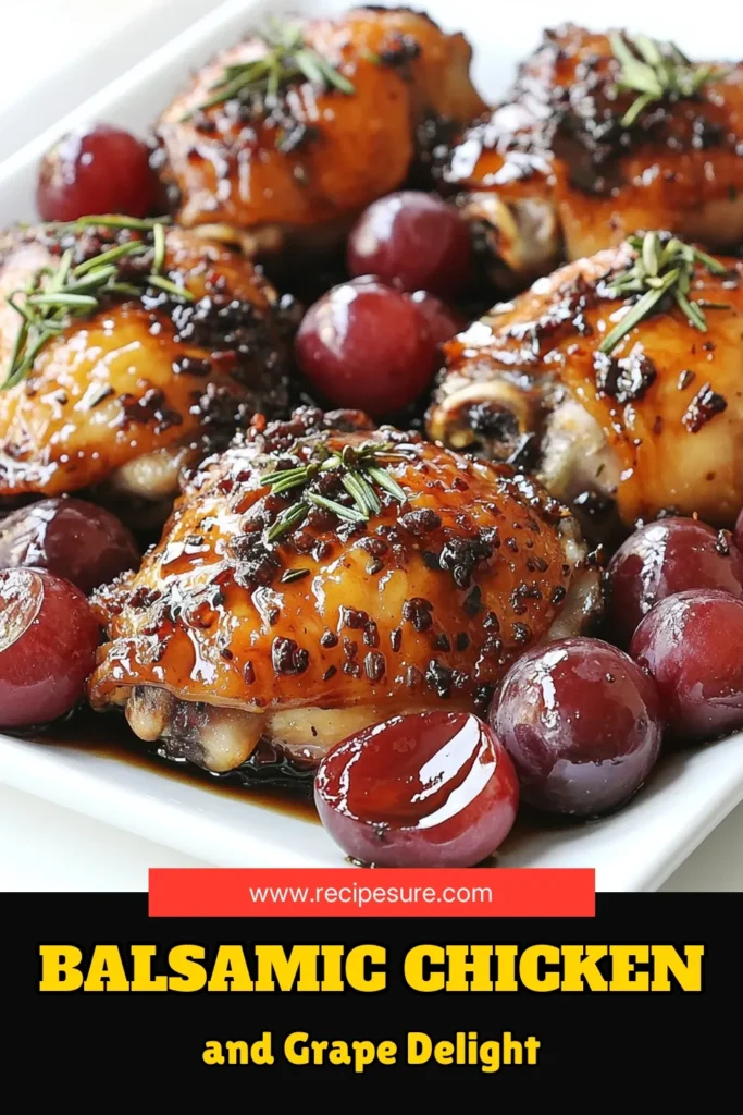 Elevate your dinner game with this Savory Balsamic Rosemary Chicken & Grapes recipe! Juicy chicken thighs paired with sweet, caramelized grapes create a mouthwatering dish that's sure to impress. With just a few simple ingredients and easy-to-follow steps, you'll have a delicious meal ready in under 40 minutes. Click through for the full recipe and bring flavor to your table tonight! #ChickenRecipes #BalsamicVinegar #EasyDinner #HealthyCooking