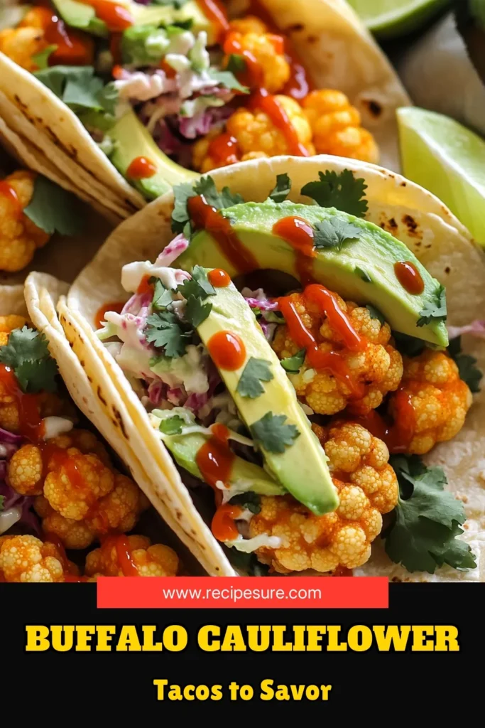 Spice up your taco night with these delicious Spicy Buffalo Cauliflower Tacos! Packed with flavor and a perfect crunch, these vegetarian tacos are easy to make and sure to impress everyone at the table. With simple ingredients like cauliflower, hot sauce, and creamy avocado, you can whip up a delightful meal in no time. Click to discover the full recipe and bring the heat to your dinner! #BuffaloCauliflower #TacoRecipe #VegetarianEats #HealthyEating