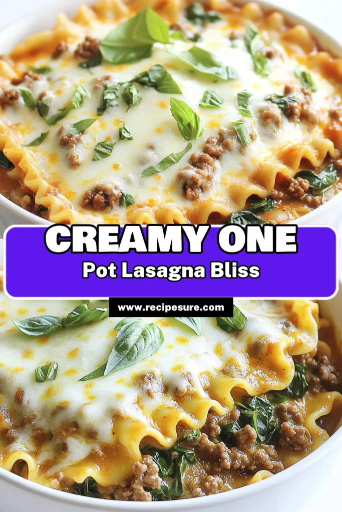 Savor the deliciousness of One Pot Creamy Lasagna Pasta, the ultimate comfort food that’s easy to make! This recipe combines tender noodles, savory ground beef, and a rich creamy sauce all in one pot for hassle-free cooking. Perfect for weeknight dinners, this meal serves 4-6 and is ready in just 30 minutes. Click through for the full recipe and make mealtime memorable today! #OnePotPasta #ComfortFood #EasyRecipes #QuickDinners