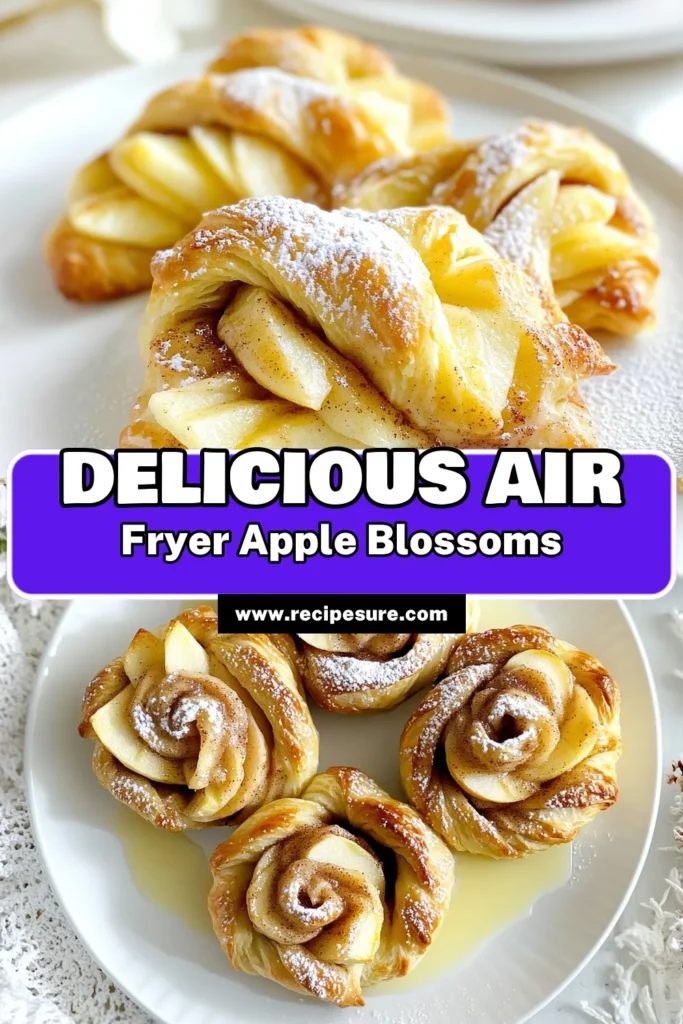Indulge in the delightful taste of Air Fryer Cinnamon Apple Blossoms! These easy-to-make treats combine sweet apples, warm cinnamon, and flaky crescent dough for a mouthwatering dessert that's ready in just 30 minutes. Perfect for any occasion, they’re crispy on the outside and tender on the inside. Click through for the full recipe and step-by-step instructions to impress your family and friends! #AirFryerRecipes #DessertIdeas #CinnamonApples #BakingFun