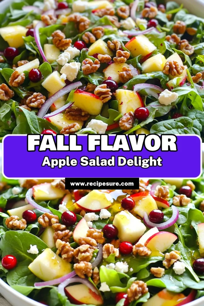 Elevate your salad game with this delicious Apple Cranberry Walnut Salad! Packed with fresh greens, juicy apples, tart cranberries, and crunchy walnuts, it's a perfect dish for any season. Toss it all together with a simple homemade dressing for a burst of flavor. Don't miss out on this vibrant recipe—click to explore all the details and bring this colorful salad to your table! #AppleCranberrySalad #HealthyEating #SaladRecipes #RecipeInspiration