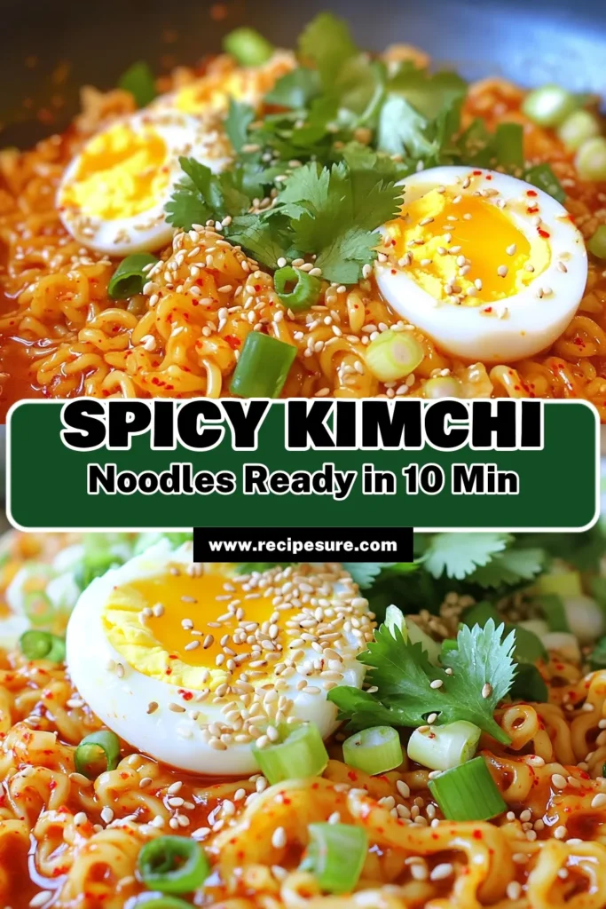 Satisfy your spicy cravings with these Minute Spicy Kimchi Noodles! This delicious dish combines instant noodles with a mouthwatering kimchi sauce featuring gochujang and sesame oil, all ready in just 10 minutes. Perfect for a quick lunch or dinner, it’s easy to customize with your favorite toppings. Click to grab the full recipe and turn up the heat in your kitchen today!