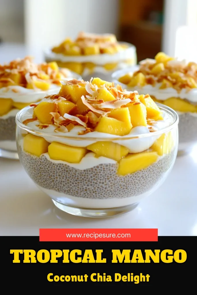 Indulge in a tropical treat with this Mango Coconut Chia Pudding! Learn how to create this delicious and healthy dessert using simple ingredients like coconut and almond milk, chia seeds, and fresh mango. It's easy to prep and perfect for make-ahead snacking. Click through for the full recipe and impress your friends with this refreshing dish! #MangoCoconutChiaPudding #HealthyDesserts #ChiaPudding #TropicalRecipes