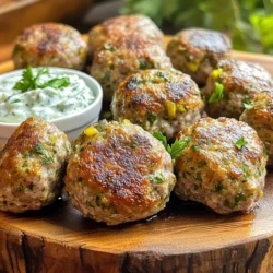 To make these tasty lamb meatballs, you need the right ingredients. Here’s what you will need: - 1 pound ground lamb - 3 cloves garlic, minced - 1/4 cup fresh parsley, finely chopped - 1/4 cup fresh mint, finely chopped - 1 teaspoon dried oregano - 1 teaspoon cumin - 1/2 teaspoon red pepper flakes (optional) - 1/2 teaspoon salt - 1/4 teaspoon black pepper - 1 large egg - 1/2 cup breadcrumbs (preferably whole wheat) - 2 tablespoons olive oil (for cooking) These ingredients create a rich and savory flavor in the meatballs. The ground lamb gives a nice, juicy texture. Fresh herbs like parsley and mint add brightness and aroma. Want to kick up the flavor a notch? You can add some optional ingredients: - 1/2 teaspoon garlic powder - 1 tablespoon lemon zest - 1 tablespoon grated Parmesan cheese Garlic powder can deepen the garlic taste. Lemon zest adds a fresh zing, while Parmesan brings a savory note. If you want a lighter twist, consider these alternatives: - Use ground turkey or chicken instead of lamb. - Swap breadcrumbs for rolled oats. - Use Greek yogurt in place of the egg. These swaps keep the meatballs tasty but lower in fat and calories. They also help you stick to your health goals while enjoying a delicious meal. To start, grab a large mixing bowl. Add 1 pound of ground lamb. Next, toss in 3 cloves of minced garlic. This adds a strong, savory flavor. Then, add 1/4 cup of finely chopped fresh parsley and 1/4 cup of fresh mint. These herbs give a fresh taste. Next, sprinkle in 1 teaspoon of dried oregano and 1 teaspoon of cumin. If you like some heat, add 1/2 teaspoon of red pepper flakes. Now, add 1/2 teaspoon of salt and 1/4 teaspoon of black pepper. This will season your meatballs well. Finally, crack 1 large egg into the bowl and mix in 1/2 cup of whole wheat breadcrumbs. Use your hands to blend everything until it’s smooth. Once your mixture is ready, it’s time to form the meatballs. Scoop a small amount and roll it into a ball about 1 inch wide. You should make around 20 meatballs. Heat 2 tablespoons of olive oil in a large skillet over medium heat. When the oil is hot, add the meatballs in batches. Don’t crowd the pan or they won’t brown well. Cook them for 5-7 minutes. Turn them often so they brown on all sides. Make sure the internal temperature reaches 160°F (70°C). This means they are cooked through. When done, place the meatballs on a plate lined with paper towels to soak up any extra oil. For the best texture, don’t overmix the meatball mixture. This helps keep them tender. Use fresh herbs for a brighter flavor. If you want more flavor, let the meatball mixture sit for 10-15 minutes before cooking. This allows the herbs to blend nicely. If you prefer a crispier outside, increase the heat slightly when cooking. Just watch them closely to avoid burning. Lastly, serve your meatballs warm. Garnish them with extra herbs for a nice touch. Enjoy them alone or with tzatziki sauce for dipping. To get meatballs that are golden and tasty, heat your pan well. Use medium heat and add olive oil. This oil helps create a nice crust. Place the meatballs in the pan without crowding them. Leave space so they can brown evenly. Turn them gently every few minutes. This way, they won’t fall apart. Look for a nice brown color all over. This adds flavor and makes them look great. After cooking, let your meatballs cool on a paper towel. This step helps absorb extra oil. If you have leftovers, you can store them in an airtight container. Keep them in the fridge for up to three days. When you're ready to eat, reheat them gently. You can use the microwave or a skillet. If using a skillet, add a little water to keep them moist. Heat until warm, but don’t overcook. You want them juicy and tender. Garlic herb lamb meatballs are versatile. You can serve them in many ways. Try them with tzatziki sauce for a fresh taste. They also go well with pita bread. For a complete meal, pair them with a salad or rice. You can even add them to pasta dishes. Feel free to sprinkle more fresh herbs on top for color. Enjoying them with friends makes them even better! {{image_2}} If you want a kick, add more heat. Mix in extra red pepper flakes. You can also use fresh jalapeños. Finely chop them and add to the meat mixture. This change brings a whole new flavor. Your meatballs will be spicy and fun! You can switch up the herbs too. Try using fresh basil or cilantro. Both give a bright taste. If you want a more earthy flavor, rosemary works well too. You can also play with spices. Smoked paprika or coriander can add depth to the meatballs. Explore different combinations until you find your favorite! Get creative with how you serve your meatballs. You can make skewers for a fun twist. Just thread the meatballs onto skewers and grill them. For a tasty snack, make sliders. Use small buns and add your favorite toppings. Serve them with tzatziki sauce for a fresh dip. You can also place the meatballs in a rich tomato sauce for a comforting meal. Each serving style brings a new experience! After enjoying your garlic herb lamb meatballs, store any leftovers right away. Place them in an airtight container. Make sure they cool down first, to keep them fresh. You can store them in the fridge for up to three days. Enjoy them later by adding them to pasta or a salad. Freezing meatballs is easy and smart! To freeze, first let the cooked meatballs cool completely. Then, lay them out on a baking sheet. Freeze them for about an hour. After that, transfer them to a freezer bag. They can last for up to three months in the freezer. When you crave them, just pull out what you need. Reheating your meatballs can be fun! For the best taste, use the oven. Preheat it to 350°F (175°C). Place the meatballs on a baking sheet. Heat them for about 10-15 minutes. You can also reheat them in a skillet with a bit of olive oil. Just heat them on medium until warm. Enjoy the flavors that bring them back to life! You can use ground beef, turkey, or chicken. Each option changes the taste slightly. Ground beef gives a rich flavor. Turkey and chicken are leaner and lighter. Choose what you enjoy most. Adjust spices to match your meat choice. Check the meatballs' internal temperature. It should reach 160°F or 70°C. You can use a meat thermometer for this. If you cut a meatball in half, it should be no longer pink inside. The juices should run clear. Yes, you can make them ahead. Form the meatballs and store them in the fridge for up to 24 hours. You can also freeze them for longer storage. Just thaw before cooking. This saves time and makes meal prep easy. In this blog post, we explored how to make delicious garlic herb lamb meatballs. I shared ingredients, including key and optional flavors, to enhance your dish. I provided clear steps for mixing, forming, and cooking the meatballs, plus tips for perfect texture. We also discussed cooking tricks, variations for spice lovers, and storage advice to keep leftovers fresh. Enjoy trying new flavors and techniques. Cooking should be fun and rewarding. Dive into this meal and impress your family and friends!