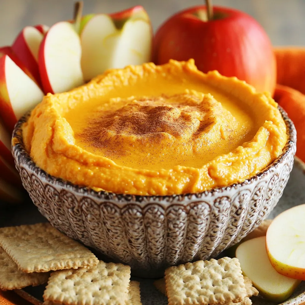 - 1 cup cream cheese, softened - 1 cup pumpkin puree - 1/2 cup powdered sugar - 1 teaspoon vanilla extract - 1 teaspoon ground cinnamon - 1/2 teaspoon ground nutmeg - 1/4 teaspoon ground ginger - Pinch of salt - 1/2 cup whipped cream (optional, for folding in) - Graham crackers, apple slices, or pretzels for dipping You can swap cream cheese for Greek yogurt if you want a lighter dip. If you don't have pumpkin puree, mashed sweet potatoes work well too. Use brown sugar instead of powdered sugar for a richer taste. If you want a dairy-free dip, try using a vegan cream cheese alternative. For a gluten-free option, choose gluten-free graham crackers or fresh fruit for dipping. Always choose high-quality cream cheese for the best texture. Look for pure pumpkin puree, not pumpkin pie filling, to avoid added sugar and spices. When picking spices, fresh ground will give you the most flavor. For the sweetest taste, use fresh fruits for dipping. This makes each bite even more delightful. To start, gather all your ingredients. You will need: - 1 cup cream cheese, softened - 1 cup pumpkin puree - 1/2 cup powdered sugar - 1 teaspoon vanilla extract - 1 teaspoon ground cinnamon - 1/2 teaspoon ground nutmeg - 1/4 teaspoon ground ginger - Pinch of salt - 1/2 cup whipped cream (optional) - Graham crackers, apple slices, or pretzels for dipping First, take your cream cheese and let it sit until soft. This makes it easier to mix. Then, in a large bowl, combine the cream cheese and pumpkin puree. Use an electric mixer to blend them until smooth. It's important to mix well. Next, slowly add the powdered sugar. Mix after each addition until it's silky. After that, stir in the vanilla, cinnamon, nutmeg, ginger, and salt. Make sure the spices spread evenly throughout the dip. If you want a fluffier dip, gently fold in the whipped cream. This adds a nice light texture. Once mixed, transfer the dip to a serving bowl. Use a spatula to smooth the top. For a fun touch, sprinkle a bit of cinnamon on top. Serve the dip right away with graham crackers, apple slices, or pretzels. You can also chill it in the fridge for an hour if you prefer a colder treat. Enjoy your creamy and flavorful pumpkin spice cheesecake dip! To get the best texture for your dip, start with softened cream cheese. Room temperature cream cheese blends easily and makes a smooth dip. Make sure to mix the pumpkin puree well with the cream cheese. Use an electric mixer for a fluffy texture. If you want it lighter, fold in whipped cream gently at the end. This adds air and makes the dip creamy and light. You can easily change the flavor of this dip. Add a bit of maple syrup for a sweet twist. For a nutty flavor, mix in some almond extract. If you love chocolate, add cocoa powder or mini chocolate chips. You can also switch up the spices. Try adding allspice or cardamom for a unique taste. Each variation can make your dip special and fun. One common mistake is not softening the cream cheese enough. Cold cream cheese will clump and not mix well. Another is adding sugar too quickly. Always add it slowly to avoid lumps. Don’t skip the pinch of salt. It helps balance the sweetness. Lastly, remember to taste as you mix. Adjust the spices to fit your liking. This way, your dip will be perfect every time. {{image_2}} Want to add a chocolate twist? You can! Just mix in 1/2 cup of melted chocolate. Dark, milk, or white chocolate all work great. This dip tastes like a dessert dream. The rich chocolate pairs well with the pumpkin spice flavors. Serve this dip with chocolate graham crackers or fruit for a sweet treat. You can make a vegan version too! Swap the cream cheese for vegan cream cheese. Use maple syrup instead of powdered sugar. This keeps it sweet and creamy. The other ingredients stay the same. This dip is perfect for those who want a plant-based option. Serve it with fresh fruit or nut-free crackers for dipping. If you need a nut-free dip, you're in luck! Just stick to the basic recipe. All the ingredients are nut-free already. This dip is safe for kids and adults with nut allergies. You can enjoy it with pretzels or apple slices. It’s creamy and delicious for everyone! To keep your pumpkin spice cheesecake dip fresh, place it in an airtight container. Make sure to seal it well. Store it in the fridge. It stays good for about four days. If you notice any change in smell or texture, it’s best to toss it out. You can freeze this dip if you want to save some for later. Use a freezer-safe container. Leave some space at the top, as the dip may expand when frozen. It can last up to three months in the freezer. When you are ready to enjoy it, thaw it in the fridge overnight. This dip tastes best fresh, but if you want to warm it, do so gently. Place it in a bowl and microwave in short bursts. Heat in 15-second intervals to avoid overheating. Stir between each interval. Enjoy the dip warm with your favorite dippers! Yes, you can make this dip ahead of time. Prepare it up to two days in advance. Store it in an airtight container in the fridge. This helps the flavors blend well. Just give it a quick stir before serving. You can use many tasty options for dipping. Apple slices work great and add a fresh crunch. Pretzels give a nice salty contrast. You can also try cookies or even vanilla wafers. This dip lasts about three to four days in the fridge. Be sure to keep it covered tightly. If it starts to look or smell off, throw it away. Enjoy it fresh for the best taste! This blog post covers everything you need to make delicious pumpkin spice cheesecake dip. We looked at key ingredients, top tips for preparation, and fun variations. Storing the dip properly ensures it stays fresh. I hope you feel ready to create this treat and impress your friends. Enjoy making and sharing your dip, and remember, don’t skip the tips to avoid common mistakes. Happy dipping!