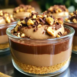 To make these delightful cheesecake cups, gather these key ingredients: - 1 cup cream cheese, softened - 1 cup Nutella - 1/2 cup powdered sugar - 1 teaspoon vanilla extract - 1 cup heavy whipping cream - 1 cup graham cracker crumbs - 1/4 cup unsalted butter, melted - A pinch of salt These ingredients create a rich and creamy base with a crunchy crust. The mix of cream cheese and Nutella brings a smooth, chocolatey flavor that kids and adults love. You can make your cheesecake cups even better with these garnishes: - Chopped hazelnuts - Chocolate shavings These add texture and extra flavor. You can sprinkle them on top before serving to make the cups look fancy and inviting. To prepare these treats, you will need a few simple tools: - Mixing bowls - A whisk or electric mixer - Measuring cups and spoons - Serving cups or small jars - A spatula Having the right equipment makes the process easy and fun. Get your tools ready, and you’ll enjoy making this tasty dessert! To start, grab a medium bowl. Add 1 cup of graham cracker crumbs, 1/4 cup of melted unsalted butter, and a pinch of salt. Mix them well until they look like wet sand. Next, take your serving cups or small jars. Add a layer of this graham cracker mix at the bottom. Press down gently to form a solid crust. This forms the base for your cheesecake cups. Now, let’s make the filling. In a large bowl, combine 1 cup of softened cream cheese, 1 cup of Nutella, 1/2 cup of powdered sugar, and 1 teaspoon of vanilla extract. Mix these ingredients until smooth and creamy. In another bowl, whip 1 cup of heavy cream until stiff peaks form. This gives the filling a nice light texture. Carefully fold the whipped cream into the Nutella mixture. Mix until fully blended, but be gentle to keep it fluffy. It’s time to assemble the cups! Spoon or pipe the Nutella cheesecake mixture on top of the crust in each cup. Fill them almost to the top. Once done, cover the cups and refrigerate them for at least 2-3 hours. This helps the mixture set properly. Before serving, feel free to garnish with chopped hazelnuts and chocolate shavings for extra flair. Enjoy this easy and delicious treat! To get whipped cream just right, start with cold equipment. Use a chilled bowl and beaters. Pour in the cold heavy cream and whip at medium speed. Stop when you see stiff peaks form. Be careful not to overwhip, as it can become grainy. The perfect whipped cream adds lightness to your cheesecake cups. Store your cheesecake cups in the fridge. Cover them tightly with plastic wrap. This keeps them fresh and prevents odors from other foods. They can stay good for about three days. If you want to enjoy them later, avoid adding toppings until you serve them. This keeps the toppings crisp. Watch out for a few common mistakes. First, don't skip softening the cream cheese. Cold cream cheese makes mixing hard. Second, fold the whipped cream gently. If you mix too hard, your cream will lose air. Lastly, give the cups enough time to chill. They need at least two hours to set properly. Enjoy your delicious no-bake Nutella cheesecake cups! {{image_2}} You can switch up the flavor of your no-bake Nutella cheesecake cups. Try adding a splash of coffee for a mocha twist. Coffee pairs well with chocolate and makes it taste richer. You could also mix in peanut butter for a nutty flavor. Just blend some creamy peanut butter into the Nutella mixture. It gives you a tasty surprise in every bite! While graham crackers make a great base, you have other options. Using Oreo cookies can add a chocolatey crunch. Just crush the Oreos and mix them with melted butter. This will give your cheesecake cups a rich, dark flavor. You can also try using crushed cookies like digestive biscuits or even almond flour for a gluten-free option. Each crust brings its own unique taste to the dessert. Layering your cheesecake cups with fresh fruit can brighten the taste. Berries like strawberries or raspberries work great. They add a fresh and tangy flavor that balances the sweetness of the Nutella. You could also drizzle more Nutella on top for extra richness. If you want to impress guests, add a whole hazelnut or some chocolate shavings as a garnish. These little touches make your dessert look stunning! No-Bake Nutella Cheesecake Cups can last for about 3 to 5 days in the fridge. Make sure to keep them covered. After a few days, the crust may get a bit soggy. To keep them fresh, try to eat them within this time frame. Store your cheesecake cups in an airtight container. This helps prevent them from absorbing other smells in the fridge. If you use individual jars, just put the lids on tightly. You can also cover them with plastic wrap. Make sure the wrap does not touch the cheesecake filling to keep it smooth. You can freeze these cheesecake cups if you have leftovers. First, let them cool completely in the fridge. Then, cover them with plastic wrap and foil. This keeps them safe from freezer burn. They can last up to 2 months in the freezer. When you're ready to eat them, let them thaw in the fridge overnight. Yes, you can make these cheesecake cups a day ahead. Just store them in the fridge. This allows the flavors to blend nicely. The dessert will taste just as good the next day. You can use coconut cream or milk for a lighter option. Cream cheese works too, but it changes the texture. If you want a similar taste, try using half-and-half. It will give you a creamy feel without being too heavy. Yes! You can use low-fat cream cheese and Greek yogurt. This swap cuts calories while keeping it tasty. You can also reduce the sugar to make it healthier. Just remember, the flavor may change a bit. Absolutely! You can try using almond butter or peanut butter instead. Hazelnut spread is great too, but it will change the taste. Each spread will give a unique flavor to the cheesecake cups. No-Bake Nutella Cheesecake Cups are easy and fun to make. We covered the key ingredients, steps for combining flavors, and great storage tips. Remember to experiment with flavors and crusts to find your favorite mix. With simple ingredients and no baking, you can delight friends and family. Enjoy making these creamy cups anytime you want a sweet treat. Keep your cheesecake cups fresh by following storage tips, and don’t hesitate to try new toppings. Now you're ready to create your own delicious version. Happy cheesecake making!