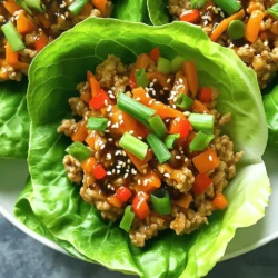 - 1 lb ground chicken - 2 tablespoons sesame oil - 2 cloves garlic, minced - 1-inch piece ginger, minced - 1 cup carrots, shredded - 1 cup red bell pepper, diced - 4 green onions, chopped - 3 tablespoons soy sauce - 1 tablespoon honey - 1 tablespoon rice vinegar - 1 tablespoon sesame seeds - Optional: chili flakes Gathering the right ingredients makes cooking easy and fun. For the main part of this dish, I use ground chicken. It cooks quickly and soaks up flavors well. I always add sesame oil for a nutty taste. Minced garlic and ginger bring warmth and depth to the dish. Next, I chop up fresh veggies. Carrots add a sweet crunch, while red bell pepper brings color and flavor. Green onions give a fresh finish. Together, these veggies balance the richness of the chicken. The sauce is where the magic happens. I mix soy sauce for saltiness, honey for a touch of sweetness, and rice vinegar for tang. Sesame seeds add a nice crunch on top. If you want a kick, add chili flakes! This mix creates a tasty, savory sauce that ties everything together. - First, heat 2 tablespoons of sesame oil in a large skillet over medium heat. - Next, add 2 cloves of minced garlic and 1-inch piece of minced ginger. Sauté for about 30 seconds until fragrant. - Now, add 1 pound of ground chicken to the skillet. Break it apart with a spatula. Cook for 5-7 minutes until fully cooked. - Then, stir in 1 cup of shredded carrots and 1 cup of diced red bell pepper. - Sauté for about 3-4 minutes until the veggies are tender but still crisp. - In a small bowl, mix together 3 tablespoons of soy sauce, 1 tablespoon of honey, and 1 tablespoon of rice vinegar. - If you like spice, add chili flakes to the mix. Pour this sauce over the chicken and veggies. - Stir well to combine. Cook for another 1-2 minutes until everything is heated through. - Remove the skillet from heat. Add 4 chopped green onions and 1 tablespoon of sesame seeds. Mix well to distribute evenly. - To serve, spoon the savory chicken mixture into lettuce leaves. Enjoy! - Keep your skillet at medium heat. This helps cook the chicken evenly. - Break the chicken into small pieces as it cooks. This ensures even cooking. - Use a large platter to arrange the filled lettuce wraps. - Garnish with extra sesame seeds and green onion slices for color. - Serve with a side of soy sauce or sriracha for extra flavor. - Try ground turkey or beef for different proteins. - Add chili flakes for some spice or extra veggies like mushrooms or zucchini. - You can use romaine or butter lettuce for a different wrap experience. {{image_2}} You can switch up the protein in this recipe. Ground turkey or ground beef works well. They add a nice flavor. If you want a plant-based option, try using lentils or textured vegetable protein. Both options give you protein without meat. They also soak up the sauce nicely. Don't be afraid to play with flavors. You can adjust the sweetness by adding more honey or using less. If you like salt, add extra soy sauce. Want some heat? Toss in more chili flakes. You can also add ginger or garlic for a punch. Experimenting keeps the dish exciting. Use seasonal veggies for freshness. In summer, add zucchini or corn for a sweet crunch. You can also use bell peppers or snap peas. If you have leftover veggies, toss them in too. This makes the dish a great way to reduce waste while boosting nutrition. Store the chicken mixture in an airtight container. This keeps it fresh and tasty. You can keep it in the fridge for up to three days. Make sure it cools down before sealing it. This helps prevent moisture build-up. To freeze the wraps, let the mixture cool completely. Then, spoon it into freezer bags. Flatten the bags before sealing. This saves space. You can freeze them for up to three months. When you're ready to eat, take the bags out of the freezer. Thaw them overnight in the fridge. To reheat, warm the mixture in a skillet over medium heat. Stir until it is hot. Serve in fresh lettuce leaves for a delicious meal. These wraps are quick to make. They take about 10 minutes to prep and 10 minutes to cook. In just 20 minutes, you can have a delicious meal ready to enjoy. Yes, you can prep the ingredients ahead of time. Chop the veggies and store them in the fridge. You can also cook the chicken mixture a day before. Just reheat it when you’re ready to serve. These wraps are a healthy option. Ground chicken is lean and packed with protein. The veggies add vitamins and fiber. You control the amount of sauce, which keeps added sugars low. Absolutely! You can use rice paper wraps, whole wheat tortillas, or even cabbage leaves. Each option brings a different taste and texture, so feel free to experiment. This blog covered how to make tasty sesame chicken lettuce wraps. You learned about key ingredients, detailed steps, and helpful tips. Customization options let you personalize your meal, while storage info helps manage leftovers. These wraps are quick, easy, and healthy, perfect for any meal. Enjoy creating your own delicious versions!