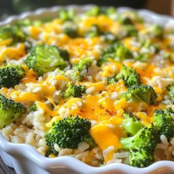 - 1 cup uncooked brown rice - 2 cups vegetable broth - 2 cups fresh broccoli florets The base of this dish is brown rice. It adds fiber and nutrients. We use vegetable broth to cook the rice for extra flavor. Fresh broccoli florets provide a nice crunch and vibrant color. - 1 cup shredded cheddar cheese - 1 cup milk (or a dairy-free alternative) - 1 medium onion, finely chopped - 2 cloves garlic, minced Cheddar cheese gives the dish its creamy texture and rich taste. You can use regular milk or a dairy-free option. Onion and garlic add depth to the overall flavor. - 2 tablespoons olive oil - 1 teaspoon paprika - Salt and pepper to taste - Optional: Crushed red pepper flakes for heat Olive oil helps sauté the onion and garlic, making everything fragrant. Paprika adds a warm hue and flavor. Season with salt and pepper for balance. If you like heat, add red pepper flakes. Adjust to your taste! {{ingredient_image_1}} First, I heat 1 tablespoon of olive oil in a medium pan over medium heat. I add the finely chopped onion. I cook it until it turns soft and clear, about 4-5 minutes. Then, I toss in the minced garlic and cook for another minute. The aroma fills the kitchen, making my mouth water. Next, I grab another pot and bring 2 cups of vegetable broth to a boil. Once it bubbles, I add 1 cup of uncooked brown rice. I reduce the heat to low and cover the pot. I let it simmer for about 40-45 minutes. The rice will absorb all the liquid and become tender. While the rice cooks, I fill a pot with water and bring it to a boil. I add 2 cups of fresh broccoli florets to the boiling water. I blanch them for just 2-3 minutes. This quick cooking keeps the broccoli bright green and tender-crisp. After that, I drain the broccoli and set it aside. Once the rice finishes cooking, I mix in the onion and garlic from the skillet. I then add the blanched broccoli to the rice. It all goes in one big skillet, and I stir it together. Now, I pour in 1 cup of milk and sprinkle in 1 teaspoon of paprika, salt, and pepper to taste. I stir until everything combines well. Finally, I gradually add 1 cup of shredded cheddar cheese. I mix until the cheese melts and creates a creamy texture. If I want more flavor, I might add crushed red pepper flakes. The dish is now ready to serve hot, straight from the skillet. To melt cheese evenly, add it gradually. Stir it in slowly while the dish is hot. This helps the cheese blend in well without clumping. For a creamier dish, adjust the liquid. If you want it richer, add more milk. You can also use a dairy-free alternative if needed. This keeps the dish creamy and flavorful. Want to add protein? You can mix in cooked chicken or tofu for a heartier meal. If you like heat, add crushed red pepper flakes while cooking. You can also throw in extra veggies like bell peppers or carrots. This makes the dish colorful and even more nutritious. Be creative and make it your own! For even cooking, use a large skillet with a thick bottom. This helps heat spread evenly. A wooden spoon or spatula works best for stirring. It won’t scratch your pan and allows for easy mixing. A measuring cup for liquids ensures you add just the right amount. These simple tools make cooking easy and fun! Pro Tips Use Day-Old Rice: For a creamier texture, consider using leftover rice from a previous meal. It absorbs flavors better and prevents the dish from becoming too mushy. Customize Your Cheese: While cheddar is classic, feel free to mix in other cheeses like mozzarella or gouda for a unique flavor profile. Just ensure they melt well. Add Protein: To make this dish more filling, consider adding cooked chicken, shrimp, or chickpeas. Just toss them in when you combine the broccoli and rice. Make It Spicy: For those who enjoy a kick, add crushed red pepper flakes to the onion and garlic mixture while sautéing, or sprinkle on top before serving. {{image_2}} You can switch out brown rice for other grains. Quinoa works well and adds protein. It cooks fast and has a nice texture. You might also try white rice if you prefer a softer bite. For those avoiding gluten, quinoa is a great choice. It is naturally gluten-free and tasty. If you want a dairy-free version, use dairy-free cheese. Many brands offer great flavors that melt nicely. You can also use plant-based milk, like almond or oat milk. These options keep the dish creamy without dairy. They add a slight nutty taste that pairs well with broccoli. Feel free to get creative with veggies. Seasonal greens like spinach or kale add color and nutrients. Chop them up and toss them in for a health boost. You can also add other veggies like bell peppers or carrots. Their crunch adds texture and makes the dish more fun to eat. To keep your Cheesy Broccoli Rice Skillet fresh, store leftovers in the fridge. Place the dish in an airtight container. This will keep the flavors intact and prevent drying out. Use glass or plastic containers that seal well. Make sure to cool the dish first before sealing. You can reheat this dish in the microwave or a skillet. For the microwave, place a portion in a bowl and cover it. Heat for one to two minutes, stirring halfway. Check the temperature to ensure it’s hot all the way through. If using a skillet, add a splash of milk to prevent dryness. Heat over medium-low until warm, stirring often to maintain creaminess. To freeze Cheesy Broccoli Rice Skillet, let it cool completely. Transfer it to a freezer-safe container. Seal it tightly to avoid freezer burn. It will last up to three months in the freezer. When ready to eat, thaw it in the fridge overnight. Reheat in the skillet or microwave as described, adding a bit of milk to keep it creamy. Homemade Cheesy Broccoli Rice Skillet lasts about 3 to 4 days in the fridge. Store it in an airtight container to keep it fresh. Make sure it cools down before you seal it. This way, it won't get too soggy. Yes, you can make this dish ahead of time. Cook the rice, broccoli, and sauce. Then, mix them just before serving. Store the parts separately in the fridge. This keeps the flavors fresh and the texture nice. You can also prep the veggies the night before to save time. You can pair this dish with grilled chicken or fish for protein. A simple salad can add a fresh touch. You might also enjoy some crusty bread on the side. If you like, serve it with a dollop of sour cream or some extra cheese on top. This Cheesy Broccoli Rice Skillet blends simple ingredients for a tasty dish. You learn to cook brown rice in vegetable broth, sauté onion and garlic, and mix in fresh broccoli. Melting cheddar cheese adds a creamy touch. You can also customize the dish with proteins or extra veggies. Store leftovers properly to enjoy later. Experiment with different grains or dairy-free options. Cooking should be fun and rewarding. Enjoy this easy recipe and share it with others!