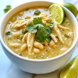 To make creamy garlic white chicken chili, gather these key items: - 2 cups cooked chicken, shredded - 1 can (15 oz) white beans (cannellini or great northern), drained and rinsed - 1 medium onion, diced - 4 cloves garlic, minced - 1 can (4 oz) diced green chilies - 4 cups chicken broth - 1 cup heavy cream - 2 teaspoons ground cumin - 1 teaspoon smoked paprika - 1 teaspoon dried oregano - Salt and pepper to taste - 1 tablespoon olive oil These ingredients come together to create a rich and warming dish. For extra flavor and fun, consider these garnishes: - Fresh cilantro, chopped - Lime wedges Cilantro adds a fresh taste, while lime gives a zesty kick. This creamy garlic white chicken chili serves about four. Each serving provides: - Calories: 420 - Protein: 30g - Carbohydrates: 35g - Fat: 20g This meal is hearty, filling, and packed with flavor. You can enjoy it guilt-free! {{ingredient_image_1}} First, gather your ingredients. You will need: - 2 cups cooked chicken, shredded - 1 can (15 oz) white beans, drained and rinsed - 1 medium onion, diced - 4 cloves garlic, minced - 1 can (4 oz) diced green chilies - 4 cups chicken broth - 1 cup heavy cream - 2 teaspoons ground cumin - 1 teaspoon smoked paprika - 1 teaspoon dried oregano - Salt and pepper to taste - 1 tablespoon olive oil - Fresh cilantro, chopped, for garnish - Lime wedges, for serving Next, dice the onion and mince the garlic. Rinse the white beans if you haven't done so. Shred your cooked chicken if it’s not already. In a large pot, heat the olive oil over medium heat. Add the diced onion. Cook for about 5 minutes until it looks clear. Then, stir in the minced garlic. Cook this for about 1 minute until it smells good. Now, add the shredded chicken, white beans, and diced green chilies. Sprinkle in the ground cumin, smoked paprika, and oregano. Mix everything well so the flavors blend. Pour in the chicken broth and bring the mix to a gentle boil. Once boiling, lower the heat and let it simmer for 15 minutes. This step helps the flavors mix nicely. After 15 minutes, stir in the heavy cream. Season with salt and pepper to taste. Let it simmer for another 5 minutes. This makes the chili creamy and rich. Serve your creamy garlic white chicken chili hot. Top it with fresh chopped cilantro for a pop of color. Squeeze some lime juice over it for a nice tang. This chili pairs well with crusty bread or tortilla chips on the side. Enjoy your delightful dinner! To make your chili super creamy, use heavy cream. It gives a rich texture that mixes well with the broth. If you want a lighter option, try half-and-half. Just remember, add it at the end of cooking. This helps it keep its smoothness. Stir it in gently for best results. To boost the flavor, always start with fresh garlic and onions. Sauté them until soft. This releases their flavors and makes your chili taste amazing. Adding lime juice brightens the dish. Sprinkle fresh cilantro on top for a fresh touch. More spices, like chili powder, can also enhance the heat. A common mistake is adding cream too early. Don’t do this! It can curdle if you cook it too long. Also, avoid skipping the simmering step. This is key for letting the flavors mix well. Lastly, taste your chili before serving. Adjust the salt and pepper to fit your taste. Pro Tips Use Rotisserie Chicken: For a quick and convenient option, use store-bought rotisserie chicken to save time on cooking and shredding the chicken. Adjust Spice Levels: If you prefer a spicier chili, consider adding jalapeños or a dash of cayenne pepper to the pot for an extra kick. Thicker Chili: For a creamier and thicker consistency, you can blend a portion of the white beans with some of the chicken broth before adding it to the pot. Garnish for Flavor: Don't skip the lime wedges and cilantro garnish; they add freshness and enhance the overall flavor of the chili. {{image_2}} You can make a vegetarian version of this creamy garlic white chicken chili. Replace the chicken with extra white beans or diced tofu. Use vegetable broth instead of chicken broth. This keeps the chili hearty and filling. Add more veggies like zucchini, corn, or bell peppers for extra flavor and texture. If you love heat, make a spicy version of this chili. Add more diced green chilies or some chopped jalapeños. You can also stir in a teaspoon of cayenne pepper or chili powder for a kick. Adjust the spice level to fit your taste. This will give your chili a warm and exciting flavor. For a low-fat version, you can swap the heavy cream for reduced-fat sour cream or Greek yogurt. This will cut down on calories while keeping the dish creamy. Use skinless chicken to reduce fat content. Choose low-sodium chicken broth to make it healthier. These tweaks make the chili lighter but still tasty. After cooking, let your creamy garlic white chicken chili cool down to room temperature. This helps keep it fresh. Once cooled, transfer it to an airtight container. Store it in the fridge for up to three days. Before serving, give it a good stir. The flavors may settle. If you want to keep this dish longer, freezing is a great option. Use a freezer-safe container or bag. Make sure to leave some space for expansion. The chili can be frozen for up to three months. Label the container with the date. This will help you keep track of it. When you're ready to enjoy it again, you can reheat the chili in a few ways. The easiest way is on the stove. Pour it into a pot and heat over low to medium heat. Stir it often to prevent burning. You can also use a microwave. Place it in a microwave-safe bowl and cover it. Heat in short bursts, stirring in between. Make sure it is hot all the way through before serving. Yes, you can use fresh beans. However, you must cook them first. Make sure to soak them overnight and boil them until soft. This helps them blend well in the chili. If you want a lighter option, use half-and-half or coconut milk. These will give you a nice creamy texture without the extra fat. You can also use Greek yogurt for a tangy twist. To spice things up, add more diced green chilies or some jalapeños. You can also sprinkle in cayenne pepper or red pepper flakes. Start small and taste as you go for the right heat level. Yes, you can double this recipe easily. Just make sure to use a larger pot. You might need to adjust the cooking time slightly to ensure everything heats through well. This article covered all key details for making a great chili. We discussed essential ingredients, the cooking process, and ways to enhance flavor. I shared tips for perfect creaminess and common mistakes to avoid. You also learned about fun variations and how to store leftovers properly. Now, you can confidently prepare a delicious chili that suits your taste. Enjoy the process and make it your own!