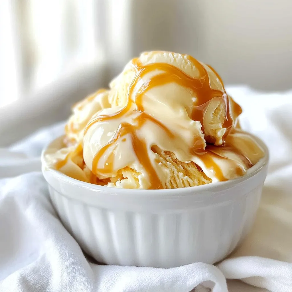 For this creamy caramel macchiato ice cream, gather these ingredients: - 2 cups heavy cream - 1 cup whole milk - 3/4 cup granulated sugar - 1 cup brewed espresso or strong coffee, cooled - 1 teaspoon vanilla extract - 1/2 teaspoon sea salt - 1/2 cup caramel sauce (store-bought or homemade) - Optional: extra caramel for drizzling You can swap some ingredients if needed. Use half-and-half instead of heavy cream. Almond milk works well if you want a lighter option. If you do not have espresso, strong brewed coffee is a great choice. For a sugar-free version, try a sugar substitute that measures like sugar. Choose fresh heavy cream and whole milk for the best taste. Look for high-quality espresso or coffee for rich flavor. If you use homemade caramel, it adds a special touch. Check the label for pure vanilla extract; it makes a big difference in taste. Lastly, use sea salt for a nice contrast to the sweetness. {{ingredient_image_1}} Start by grabbing a medium bowl. In this bowl, whisk together the heavy cream, whole milk, and granulated sugar. Make sure the sugar dissolves completely. This mix is the base of your ice cream. Next, add the cooled espresso or strong coffee to the bowl. Stir in the vanilla extract and sea salt. Mix it all well until it is smooth and creamy. Now, pour the ice cream base into your ice cream maker. Follow your maker's instructions for churning. Usually, this takes about 20 to 25 minutes. You want the ice cream to reach a soft-serve consistency. This is the time when it becomes fluffy and thick. Keep an eye on it as it churns; you’ll love the smell of coffee and cream. When churning is done, it’s time for the fun part! Gently swirl in the caramel sauce. Use a spatula to create a marbled look. Be careful not to mix it in too much; you want ribbons of caramel throughout the ice cream. Transfer the ice cream to an airtight container. Smooth the top and drizzle extra caramel on top if you like. Finally, freeze the ice cream for at least four hours. This makes it firm and ready to scoop. To get the best texture, use cold ingredients. Start with cold heavy cream and milk. Churn the ice cream mixture until it is thick but still soft. If you churn too long, it can become too hard. You can jazz up the flavor with a pinch of cinnamon or nutmeg. A splash of almond extract also adds a nice twist. For an extra coffee kick, try adding finely ground coffee beans. Just a little bit will do! Serve your ice cream in chilled bowls for a classy look. Drizzle extra caramel sauce on top. You can also sprinkle espresso beans or chocolate shavings for some flair. It makes the dish look fancy and tastes great! Pro Tips Chill Your Equipment: Before starting, chill your ice cream maker's bowl in the freezer for a few hours. This helps the ice cream freeze faster, resulting in a creamier texture. Use Fresh Espresso: For the best flavor, always use freshly brewed espresso or strong coffee. The rich aroma and taste will enhance the overall quality of your ice cream. Swirl Carefully: When adding caramel sauce, gently swirl it into the ice cream mixture to create a marbled effect without fully mixing it in for bursts of flavor with every scoop. Let it Set: After churning, allow the ice cream to freeze for at least 4 hours. This resting period helps the flavors meld and the texture firm up for the perfect scoop. {{image_2}} You can make this ice cream dairy-free. Use coconut milk or almond milk. These milks give a rich taste. For the cream, try coconut cream. It adds a nice texture. Make sure your coffee is also dairy-free. This way, you keep all the flavor without dairy. Want to change it up? Try adding chocolate chips. They give a nice crunch. You can also use vanilla bean for a deeper flavor. If you like nuts, add chopped hazelnuts or pecans. They pair well with coffee. Swirl in some chocolate syrup or hazelnut spread for extra joy. You can switch this up with the seasons. In fall, add pumpkin spice for a cozy touch. For winter, try peppermint extract. It makes a fun holiday treat. In summer, add fresh berries for a fruity twist. Each season can bring a new flavor delight. To keep your caramel macchiato ice cream fresh, store it in an airtight container. This prevents ice crystals from forming. Smooth the top of the ice cream before sealing. If you have extra caramel sauce, drizzle it on top before freezing. This adds flavor and helps seal in freshness. Homemade ice cream can last about two weeks in the freezer. After that, it may lose its taste and texture. If you notice freezer burn, it’s best to toss it. Always check for off smells or weird textures before serving. If your ice cream becomes too hard, you can re-churn it. Let it sit at room temperature for about 10 minutes. This softens it slightly. Then, churn it again in the ice cream maker for a few minutes. This helps restore its creamy texture. Always store it in an airtight container after re-churning. You can make caramel macchiato ice cream without an ice cream maker. Start by mixing all the ice cream base ingredients in a bowl. Then, pour the mixture into a shallow dish. Place it in the freezer. Stir the mixture every 30 minutes for about 3-4 hours. This method helps to break up ice crystals and gives you a creamy texture. Yes, you can use instant coffee. Mix 2 tablespoons of instant coffee with 1 cup of hot water. Let it cool before adding it to the ice cream base. The flavor may differ slightly, but it will still be tasty. Choose a strong coffee for the best taste, as caramel macchiato is rich in flavor. You can find caramel macchiato ice cream at many grocery stores. Look in the ice cream aisle or the specialty section. Some local ice cream shops may also offer this flavor. If you don't find it in stores, consider making it at home. It's easy and fun to create your own. One serving of caramel macchiato ice cream contains about: - Calories: 250 - Fat: 14g - Saturated Fat: 8g - Carbohydrates: 28g - Sugars: 22g - Protein: 3g These values can change based on the ingredients you use. Check labels if you make substitutions. Enjoy your treat while being mindful of portion sizes! In this blog post, we covered how to make caramel macchiato ice cream from start to finish. You learned about key ingredients, step-by-step instructions, and helpful tips. I shared ways to perfect texture and enhance flavors. We explored variations like dairy-free options and seasonal twists. Lastly, I provided storage tips so your ice cream stays fresh longer. Embrace your creativity and make this ice cream your own. Enjoy every creamy bite!