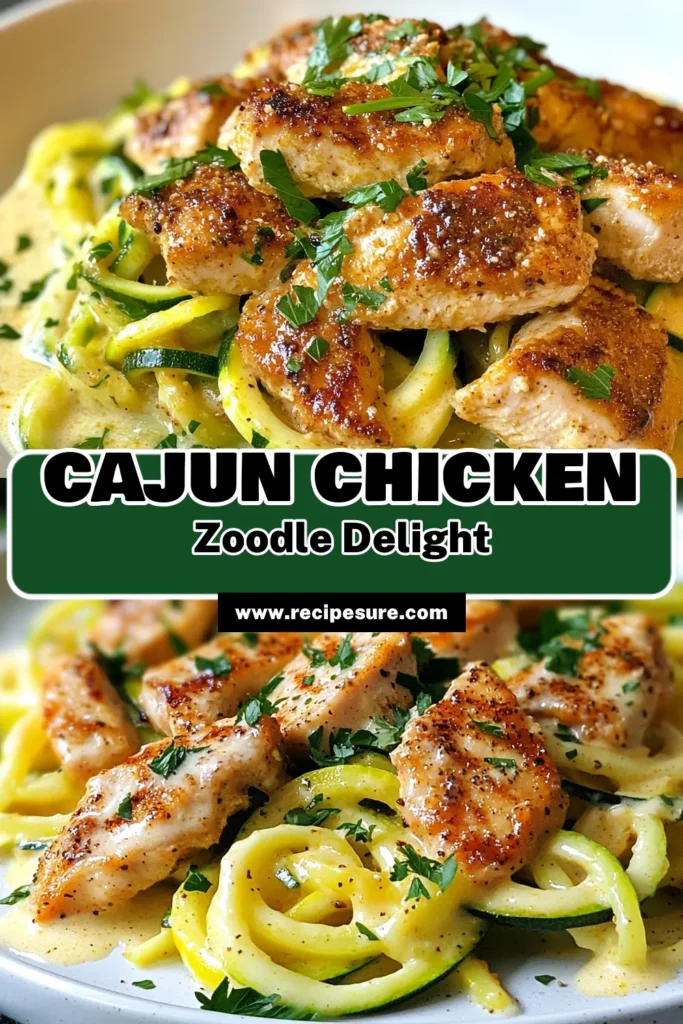 Discover the deliciousness of Cajun chicken Alfredo with this zoodle recipe! This healthy pasta alternative transforms traditional flavors into a low-carb dinner that’s creamy and satisfying. Enjoy tender zoodles tossed with perfectly seasoned Cajun chicken and a rich Alfredo sauce. Perfect for a quick meal any night of the week. Try it today and elevate your dinner game! #CajunChickenAlfredo #ZoodleRecipe #HealthyDinner #LowCarbRecipes