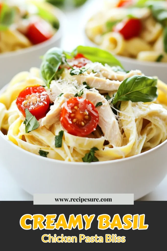 Indulge in this creamy basil chicken pasta that's sure to impress! This easy creamy pasta recipe combines tender fettuccine with juicy chicken and a rich basil cream sauce, making it a perfect basil chicken dinner idea. Ready in just 30 minutes, it's one of the best quick pasta dishes you'll ever make. Save this creamy basil chicken pasta recipe for your next weeknight meal! #PastaRecipes #EasyDinner #CreamyPasta #BasilChickenDinner