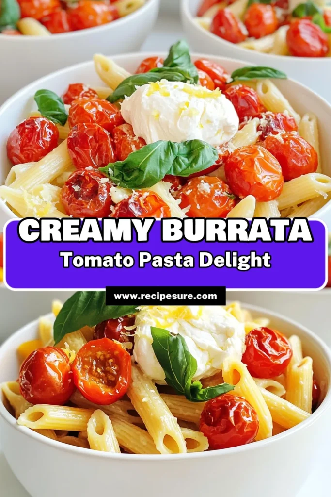 Indulge in the flavors of summer with this delightful Roasted Tomato Burrata Pasta recipe! This easy-to-follow guide shows you how to combine bursting cherry tomatoes, creamy burrata, and fresh basil for a delicious meal that’s perfect for any occasion. Ready in just 40 minutes, this dish will impress your family and friends. Click through to explore the full recipe and elevate your dinner game! #PastaRecipes #Burrata #EasyDinner #Foodie