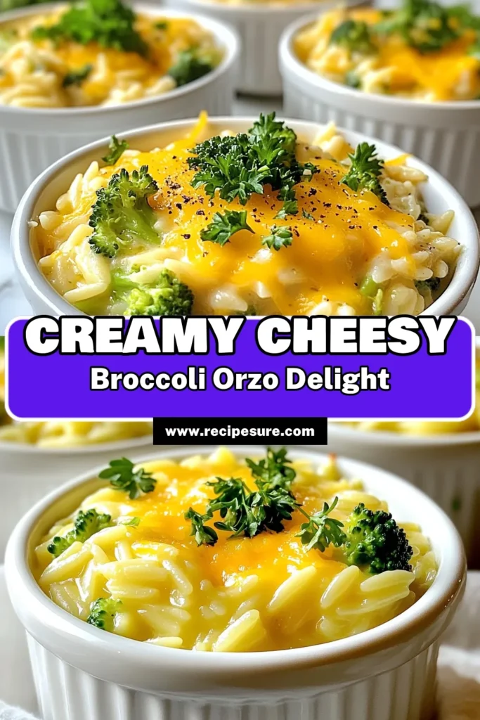 Discover the ultimate comfort food with this Creamy Broccoli Cheddar Orzo! This easy Orzo Pasta Recipe combines tender broccoli with rich cheddar for a mouthwatering Vegetarian Cheddar Pasta dish. Perfect for quick weeknight dinners or cozy gatherings, this Broccoli Cheese Pasta is a hit for all ages. Try this delightful recipe today and see why it’s a go-to! Save now and enjoy! #CreamyBroccoliCheddarOrzo #OrzoPastaRecipe #EasyComfortFood #VegetarianCheddarPasta