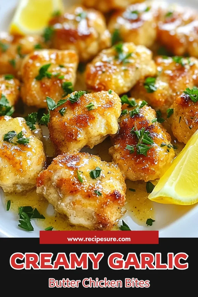 Indulge in these Creamy Garlic Butter Chicken Bites, the perfect blend of flavor and convenience! This easy chicken recipe features tender, bite-sized pieces cooked in a rich garlic butter sauce with Parmesan. Enjoy a delicious one-pan chicken dinner ready in just 20 minutes. Perfect for busy weeknights! Try these garlic butter chicken bites and elevate your dinner game tonight. Save this recipe for later! #EasyChickenRecipes #GarlicButterChicken #OnePanDinner #ParmesanChickenBites