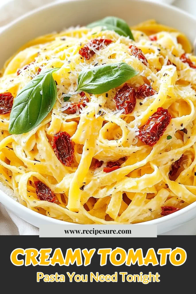 Discover the ultimate creamy sun dried tomato pasta thatβs perfect for a quick weeknight dinner! This easy pasta recipe combines luscious sun dried tomato sauce with fettuccine and cream, delivering a gourmet taste in just 30 minutes. Ideal for busy nights, this dish is sure to impress. Save this recipe for your next meal and indulge in a bowl of creamy goodness! #CreamySunDriedTomatoPasta #EasyPastaRecipes #QuickDinnerRecipes #SunDriedTomatoSauce