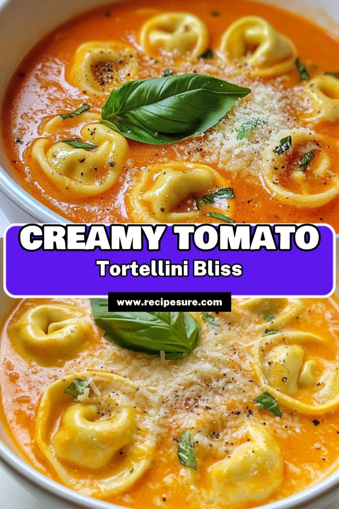 Looking for a comforting meal? Try this Creamy Tomato Tortellini Soup, a deliciously easy tortellini soup recipe perfect for any night! This vegetarian tomato soup combines rich flavors with creamy goodness, making it a quick tomato soup with cream you'll love. It’s a family favorite and so simple to make. Don't miss out—save this recipe for cozy nights ahead! #CreamyTomatoTortelliniSoup #ComfortingSoupRecipes #EasyTortelliniSoupRecipe #VegetarianTomatoSoup