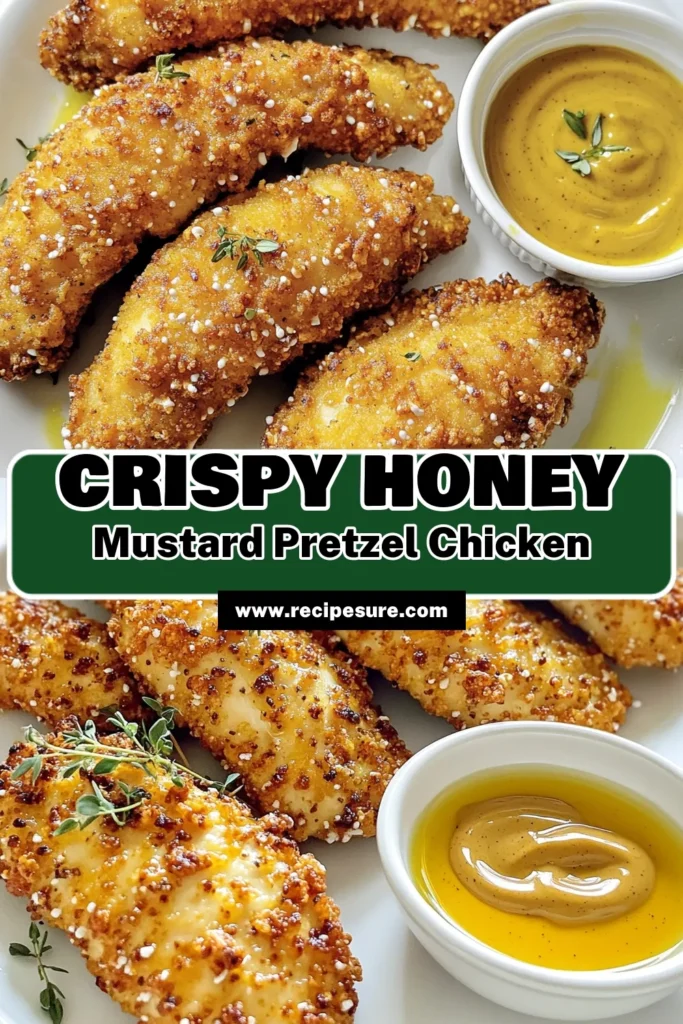 Satisfy your cravings with these Honey Mustard Pretzel Chicken Tenders! This delicious recipe features crunchy pretzel coating and a sweet, tangy honey mustard dip that everyone will love. Perfect for a family dinner or a fun snack, these tenders are easy to make and absolutely irresistible. Click to explore the full recipe and elevate your mealtime! #ChickenTenders #PretzelCrust #EasyRecipes #FamilyDinner