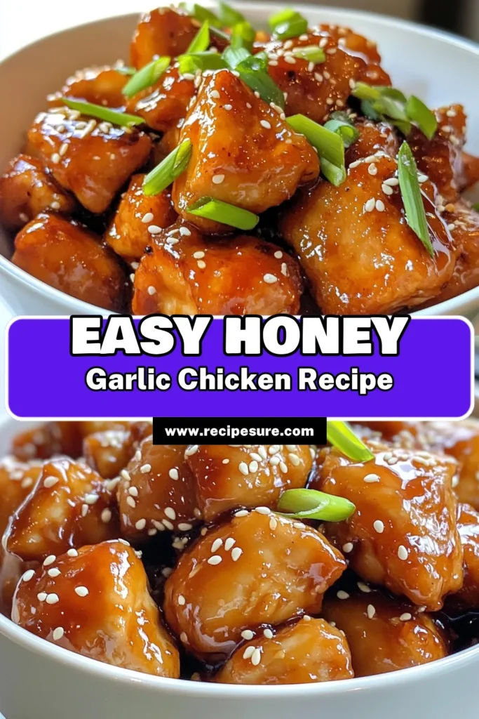 Indulge in this Honey Garlic Sesame Chicken, the perfect Easy Chicken Thighs Recipe for a quick and flavorful weeknight dinner. This tasty Asian Chicken Dish combines tender chicken thighs with a delicious Honey Garlic Sauce that’s easy to prepare. With sesame seeds and green onions as a finishing touch, it’s a dish everyone will love. Save this recipe for your next family meal! #HoneyGarlicChicken #SesameChickenRecipe #AsianChickenDishes #EasyChickenThighsRecipe